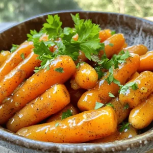 To create delicious maple glazed carrots, gather these simple ingredients: - 1 pound baby carrots (or sliced regular carrots) - 3 tablespoons pure maple syrup - 2 tablespoons unsalted butter - 1 teaspoon cinnamon - 1/4 teaspoon nutmeg - Salt and black pepper to taste - 1 tablespoon chopped fresh parsley (for garnish) These ingredients blend to make a sweet, savory mix. Maple syrup adds a rich flavor. The butter gives a smooth texture. Cinnamon and nutmeg add warmth and spice. Feel free to adjust the salt and pepper to suit your taste. This mix will create a side dish everyone loves. For the full recipe, check out the steps provided. 1. Rinse and prepare the carrots First, rinse the baby carrots under cool water. If you use regular carrots, peel them and slice into 1/4-inch thick rounds. This helps them cook evenly and soak up the glaze. 2. Melt butter in a skillet Next, take a medium-sized skillet and melt the butter over medium heat. You want it to melt completely but not brown. This will give the carrots a rich flavor. 1. Sauté carrots and add seasonings Once the butter melts, add the baby carrots. Sauté them for about 3 to 5 minutes. Stir occasionally until they start to soften. Then, drizzle the maple syrup over the carrots. Add the cinnamon and nutmeg, stirring well to coat them evenly. 2. Simmer until fork-tender Now, reduce the heat to low and cover the skillet. Let the carrots simmer for about 10 to 12 minutes. They should become fork-tender. Stir them occasionally to stop sticking. 3. Thicken the glaze and season to taste Uncover the skillet and cook for an additional 2 to 3 minutes. This thickens the glaze. Stir gently to ensure all the carrots are coated. Finally, season with salt and black pepper to taste. You can find the Full Recipe for more details on this delicious dish! To get the best glaze on your carrots, timing and heat matter. Start with medium heat when you sauté the carrots. This helps them soften without burning. Stir often to keep them cooking evenly. Once you add the maple syrup and spices, lower the heat. This allows the flavors to meld and the glaze to thicken. Adjusting sweetness and spice can elevate your dish. If you like it sweeter, add more syrup. If you enjoy a spicy kick, increase the cinnamon or add a hint of cayenne. Just a bit can change the whole dish. Taste as you go, and find the balance that makes you smile. Maple glazed carrots pair well with many main dishes. They complement roasted chicken, grilled pork, or a hearty beef stew. The sweet flavor can contrast nicely with savory meats. For a great presentation, use a large, shallow dish. Layer the carrots for a beautiful look. Don’t forget to sprinkle fresh parsley on top. This adds color and freshness. Serve warm for the best taste. For more ideas, check the Full Recipe for variations and tips. {{image_2}} You can change the sweet taste of maple glazed carrots by using other sweeteners. Honey works great if you want a floral note. Agave syrup is a lighter option that adds sweetness without too much flavor. Both can replace maple syrup in equal amounts. Just remember, each sweetener brings its own taste, so choose what you like best. You can easily spice up your maple glazed carrots with more flavors. Adding minced garlic gives a nice savory touch. Fresh ginger can add warmth and a little zing. If you want a bright twist, try adding orange zest. Just a little can make the dish pop! Mix and match these options to find your favorite flavor combo. Enjoy creating your perfect dish! For the full recipe, check out the details above. To store leftover maple glazed carrots, let them cool first. Place them in an airtight container. This helps keep them fresh. Make sure to store them in the fridge. They are best eaten within three to four days. If you want to keep them longer, consider freezing them. To reheat your glazed carrots, use the stovetop for best results. Heat them in a skillet over low heat. Add a splash of water or a little butter to help them reheat evenly. Stir gently to avoid burning. You can also use the microwave. Place the carrots in a microwave-safe dish. Cover them with a damp paper towel to keep moisture in. Heat in short bursts, stirring in between, until warm. This way, you keep the flavor and texture intact. To make maple glazed carrots, start with fresh carrots. Rinse them well. If you use regular carrots, peel and slice them into rounds. Next, melt butter in a skillet over medium heat. Add the carrots and sauté them for about 3-5 minutes. When they soften, drizzle in pure maple syrup. Sprinkle in cinnamon and nutmeg. Stir everything well to coat. Lower the heat and cover the skillet. Let the carrots simmer for about 10-12 minutes. They should become fork-tender. Finally, uncover and cook for 2-3 more minutes. This thickens the glaze. Season with salt and black pepper to taste. Serve warm, and enjoy this tasty dish! You can find the complete method in the Full Recipe. Yes, you can use frozen carrots for this recipe. However, they may need a bit longer to cook. Make sure to thaw them first for even cooking. Add them directly to the skillet after melting the butter. Sauté them until they are heated through. Then, follow the same steps as with fresh carrots. The flavor will still shine through, but the texture may differ slightly. You can add many spices to enhance the flavor of maple glazed carrots. Here are some options: - Ginger adds warmth and a slight zing. - Garlic gives a savory touch. - Orange zest brings a bright citrus note. - Allspice or cloves can add depth. Each of these spices can make your dish unique. Experiment with them to find your favorite blend! In this post, I shared how to make flavorful maple glazed carrots. We covered key ingredients like baby carrots, maple syrup, and spices. I explained easy steps to achieve the perfect glaze. Remember, adjust sweetness and spice to suit your taste. Also, think about adding options like garlic or ginger for extra flavor. Store any leftovers properly and reheat them for the best taste. With these tips, you can impress anyone at your next meal. Enjoy your cooking!