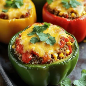 - 4 large bell peppers (any color) - 1 lb ground turkey - 1 cup cooked quinoa - 1 small onion, finely chopped - 2 cloves garlic, minced - 1 can (14.5 oz) diced tomatoes, drained - 1 cup corn (frozen or fresh) - 1 teaspoon cumin - 1 teaspoon paprika - Salt and pepper to taste - 1 cup shredded cheese (cheddar or a cheese blend) - Fresh cilantro, for garnish To make stuffed bell peppers, gather these fresh ingredients. You can pick bell peppers in red, yellow, or green. Each color offers a unique taste. Ground turkey is lean and full of flavor. Quinoa brings a nutty taste and adds texture. Onions and garlic form a great base for the filling. The diced tomatoes add moisture and flavor. Corn adds a sweet touch. Cumin and paprika spice up the dish. Use salt and pepper to enhance all flavors. Finally, cheese gives a creamy, melty finish. - 1 cup = 240 ml - 1 lb = 454 grams These conversions help if you prefer to measure in different units. - Baking dish - Skillet - Knife - Spoon These tools make the cooking process easier. A sharp knife helps chop veggies quickly. A sturdy skillet is great for browning meat. A baking dish holds the peppers while they cook. Use a spoon for mixing the filling and stuffing the peppers. For the full recipe, you can find it [here](#). 1. Preheat your oven to 375°F (190°C). This step helps cook the peppers just right. 2. Carefully slice the tops off the bell peppers. Remove the seeds and ribs. Stand them up in a baking dish. 3. In a large skillet, add a splash of olive oil. Heat it over medium heat. 4. Add the chopped onion to the skillet. Sauté it until it turns soft and clear, about 3-4 minutes. 5. Next, stir in the minced garlic and cook for one more minute. This adds great flavor. 1. Now, add the ground turkey to the skillet. Use a spatula to break it apart. 2. Cook the turkey until it turns brown and is no longer pink, about 5-7 minutes. Stir often to cook evenly. 1. Mix in the cooked quinoa, diced tomatoes, corn, cumin, paprika, salt, and pepper. 2. Stir well to combine everything. Heat the mixture for 2-3 minutes. 3. Remove the skillet from heat. Stir in half of the shredded cheese until melted. 4. Take a bell pepper and stuff it generously with the turkey mixture. Pack it tightly. 5. Top each stuffed pepper with the rest of the shredded cheese. 1. Cover the baking dish with foil. Bake in the preheated oven for 25 minutes. 2. After 25 minutes, remove the foil. Bake for another 10 minutes until the peppers are soft. The cheese should be bubbly and golden. 3. Once done, take them out of the oven. Let them cool a bit before serving. Garnish with fresh cilantro for a pop of color. For the complete recipe, refer to the [Full Recipe]. When you cook, start by heating your skillet on medium heat. Add a splash of olive oil. This helps to make the onion sweet and soft. Sauté the chopped onion until it looks clear. This takes about 3-4 minutes. Then, add minced garlic for extra flavor. Cook it for just one minute. For the ground turkey, break it apart with a spatula. Cook it until it turns brown, which takes about 5-7 minutes. Season your mix with salt and pepper to taste. To make your stuffed peppers look great, choose colorful bell peppers. A mix of red, yellow, and green adds fun to the dish. Once baked, sprinkle fresh cilantro on top. This adds a bright touch. You can also use a drizzle of sour cream for creaminess. Place the stuffed peppers on a nice plate and serve them upright. This makes them look appealing. To spice things up, try adding different herbs or spices. A pinch of chili powder gives heat. You can also use oregano or thyme for a fresh taste. If you want more creaminess, top with avocado or guacamole. You can even switch the cheese. Try feta or pepper jack for a unique flavor. For an extra crunch, add crushed tortilla chips on top before baking. These small changes make a big difference! For the complete recipe, check the Full Recipe. {{image_2}} You can easily make a vegetarian version of stuffed bell peppers. Instead of ground turkey, use plant-based meat. Options like lentils or black beans work great too. They add protein and fiber. You can also mix in extra veggies, like mushrooms or zucchini, for more texture and flavor. If you need a gluten-free dish, skip the breadcrumbs. The recipe is already gluten-free without them. You can use cooked rice or quinoa as a filling base. Make sure all canned ingredients, like tomatoes and corn, are labeled gluten-free. This keeps your meal safe and tasty. Stuffed bell peppers pair well with many sides. A fresh salad adds a nice crunch. You can also serve them with rice or a light soup. Consider drizzling some salsa or avocado sauce on top for extra flavor. These additions make the dish even more enjoyable. To keep your stuffed peppers fresh, cool them first. Place them in an airtight container. You can keep them in the fridge for up to four days. Make sure to separate layers with parchment paper if stacking. This helps avoid mushiness. When you want to enjoy your leftovers, the best way to reheat is in the oven. Preheat your oven to 350°F (175°C). Cover the peppers with foil to keep them from drying out. Heat them for about 15-20 minutes or until warm. You can also use a microwave. Heat on medium power for 2-3 minutes. Check to make sure they are warm all the way through. If you want to freeze stuffed peppers, it's best to do it before baking. Wrap each pepper tightly in plastic wrap. Then, place them in a freezer bag. They can last up to three months in the freezer. To cook from frozen, bake them straight from the freezer. Just add about 10 minutes to the cooking time. This way, you always have a tasty meal ready! For the full recipe of stuffed bell peppers, check the earlier section. Yes, you can swap ground turkey for many options. Here are some alternatives: - Ground beef - Ground chicken - Ground pork - Ground lamb Each meat brings a unique taste. Choose what you like best or what you have. Just remember to adjust cooking times if needed. Baking time depends on your method. For the oven, preheat to 375°F (190°C) and bake: - Covered with foil: 25 minutes - Uncovered: 10 more minutes If you use an air fryer, bake at 360°F (182°C) for about 15-20 minutes. Always check if peppers are tender. You can get creative with fillings! Here are some fun ideas: - Black beans for a protein boost - Rice or couscous for texture - Spinach or kale for greens - Feta cheese for a tangy flavor Mix and match to find your favorite combo. These options can add new tastes and nutrients. You learned how to make stuffed bell peppers, from ingredients to cooking tips. You can customize with different meats or veggies. Remember to store leftovers properly to keep them fresh. Feel free to experiment with flavors and toppings. Stuffed peppers are versatile, tasty, and easy to make. Now it’s your turn to bring these delicious meals to your table! Enjoy cooking!