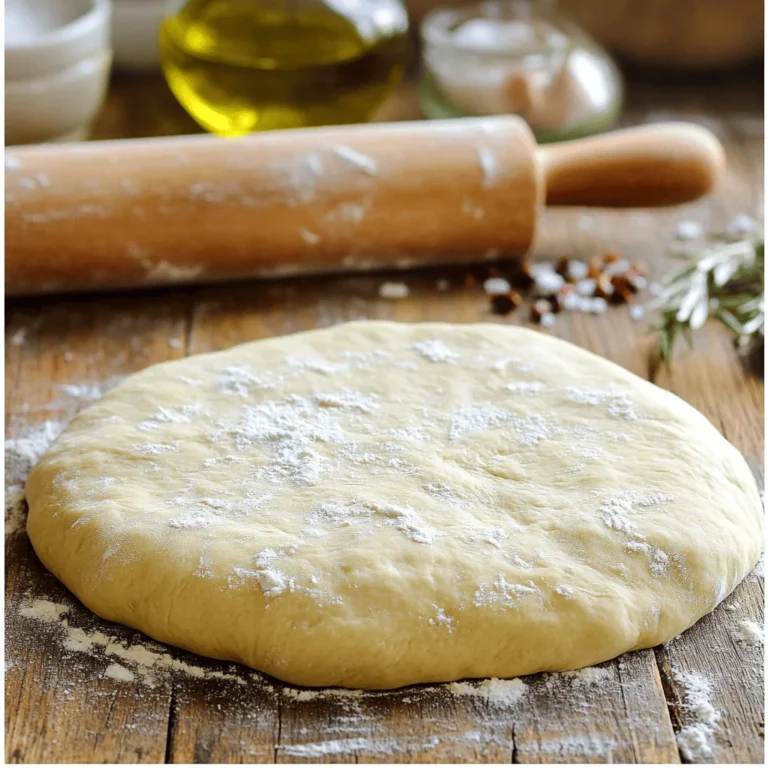 - 4 cups all-purpose flour - 1 ½ cups warm water - 2 tablespoons olive oil - 2 teaspoons sugar - 2 teaspoons salt - 2 ¼ teaspoons active dry yeast You can swap all-purpose flour for gluten-free flour. Brands like Bob's Red Mill work well. If you prefer whole grains, use whole wheat flour. This adds fiber and a nutty flavor. For oils, feel free to use canola or avocado oil if you want. Each oil gives a slightly different taste. Using high-quality flour is key. Fresh flour has better taste and texture. When buying flour, check for freshness dates. Benefits of fresh yeast are huge too. Fresh yeast makes the dough rise better. It gives a nice, airy texture. If you can, buy yeast from a reliable source. This ensures you get the best results. For the full recipe, check the section above. To start, we need to activate the yeast. This step is key for making our dough rise. In a small bowl, mix warm water, sugar, and active dry yeast. Let this sit for 5-10 minutes. If the mixture gets frothy, your yeast is ready to use. Water temperature matters a lot here. Use water that is warm but not too hot. The best range is around 110°F. If water is too hot, it can kill the yeast. If it's too cold, the yeast won't activate. Next, we mix our ingredients. In a large bowl, combine the flour and salt. Stir well to blend them. Create a well in the center of this mixture. Pour in the activated yeast and olive oil. When you mix, use a wooden spoon. Stir until a dough starts to form. Make sure to combine all the flour from the bowl. You want no dry bits left behind. Now it's time to knead the dough. Transfer it to a lightly floured surface. Knead for about 8-10 minutes. Press, fold, and stretch the dough until it’s smooth and elastic. This builds the dough’s strength. For rising, place the kneaded dough in a greased bowl. Cover it with a damp cloth or plastic wrap. Let it rise in a warm spot for about 1 hour. You know it's ready when it has doubled in size. This process is vital for a light and airy crust. For the full recipe, check out the complete details on how to make your own homemade pizza dough. To get the perfect dough, mix until it feels smooth and elastic. You should see some bubbles. If the dough is sticky, add a little more flour. If it is too dry, add a bit of water. Humidity can change how much flour you need. At high altitude, you may need more water or less flour. If your dough feels too sticky, add flour a tablespoon at a time. Knead it well after each addition. For dry dough, mix in a teaspoon of warm water. Let it rest for a few minutes, then knead again. Don’t be afraid to adjust based on how it feels. Add herbs like oregano or basil to the dough for extra taste. You can mix in garlic powder or even cheese for a twist. For a richer flavor, let the dough ferment longer. After mixing, cover it and let it sit in the fridge overnight. This will boost the taste and give your pizza a special kick. For the full recipe, check out the Perfectly Chewy Homemade Pizza Dough . {{image_2}} To make gluten-free pizza dough, you need different ingredients. Use gluten-free flour blends instead of all-purpose flour. Here's what you will need: - 4 cups gluten-free flour blend - 1 ½ cups warm water - 2 tablespoons olive oil - 2 teaspoons sugar - 2 teaspoons salt - 2 ¼ teaspoons active dry yeast You must adjust the rising time. Gluten-free dough often needs more time to rise. Let it sit for 1 to 1.5 hours in a warm spot. This helps the dough become airy and soft. Whole wheat pizza dough is a healthy choice. It adds fiber and nutrients to your meal. Here are the benefits of using whole wheat: - Higher fiber content - More vitamins and minerals - A nuttier flavor To modify the texture, mix half whole wheat flour and half all-purpose flour. This gives you the benefits of whole wheat while keeping it soft. You may need to add a bit more water. Whole wheat flour absorbs more liquid. You can easily add flavor to your pizza dough. One fun method is to make garlic-infused dough. Simply add 2-3 cloves of minced garlic to the olive oil before mixing it in. This adds a great taste to your crust. If you love cheese, try a cheese-stuffed crust. After rolling out your dough, add mozzarella cheese along the edge. Fold the dough over the cheese and seal it. This way, you get a cheesy surprise with every bite! For more details, check the Full Recipe. To store unused dough, place it in a bowl. Cover it with plastic wrap or a damp cloth. This keeps the dough from drying out. Store in the fridge for up to three days. If you want to keep it longer, freeze it. Wrap the dough tightly in plastic wrap and then place it in a freezer bag. Frozen dough lasts for about three months. If your dough is frozen, start by thawing it. Remove it from the freezer and let it sit at room temperature for a few hours. Once thawed, reseal the dough in a bowl. For best results, let it rest for 30 minutes. If the dough seems inactive, you can re-activate the yeast. Mix a little warm water with sugar and add it to the dough. Let it sit for about 10 minutes until it bubbles. Don’t waste extra dough! You can make breadsticks by rolling out the dough and cutting it into strips. Brush with garlic butter for extra taste. You can also create mini calzones by filling the dough with cheese and veggies. Another fun idea is to make pizza rolls. Roll the dough, add toppings, and bake until golden. These options are tasty and simple! For more ideas, check the Full Recipe. Homemade pizza dough lasts about 3 to 5 days in the fridge. Store it in an airtight container. Check for signs of spoilage before use. Mold is the most obvious sign. If it smells sour or off, toss it. Yes, you can make pizza dough ahead of time. Prepare it and let it rise. After the first rise, wrap it tightly and store it in the fridge. For the best flavor, let it rest overnight. The dough should rise in a warm place, around 75°F to 80°F. This temperature helps yeast grow. If your kitchen is cool, try placing the dough near a warm oven. The rising time may increase if it’s colder. Making pizza dough is simple with the right ingredients and steps. Start with basic ingredients like flour, water, and yeast. Fresh ingredients make a big difference in taste and texture. Follow the steps to prepare, mix, knead, and rise the dough correctly. Try variations for gluten-free or whole wheat options. Store any unused dough properly for future meals. With these tips, you can create delicious pizza at home and impress your family and friends. Enjoy your pizza-making journey!