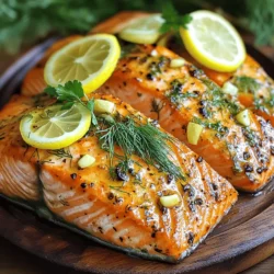 To make Lemon Herb Grilled Salmon, you need fresh and simple ingredients. Here’s what you’ll need: - 4 salmon fillets (about 6 oz each) - 2 tablespoons olive oil - Zest and juice of 2 lemons - 3 cloves garlic, minced - 1 tablespoon fresh dill, chopped - 1 tablespoon fresh parsley, chopped - 1 teaspoon salt - 1/2 teaspoon black pepper - Lemon slices for garnish - Fresh herbs for garnish (additional dill and parsley) These ingredients work together to create a bright and tasty dish. The salmon shines with flavors from the lemon and herbs. I love using fresh herbs in my cooking. They add flavor and freshness. For this recipe, I recommend: - Dill: It has a light, grassy taste. - Parsley: It adds a fresh, earthy flavor. You can use other herbs too! Basil or cilantro can give a fun twist. Mix and match to find your favorite! The marinade is key for flavor. Here are fresh ingredients you should use: - Olive oil: This adds richness. - Garlic: This gives a nice punch. - Lemon zest and juice: These bring brightness and acidity. Make sure to let the salmon soak in this marinade. It helps the flavors blend beautifully. For the full recipe, check out the detailed steps. To start, grab a medium bowl. You will need to mix your marinade. Add 2 tablespoons of olive oil. Then, zest and juice 2 lemons. The zest gives a nice kick. Next, add 3 minced garlic cloves. They add a great flavor. Now, chop 1 tablespoon of fresh dill and parsley. Toss these in too. Finally, add 1 teaspoon of salt and 1/2 teaspoon of black pepper. Whisk everything together until smooth. This simple marinade will make your salmon shine. Now, let’s prep the salmon. Take 4 salmon fillets and place them skin-side down in a shallow dish or resealable bag. Pour the marinade over the salmon. Make sure each piece is covered well. Cover the dish or seal the bag. You’ll want to refrigerate it for at least 30 minutes. If you can wait an hour, the flavors will deepen even more. This step is key to a tasty salmon. Time to fire up the grill! Preheat your grill to medium-high heat. If using a grill pan, heat it on the stove. While it warms up, take the salmon out of the marinade. Let the excess marinade drip off. Discard the leftover marinade to keep things safe. Now, place the salmon fillets on the grill, skin-side down. Grill them for 4-6 minutes. Look for the edges to turn opaque. This shows they are cooking well. Carefully flip the salmon with a spatula. Grill for another 3-5 minutes. The salmon should flake easily when done. When it’s ready, take it off the grill and let it rest for a couple of minutes. Serve your beautiful grilled salmon on a plate. Add fresh lemon slices and herbs for a lovely touch. This dish is bright, fresh, and full of flavor. For the full recipe, check the earlier section. Enjoy your meal! When picking salmon, look for bright color and firm texture. Fresh salmon should smell like the ocean, not fishy. If you can, buy wild-caught salmon. It tastes better and is healthier. Ask your fishmonger for advice. They can guide you to the best catch of the day. Get your grill hot before cooking. Aim for medium-high heat, around 375°F to 400°F. You can test this by holding your hand above the grill. If you can only hold it there for 2-3 seconds, it’s ready. A properly heated grill gives the salmon nice grill marks and keeps it juicy. Serve your grilled salmon with a fresh salad. A mix of greens, cherry tomatoes, and cucumber pairs well. You can also add a side of quinoa or brown rice for a healthy touch. Drizzle some extra lemon juice over the top for added flavor. Don’t forget to garnish with lemon slices and herbs for a beautiful plate. For the full recipe, check the earlier section. {{image_2}} You can change the flavor of your Lemon Herb Grilled Salmon by using different herbs. Try using basil or cilantro for a fresh twist. You can also add a pinch of red pepper flakes for heat. Experiment with tarragon or thyme to give your dish a unique taste. Each herb brings its own charm to the salmon, so feel free to mix and match. If you don’t have a grill, you can use your oven or air fryer. Preheat your oven to 400°F (200°C). Place the marinated salmon on a baking sheet lined with parchment paper. Bake for 12-15 minutes or until the salmon flakes easily. For the air fryer, set it to 375°F (190°C) and cook for about 8-10 minutes. Both methods provide a lovely, tender salmon. If you want to switch things up, you can use other proteins. Chicken breast works well with the same marinade. Just adjust cooking times. You can also use shrimp; they cook quickly and soak up the flavors nicely. For a plant-based option, try firm tofu. The marinade will give it a zing that pairs well with any side dish. For the full recipe, check out the complete guide. You can store leftover salmon in an airtight container. Let the salmon cool first. Place it in the fridge within two hours of cooking. If you have more than one piece, stack them with parchment paper between layers. This keeps them from sticking together. To reheat grilled salmon, use the oven for the best taste. Preheat your oven to 275°F (135°C). Place salmon on a baking sheet. Cover it loosely with foil to keep it moist. Heat for about 15 minutes, or until warm. You can also use a microwave. Heat it on low for about 30 seconds. Check often to avoid overcooking. Grilled salmon stays fresh for about 3 to 4 days in the fridge. Make sure to check for any signs of spoilage. If you want to keep it longer, freeze it. Wrap the salmon tightly in plastic wrap and then in foil. Frozen grilled salmon lasts up to 3 months. When you're ready to eat it, thaw it in the fridge overnight. This helps keep the texture nice. For the full recipe, click here. Yes, you can use frozen salmon. Just make sure to thaw it first. Place the salmon in the fridge overnight for best results. If you're short on time, you can run it under cold water for about 30 minutes. Once thawed, pat the salmon dry with paper towels. This helps the marinade stick better. To check if your salmon is cooked, look for color. The salmon should turn from a bright pink to a pale, opaque color. You can also use a fork to test it. Gently poke it, and if it flakes easily, it's done. The internal temperature should reach 145°F. A meat thermometer can help you with this. Lemon Herb Grilled Salmon goes well with many sides. Here are some great options: - Steamed broccoli or asparagus - Garlic mashed potatoes - Quinoa salad with veggies - Mixed green salad with vinaigrette - Rice pilaf with herbs These sides enhance the flavors of the salmon and make a complete meal. For full details on this recipe, check the Full Recipe. In this post, we explored how to make Lemon Herb Grilled Salmon. You learned about key ingredients, fresh herb choices, and great marinade ideas. I shared step-by-step instructions for preparing, marinating, and grilling the salmon to perfection. Tips on selecting the best salmon and serving ideas added value. We also discussed variations and important storage information. Finally, I answered common questions about cooking and pairing. Enjoy your cooking and impress your guests with this fresh and tasty dish!