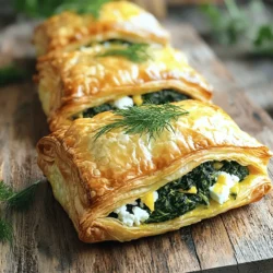 To make this tasty treat, you need some key ingredients: - 1 sheet of puff pastry, thawed - 2 cups fresh spinach, chopped - 1 cup feta cheese, crumbled - 1/4 cup cream cheese, softened - 1/4 cup grated Parmesan cheese These ingredients come together to create a delicious filling. The puff pastry acts as a light and flaky outer layer. The fresh spinach brings a bright flavor, while feta adds a salty kick. Cream cheese and Parmesan contribute to a rich, creamy texture. You’ll want to add some seasonings to enhance the flavors: - 1 clove garlic, minced - 1/2 teaspoon onion powder - 1/4 teaspoon black pepper - Salt to taste - 1 tablespoon olive oil Garlic offers a strong aroma while cooking. Onion powder gives a subtle sweetness. Black pepper adds just the right amount of spice. Salt helps to bring out the natural flavors of the ingredients. Olive oil keeps everything moist while sautéing. For a beautiful finish, use: - 1 egg for washing - Optional garnishes like fresh herbs The egg wash helps the pastry turn golden brown and shiny. It creates an appealing look that makes your dish even more inviting. Consider garnishing with fresh herbs like dill or parsley. They add color and a fresh taste to your dish. Want to see the full recipe? Check out the Full Recipe for more details! To start, you need to thaw the puff pastry. Leave it in the fridge overnight or at room temp for about 30 minutes. Once thawed, it should be soft but not sticky. Next, chop the fresh spinach. You want about two cups. Use a sharp knife to make this easy and quick. Now, heat your olive oil in a skillet over medium heat. Add one clove of minced garlic. Cook it until it smells great, which takes about a minute. Next, toss in your chopped spinach. Stir it for about two to three minutes until it's wilted. Take it off the heat and let it cool a bit. In a mixing bowl, combine the cooked spinach with crumbled feta, softened cream cheese, grated Parmesan, onion powder, black pepper, and salt. Mix everything together until it's smooth and creamy. Roll out the thawed pastry on a floured surface. Aim for about 1/8 inch thick. Cut the pastry into 4-inch squares. Spoon a good amount of the spinach and cheese mixture into the center of each square. Fold the corners over the filling to make a pocket. Press down to seal it well. Place the filled pastries on a parchment-lined baking sheet. Preheat your oven to 400°F (200°C). In a small bowl, beat one egg. Brush this egg wash over the top of each pastry. This will give them a nice golden color when baked. Bake in the oven for 20 to 25 minutes. You want them puffy and golden brown. Once they’re done, let them cool slightly before serving. For the full recipe, check the details above. To get great puff pastry, keep it cold. Warm pastry will become soggy. Here are some tips: - Work quickly: Handle the pastry as little as possible. - Chill tools: Use cold baking sheets and bowls. - Pre-bake: If you want a crispy base, bake for a few minutes before adding the filling. For even baking, try these techniques: - Rotate the pan: Halfway through baking, turn the pan for uniform heat. - Use parchment: Line your baking sheet to avoid sticking. To boost the taste of your savory spinach and feta puff pastry, add herbs and spices. Consider these: - Dill: Adds a fresh, herbal note. - Nutmeg: A pinch can enhance the spinach's flavor. You can also swap cheeses or veggies. Try: - Goat cheese: For a tangy twist. - Mushrooms: For an earthy depth. Presenting your dish well makes it more inviting. Here are some ideas: - Garnish: Sprinkle fresh herbs like dill or parsley on top. - Serving style: Arrange them on a wooden board for a rustic look. Serve warm to keep the filling rich and creamy. Enjoy your delightful treat! {{image_2}} You can easily make this dish even more colorful and tasty. Adding other greens can boost the flavor and nutrition. Consider using kale or Swiss chard for a great twist. You can also mix in mushrooms or artichokes. These add a hearty texture and rich taste. Sauté them with garlic before mixing them into the filling. This gives you a fun and unique dish every time. If you are looking for gluten-free options, you can find good puff pastry brands. Many stores now carry gluten-free versions. They work just as well in this recipe. If you want a lighter version, use low-fat cream cheese. You can also cut down on the cheese. This keeps the taste without the extra calories. Turning these pastries into bite-sized appetizers is easy. Simply cut the puff pastry into smaller squares. This way, guests can enjoy them at parties or gatherings. Pair them with dipping sauces, like tzatziki or a spicy aioli. These sauces add flavor and make each bite even more exciting. For a full experience, serve them warm on a nice platter. These simple changes keep the dish fresh and fun. For the full recipe, check the earlier section! To store leftovers, place them in an airtight container. Keep them in the fridge for up to three days. Before serving, reheat the pastries in an oven at 350°F (175°C) for about 10 minutes. This helps restore the crispness of the pastry. You can freeze these pastries before or after baking. If freezing before baking, prepare the pastries and place them on a baking sheet. Freeze them for about an hour until firm, then transfer to a freezer bag. They can last up to three months. When ready to bake, you can cook them straight from the freezer. Just add a few extra minutes to your baking time. If you freeze them after baking, let them cool completely first. Wrap each pastry in plastic wrap and place in a freezer-safe bag. They can also last for three months in the freezer. When you want to enjoy them, thaw in the fridge overnight and reheat in the oven until warm. For detailed steps on making these delicious pastries, check the Full Recipe. Making Savory Spinach and Feta Puff Pastry takes about 45 minutes. It includes 15 minutes of prep time and 25 minutes of baking. This quick recipe is perfect for busy days or as a fun snack. Yes, you can use frozen spinach. It saves time and is easy to find. Just be sure to thaw it first and squeeze out any extra water. Frozen spinach works well, but fresh spinach has a better taste and texture. These pastries pair nicely with side salads or soups. A simple green salad with a light vinaigrette works well. You can also try serving them with a warm tomato soup for a cozy meal. Your pastry is done when it's golden brown and puffed up. Look for a crispy texture and a nice color. If it looks like this, it’s time to take it out and enjoy your delicious treat! You’ve learned about making Savory Spinach and Feta Puff Pastry. We covered the essential ingredients like puff pastry, fresh spinach, and creamy cheeses. I walked you through step-by-step instructions, tips for great results, and fun variations. Remember to store leftovers properly for the best taste. With a few simple techniques, you can enjoy this dish in many ways. Get creative and enjoy your cooking journey!