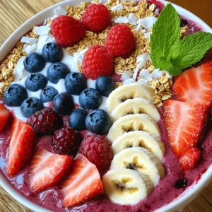 To create a tasty berry smoothie bowl, use these main ingredients: - 1 cup frozen mixed berries (strawberries, blueberries, raspberries) - 1 banana, sliced - 1/2 cup Greek yogurt (or any dairy-free yogurt) - 1/2 cup almond milk (or any milk of choice) - 2 tablespoons chia seeds These ingredients give your smoothie bowl a smooth and creamy base. The frozen berries add a chill, while the banana brings sweetness and texture. Greek yogurt packs in protein, making it filling and nutritious. Chia seeds offer fiber and healthy fats, boosting the health factor. Toppings make your smoothie bowl fun and tasty. Here are some great options: - Fresh berries - Sliced banana - Granola - Coconut flakes - Mint leaves Add fresh berries and sliced banana for extra flavor and color. Granola gives a nice crunch. Coconut flakes add a tropical twist. Mint leaves not only look pretty but also add a refreshing taste. If you prefer a sweeter bowl, consider these sweeteners: - 1 tablespoon honey - 1 tablespoon maple syrup Both honey and maple syrup work well to enhance sweetness. Adjust the amount based on your taste. You can skip sweeteners if you like your smoothie bowl naturally sweet from the fruits. For the full recipe, check out the Berry Bliss Smoothie Bowl. To start your berry smoothie bowl, gather all your ingredients. You need: - 1 cup frozen mixed berries (strawberries, blueberries, raspberries) - 1 banana, sliced - 1/2 cup Greek yogurt (or any dairy-free yogurt) - 1/2 cup almond milk (or any milk of choice) - 2 tablespoons chia seeds - 1 tablespoon honey or maple syrup (optional) In a blender, combine the frozen mixed berries, sliced banana, Greek yogurt, almond milk, chia seeds, and honey if you want some extra sweetness. Make sure all the ingredients fit well in your blender. Now, blend everything together. Start on low speed. This helps mix the ingredients without splattering. Gradually increase to high speed. Blend until the mixture is smooth and creamy. If it seems too thick, add a little more almond milk. Blend again until you reach your desired texture. Once the smoothie base is ready, pour it into a bowl. Now comes the fun part: toppings! You can use fresh berries, sliced banana, granola, and coconut flakes. Arrange them nicely on top of the smoothie. For a bright touch, add mint leaves. This makes your bowl look fresh and inviting. Enjoy your delicious berry smoothie bowl right away! For the full recipe, check out the details above. To get that creamy, dreamy texture in your berry smoothie bowl, start with frozen fruit. Frozen mixed berries give a thick base. If you want it thicker, add less milk. For a thinner mix, add more almond milk. Blend well until it's smooth. Sometimes, stopping to scrape the sides helps. This makes sure all the fruit gets blended. You can easily change the recipe to fit your needs. If you are dairy-free, use coconut yogurt instead of Greek yogurt. For nut-free options, choose oat milk or rice milk. If you want a lower-carb option, skip the banana and add avocado. This keeps the creaminess but cuts the sugar. To boost nutrition, add a scoop of protein powder or spinach. Both blend well without changing the taste. Chia seeds are great for fiber and omega-3s, so keep those in your mix. You can also top your bowl with nuts or seeds for extra crunch and health benefits. These small changes can add big health rewards. For the full recipe, check out the Berry Bliss Smoothie Bowl! {{image_2}} You can mix and match berries to create your own flavor. Try strawberries, blueberries, and blackberries for a sweet treat. Or, combine raspberries and strawberries for a tart twist. Each berry adds its own taste and nutrition. Mixing different berries also gives you a colorful bowl! If you have nut allergies, use oat milk or coconut milk instead of almond milk. For a creamy base, try coconut yogurt or soy yogurt. Both options keep your smoothie bowl tasty and smooth, without nuts or dairy. You won't miss the creaminess at all. Add seasonal fruits to keep your bowl fresh and exciting. In summer, throw in peaches or cherries for sweetness. In fall, try apples or pears for a cozy flavor. This way, your smoothie bowl changes with the seasons, making it fun to enjoy all year long. For the full recipe, check out the Berry Bliss Smoothie Bowl. If you have leftover smoothie bowl, store it in an airtight container. Keep it in the fridge. It stays fresh for up to 24 hours. When ready to eat, stir it well. If it seems thick, add a splash of almond milk. This helps bring back the creamy texture. You can freeze smoothie ingredients for later use. Portion your mixed berries and banana slices into freezer bags. This keeps them fresh for about three months. When ready to make a smoothie bowl, just grab a bag. It saves time and reduces waste. You can blend frozen fruits directly without thawing. A prepared berry smoothie bowl tastes best when eaten fresh. However, if stored properly, it lasts up to one day in the fridge. The toppings may get soggy over time. For best results, add toppings right before serving. This keeps your bowl looking and tasting great. For a tasty berry smoothie bowl, check out the Full Recipe! Berry smoothie bowls are packed with vitamins and minerals. They are rich in antioxidants, which help fight free radicals. Berries boost your immune system and improve heart health. The yogurt adds protein and calcium, which are good for bones. Chia seeds provide healthy fats and fiber, keeping you full. This bowl is a tasty way to eat healthy. Yes, you can use fresh berries! Fresh berries will give your smoothie bowl a lighter texture. If you prefer a cooler bowl, you can freeze the fresh berries first. Just blend them until smooth. The taste will still be great, but the texture may be different. To make your smoothie bowl vegan, use dairy-free yogurt and plant-based milk. Almond milk or oat milk works well. Skip the honey and use maple syrup instead if you want sweetener. This way, you can enjoy a delicious bowl that fits a vegan diet. Serve your smoothie bowl in a wide, shallow bowl. This makes it easy to add toppings. Use a spoon to scoop out the smoothie. Arrange toppings in a colorful way for a pretty look. You can add fresh fruit, granola, or nuts on top. You can customize your smoothie bowl in many ways! Change the type of berries you use. Add spinach for a green boost or nut butter for creaminess. Try different toppings like seeds, nuts, or even dark chocolate. Mix and match to find your perfect flavor. For the full recipe, check out the Berry Bliss Smoothie Bowl. You learned about making delicious berry smoothie bowls from ingredients to storage. Remember, choosing the right berries and toppings can boost taste and health benefits. Don’t hesitate to experiment with different textures and flavors to find your perfect blend. With these tips, you can create a beautiful, nutritious dish for any time of day. Enjoy every bite and share your creations with others!