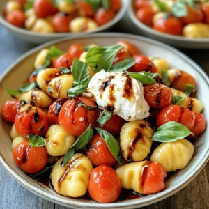 - 1 pound gnocchi (store-bought or homemade) - 2 cups cherry tomatoes, halved - 3 cloves garlic, minced - 8 ounces burrata cheese - 1 cup fresh basil, torn Gnocchi is a fun and light pasta. You can buy it at the store or make it from scratch. Cherry tomatoes give the dish a sweet burst of flavor. The garlic adds depth, while burrata brings creaminess. Finally, fresh basil adds a lovely aroma and color. - 1 teaspoon red pepper flakes (optional) - 2 tablespoons balsamic glaze (optional) Red pepper flakes bring a little heat if you like spice. Balsamic glaze adds a sweet and tangy finish. You can use both or skip them based on your taste! - Salt and pepper to taste - 2 tablespoons olive oil for sautéing Salt and pepper are key for flavor. Olive oil helps cook the garlic and tomatoes. It gives everything a nice, smooth finish. Using good-quality olive oil can enhance the dish even more. This combination of ingredients makes a simple yet rich meal. For the full recipe, check out the details above! To start, bring a large pot of salted water to a boil. Use enough salt to make the water taste like the sea. Once boiling, add the gnocchi. Cook it until the gnocchi floats, usually around 2-3 minutes. This means it is ready! Drain the gnocchi and set it aside. Next, heat 2 tablespoons of olive oil in a large skillet over medium heat. Add 3 minced garlic cloves and, if you like spice, 1 teaspoon of red pepper flakes. Sauté for about 30 seconds until you smell the garlic. Now, add 2 cups of halved cherry tomatoes to the skillet. Season with salt and pepper. Cook for about 5-7 minutes. Stir often until the tomatoes soften and juice flows out. Now it’s time to mix everything. Take the cooked gnocchi and gently toss it into the skillet with the tomato mixture. Stir it all together so the gnocchi gets coated in the sauce. Heat everything through for another 2 minutes. Finally, remove the skillet from the heat. Fold in 1 cup of torn fresh basil. Serve the dish onto plates and top each serving with 8 ounces of burrata cheese. This cheese will melt into the gnocchi, adding a creamy touch. Enjoy this simple delight! For the full recipe, check out [Full Recipe]. To cook gnocchi, boil salted water in a large pot. Once boiling, add the gnocchi. They are done when they float to the top, usually in 2-3 minutes. Drain them well before adding to the sauce. To enhance tomato flavors, use fresh, ripe cherry tomatoes. Sauté them until they burst and release their juices. Add salt and pepper while cooking for more depth. A splash of balsamic glaze at the end adds sweetness. Serve the gnocchi in shallow bowls. This lets the creamy burrata shine on top. Add torn basil leaves for a pop of color. A drizzle of balsamic glaze completes the dish beautifully. For sides, pair this dish with a light salad. A crisp green salad with lemon dressing works well. A chilled glass of white wine also complements the flavors. For added flavor, sprinkle in some fresh herbs. Basil and oregano work well with tomatoes. A pinch of crushed red pepper adds heat; adjust it to taste based on your preference. If you want to switch up the cheese, try using fresh mozzarella or ricotta instead of burrata. Both bring a lovely creaminess that pairs nicely with the gnocchi. For the full recipe, see the 30 Minute Tomato Gnocchi with Burrata. {{image_2}} You can easily swap gnocchi for other pasta types like penne or fusilli. Each shape will give a new twist to your dish. Try using cheese like ricotta or feta instead of burrata. These cheeses add unique flavors and textures to your meal. Use seasonal vegetables to change the taste. In spring, add asparagus or peas. In fall, consider roasted squash or kale. Adjust the recipe for summer by using fresh corn or zucchini. These changes keep the dish fresh and exciting all year. For a vegan option, replace burrata with cashew cheese or a tofu mix. This keeps the dish creamy and satisfying. If you need gluten-free gnocchi, look for brands made from potato or rice flour. These options make this tasty dish accessible to everyone. For the full recipe, check out the details above. Store any leftovers in an airtight container. This keeps out air and moisture. Let the gnocchi cool before sealing the container. This helps maintain freshness. Keep it in the fridge for up to three days. Reheat it in a pan with a splash of water. This brings back its soft texture. Yes, you can freeze tomato gnocchi. First, let it cool completely. Then, place it in a freezer-safe container. Be sure to label it with the date. It can last for up to three months. To thaw, move it to the fridge overnight. Reheat it in a skillet to warm it up. In the fridge, the dish lasts about three days. If you notice any off smells, it’s best to toss it. Look for changes in texture or color. These signs mean it has gone bad. Always trust your senses when it comes to food safety. Enjoy your delicious meal without worry! What is gnocchi traditionally made from? Gnocchi is usually made from potatoes, flour, and eggs. This mix gives it a soft, fluffy texture. Some recipes use ricotta or different flours, but the classic version is potato-based. This adds great flavor and makes it filling. Can I use store-bought gnocchi? Yes, you can use store-bought gnocchi. It saves time and is convenient. Just follow the package instructions for cooking. Fresh or frozen gnocchi will work well in this recipe. Both options will taste great and make your meal easy to prepare. How do I know when gnocchi is done cooking? Gnocchi is done when it floats in the boiling water. This usually takes about 2-3 minutes. When it rises, it is light and airy, ready to drain. Don’t overcook, as it can get mushy. Can I add more vegetables to the dish? Absolutely! You can add veggies like spinach, zucchini, or bell peppers. Just sauté them with the garlic before adding tomatoes. This will add color and nutrition to your meal. Feel free to mix and match based on your favorites. What wine goes well with this dish? A light white wine pairs well, like Pinot Grigio or Sauvignon Blanc. These wines enhance the flavors without overpowering them. If you prefer red, try a light Chianti. These options will complement the tomato and burrata nicely. How can I make it more filling? To make it heartier, add a protein like grilled chicken or shrimp. You can also serve it with a side salad or crusty bread. This adds more texture and balance to your meal. For a veggie boost, consider a side of roasted seasonal veggies. For the full recipe, check out the complete instructions and tips! In this blog post, we explored how to make a delicious gnocchi dish with fresh cherry tomatoes and creamy burrata cheese. We covered the main ingredients, optional add-ons, and tips for cooking and serving. Remember, you can customize this recipe with seasonal veggies or different cheeses. Enjoy making this easy, flavorful meal. It’s perfect for any occasion and will impress anyone who tastes it. Happy cooking!