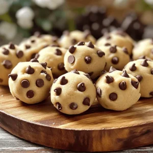 To make these delicious Chocolate Chip Cookie Dough Bites, you only need a few simple items. Here’s the list for you: - 1 cup all-purpose flour (heat-treated for safety) - 1/2 cup brown sugar, packed - 1/4 cup granulated sugar - 1/2 cup unsalted butter, softened - 1 teaspoon vanilla extract - 2 tablespoons milk (or dairy-free alternative) - 1/2 cup semi-sweet chocolate chips - 1/4 teaspoon salt - 1/4 cup mini chocolate chips (for coating) Using these ingredients ensures a tasty and safe treat. Heat-treating the flour is key. This step kills any bacteria, making the dough safe to eat. I love how the brown sugar adds depth, while the vanilla gives a warm, sweet aroma. You can also mix in a splash of your favorite milk or use a dairy-free option. The semi-sweet chocolate chips provide rich flavor, while the mini chocolate chips create a lovely coating. Want the full recipe? Check the section above for all the steps! - Heat-treat the flour: Preheat your oven to 350°F. Spread the flour on a baking sheet. Bake for 5-7 minutes. This kills any germs. Let it cool before using. - Mix the butter and sugars: In a large bowl, cream the softened butter with brown and granulated sugars. Mix until fluffy. - Add vanilla and milk: Stir in the vanilla extract and milk. This makes the dough rich and tasty. - Incorporate flour and salt: Gradually add the cooled flour and salt. Mix until everything is combined. The dough should be thick. - Fold in chocolate chips: Gently add the semi-sweet chocolate chips. Make sure they are evenly mixed into the dough. - Shape the bites: Use a cookie scoop or your hands. Roll the dough into small balls, about 1 inch wide. - Coat with mini chocolate chips: Roll each ball in mini chocolate chips. This adds a fun crunch and extra sweetness. - Refrigerate for firmness: Place the bites on a baking sheet lined with parchment paper. Chill in the fridge for 30 minutes. This helps them hold their shape. Follow these steps to make your chocolate chip cookie dough bites. Enjoy the fun of making a tasty treat! For the complete process, check the Full Recipe. - Ensure flour is heat-treated. This step kills germs. Spread flour on a baking sheet. Bake at 350°F for 5-7 minutes. Let it cool before mixing. - Soften butter properly. Remove butter from the fridge 30 minutes before use. This makes it easy to cream with sugars. - Use a cookie scoop for uniformity. A scoop helps you make the same-sized bites. This way, they bake evenly. - Tips for coating bites evenly. Roll each bite in mini chocolate chips. Use your hands to press them into the dough. This gives a nice texture. - Add different extracts or flavorings. Try almond or peppermint extract for a twist. Just a little makes a big change. - Using various types of chocolate. Mix semi-sweet with dark or milk chocolate chips. This creates a richer taste. For more details, check the Full Recipe for Chocolate Chip Cookie Dough Bites. {{image_2}} You can easily make these cookie dough bites vegan. Just swap the butter for plant-based alternatives like coconut oil or vegan butter. For the chocolate chips, choose vegan options without dairy. This way, everyone can enjoy these delightful treats! If you need a gluten-free version, use gluten-free flour like almond flour or oat flour. Always check the label to ensure no gluten contamination. This keeps your bites safe while still delicious. Feel free to get creative! You can add nuts or seeds for extra crunch. Try mixing in shredded coconut or even dried fruit for a fun twist. These little changes can take your cookie dough bites to a whole new level! To keep your cookie dough bites fresh, store them in the fridge. Place them in an airtight container. This helps prevent them from drying out or absorbing other smells. Your bites will stay tasty for about 5 to 7 days in the fridge. If you want to save some for later, freezing is a great choice. First, arrange the bites in a single layer on a baking sheet. Freeze them for about 1 hour, until they're firm. Then, transfer the frozen bites to a zip-top bag or airtight container. They can last up to 3 months in the freezer. When you’re ready to enjoy them, take out the number you want. Let them thaw in the fridge or at room temperature for a few minutes. These bites taste great cold or slightly chilled! For the full recipe, refer back to the earlier section. Yes, you can eat raw cookie dough, but be careful. Raw flour and eggs can contain harmful germs. To stay safe, always heat-treat your flour before use. This means baking the flour for about 5-7 minutes. This step kills any bad bacteria, making it safe to eat. If you want to skip the eggs, go for recipes that avoid them. You can make these bites healthier by swapping some ingredients. Here are a few ideas: - Use whole wheat flour instead of all-purpose flour. - Replace butter with coconut oil for a healthier fat option. - Try maple syrup or honey instead of granulated sugar for natural sweetness. - Choose dark chocolate chips for added antioxidants and less sugar. These swaps keep the taste but boost the health benefits. You can find pre-made chocolate chip cookie dough bites in many local stores. Look in the frozen or snack aisle. Popular brands include: - Nestlé Toll House - Ben & Jerry's - Edoughble Check your local grocery store or online retailers for these options. You now have a clear guide for making chocolate chip cookie dough bites. We've covered all the key ingredients, simple steps, and helpful tips to enhance your bites. You can also adapt the recipe for vegan or gluten-free needs. When stored correctly, these treats can last and even be frozen for later enjoyment. Experimenting with flavors opens up even more delicious possibilities. Dive into making these bites, and enjoy the fun of creating your own sweet treats!