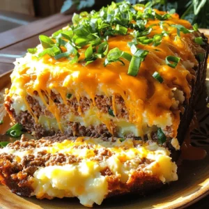 - 1 pound ground beef - 1 cup mashed potatoes (prepared and cooled) - 1 cup shredded cheddar cheese - 1/2 cup diced green onions For this dish, I love using ground beef. It gives the meatloaf a rich and hearty flavor. Mashed potatoes add a creamy texture that makes each bite delightful. Shredded cheddar cheese melts beautifully throughout, adding a gooey, cheesy goodness. Diced green onions bring a fresh crunch and a pop of color. - 1/2 cup cooked and crumbled turkey bacon - Seasonings to taste If you want a little extra flavor, try adding turkey bacon. It gives a nice smoky taste. You can also add your favorite seasonings to make it your own. Garlic powder and onion powder are great choices. - Mixing bowl - Loaf pan - Oven You will need a mixing bowl to combine all your ingredients. A loaf pan is key for shaping your meatloaf perfectly. Finally, an oven is essential for baking the meatloaf to golden perfection. For the complete recipe, check the Full Recipe. Combine Key Ingredients Start by gathering your ingredients for the meatloaf. You will need: - 1 pound ground beef - 1 cup mashed potatoes (prepared and cooled) - 1 cup shredded cheddar cheese - 1/2 cup diced green onions - 1/2 cup breadcrumbs - 1 large egg - 2 tablespoons Worcestershire sauce - 1 teaspoon garlic powder - 1 teaspoon onion powder - Salt and pepper to taste - Optional: 1/2 cup cooked and crumbled turkey bacon for added flavor In a large mixing bowl, combine the ground beef, mashed potatoes, shredded cheddar cheese, diced green onions, breadcrumbs, egg, Worcestershire sauce, garlic powder, onion powder, and turkey bacon if you choose to use it. Mixing with your hands really helps to blend everything well. Seasoning the Mixture Season your mixture with salt and pepper. This step is key to getting the right flavor. Use your hands to mix the ingredients gently. You want everything combined, but don’t overmix. Overmixing can make your meatloaf tough. Just mix until you see that all the ingredients are distributed evenly. Transferring to the Loaf Pan Once your meatloaf mixture is ready, transfer it into a lightly greased loaf pan. Shape it into a loaf that fits snugly in the pan. Make sure the top is smooth. This helps it cook evenly and look nice when you slice it. Baking Time and Temperature Preheat your oven to 350°F (175°C). Bake the meatloaf for about 1 hour. The meatloaf is ready when it reaches an internal temperature of 160°F (70°C) and has a nice brown top. Use a meat thermometer to check the temperature for accuracy. Importance of Resting After baking, remove the meatloaf from the oven. Let it rest for about 10 minutes before slicing. Resting is crucial because it allows the juices to redistribute. This means your meatloaf will be juicy and not dry. Tips for Slicing Use a sharp knife to slice the meatloaf. This helps keep your slices clean and neat. Try to cut even pieces for better presentation. Serve it warm on a plate, and don’t forget to add some fresh green onions or extra cheese on top for a beautiful touch. For a side, steamed broccoli or a fresh salad pair nicely with this dish. For the full recipe, check out the instructions above. Enjoy your cooking! To make the best meatloaf, do not overmix your ingredients. This keeps the meatloaf light and tender. Mix just until everything is combined. If you overmix, the meatloaf can turn out tough. If you want to try a different binding agent, use oatmeal or crushed crackers. Both options work well and add unique flavors. These ingredients help hold the meatloaf together while keeping it moist. For extra flavor, consider adding spices like smoked paprika or Italian seasoning. These can give your meatloaf a nice kick. You can also try a dash of hot sauce for a spicy twist. Cheese variations can make your meatloaf even tastier. Instead of cheddar, try using mozzarella or pepper jack. Each cheese adds its unique flavor and creaminess. When serving, slice the meatloaf and place it on a warm plate. Garnish it with extra green onions and a sprinkle of cheese on top. This makes it look nice and inviting. Pair your meatloaf with sides like steamed broccoli or a fresh garden salad. These options balance the rich flavors of the meatloaf. For a comforting meal, serve with mashed potatoes or garlic bread. {{image_2}} You can switch up the meat in Loaded Potato Meatloaf. Ground turkey or chicken makes a great choice. These lean meats keep your dish light but still tasty. They also soak up flavors well, just like beef. If you want a vegetarian option, try lentils or mushrooms. Both can give you a hearty texture. Mixing in black beans can also add more protein. Adding vegetables is a fun way to boost flavor and nutrition. Diced bell peppers or grated carrots work nicely. You can sneak in some spinach for extra greens. If you love heat, add crushed red pepper flakes or jalapeños. This gives your meatloaf a spicy kick. You can also try adding BBQ sauce for a smoky flavor. Cheese can really change the taste of your meatloaf. While cheddar is classic, you might enjoy mozzarella or pepper jack. Both can melt beautifully and add a new taste. If you want a dairy-free option, try vegan cheese. It melts well and still gives that cheesy goodness. You can also skip cheese entirely and use nutritional yeast for a cheesy flavor without dairy. For the full recipe, check out [Full Recipe]. Refrigeration Tips To keep your leftover meatloaf fresh, wrap it tightly in plastic wrap or foil. Place it in an airtight container. Store it in the fridge. It can last up to four days. Always let it cool down before storing. This helps prevent moisture buildup. Freezing Instructions For longer storage, freeze your meatloaf. Wrap it tightly in plastic wrap and then in foil. Label it with the date. It can stay in the freezer for up to three months. When you want to eat it, thaw it in the fridge overnight before reheating. Oven vs Microwave The oven is the best way to reheat meatloaf. Preheat it to 350°F (175°C) and place the meatloaf in a baking dish. Cover it with foil to keep it moist. Heat for about 20 minutes or until warm. If you use the microwave, place slices on a plate. Heat for 1-2 minutes, but it may dry out a bit. Best Practices for Retaining Flavor To keep your meatloaf juicy, add a little broth or water when reheating. This helps it stay moist. Always cover it to trap the steam. This keeps the flavor and texture intact. Batch Cooking Tips Making extra meatloaf can save you time. You can double the recipe and freeze half. This way, you always have a meal ready. Just follow the freezing instructions mentioned earlier. Pairing with Sides for Easy Meals Loaded potato meatloaf goes well with many sides. Try mashed potatoes, steamed veggies, or a fresh salad. These pairings make for quick and easy meals. You can mix and match sides throughout the week to keep things interesting. For a full recipe, check out the earlier section. To keep your meatloaf moist, follow these tips: - Use fresh ground beef with some fat content. - Add mashed potatoes for moisture. - Do not overmix the ingredients. - Allow resting time after baking. Overmixing can make the meatloaf dense. It’s crucial to mix just enough to combine all the ingredients. This keeps the meatloaf tender. Also, letting it rest allows the juices to settle, making each slice juicy and flavorful. Yes, you can make Loaded Potato Meatloaf ahead of time. Here are some meal prep tips: - Prepare the mixture a day before and store it in the fridge. - Shape the meatloaf and cover it with plastic wrap. - Bake it just before serving. This method saves time and lets flavors blend. You can even freeze the uncooked meatloaf for up to three months. Just thaw it in the fridge overnight before baking. Loaded Potato Meatloaf pairs well with these side dishes: - Steamed broccoli - Mashed cauliflower - Garden salad - Roasted vegetables - Garlic bread These sides add color and texture to your meal. They also provide a nice balance to the hearty meatloaf. For a complete meal experience, serve the meatloaf with a drizzle of gravy and a sprinkle of fresh herbs. Don't forget to check out the Full Recipe for more ideas! Loaded potato meatloaf combines comfort food favorites into one tasty dish. We explored essential ingredients like ground beef, mashed potatoes, and cheddar cheese. I shared tips for mixing and baking, plus ideas for enhancing flavors. Don't forget to follow storage tips for leftovers and reheating methods that keep it delicious. Experiment with variations to find your favorite twist. Enjoy making this dish that suits your needs and warms your table.