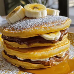 Here are the ingredients you need for Nutella stuffed pancakes: - 1 cup all-purpose flour - 2 tablespoons sugar - 1 teaspoon baking powder - 1/2 teaspoon baking soda - 1/4 teaspoon salt - 1 cup buttermilk (or milk) - 1 large egg - 2 tablespoons melted butter - 1/2 cup Nutella (or more for stuffing) - Butter or oil for cooking These ingredients come together to create a soft, fluffy pancake with a rich, gooey center. The flour gives structure, while the sugar adds sweetness. Baking powder and baking soda help the pancakes rise. The buttermilk makes them tender and adds a nice tang. You can use regular milk, but buttermilk really makes a difference. The egg binds everything and adds moisture. Melted butter adds flavor and richness. Nutella is the star here, providing a delicious surprise in every bite. Don't forget the butter or oil for cooking! It ensures the pancakes brown nicely and helps prevent sticking. You can adjust the Nutella amount based on how much chocolatey goodness you want. For the full recipe, check out the detailed instructions above. In a large bowl, whisk together these dry ingredients: - 1 cup all-purpose flour - 2 tablespoons sugar - 1 teaspoon baking powder - 1/2 teaspoon baking soda - 1/4 teaspoon salt Make sure everything blends well. The flour should be light and free of lumps. In a separate bowl, combine: - 1 cup buttermilk (or milk) - 1 large egg - 2 tablespoons melted butter Whisk these together until it looks smooth. This mix adds moisture and flavor. Pour the wet mix into the dry ingredients. Gently fold them together. Be careful not to overmix; a few lumps are okay. This keeps the pancakes soft and fluffy. Heat a non-stick skillet over medium heat. Add a touch of butter or oil. Pour about 1/4 cup of batter for each pancake. Cook until bubbles form, about 2-3 minutes. Spoon 1 tablespoon of Nutella onto the center of each pancake. Quickly pour more batter over the Nutella, then flip the pancake. Cook for another 2-3 minutes until golden brown. Continue this with the rest of the batter. Enjoy the delicious Nutella stuffed pancakes! For the complete recipe, check the [Full Recipe]. To make soft pancakes, focus on the batter. The texture should be thick but pourable. If you overmix, your pancakes can turn tough. Mix until you see some lumps; that’s okay! Letting the batter rest for a few minutes can also help. This allows the flour to absorb the liquid. The right skillet temperature is key. Medium heat works best for even cooking. If it’s too hot, the outside cooks too fast. I recommend using butter for a rich taste. Oil can work too, but it won’t add the same flavor. Just use a small amount of either to coat the skillet. Presentation makes a big difference. Stack the pancakes high on a plate. Dust them with powdered sugar for a sweet touch. Drizzle more Nutella on top for extra indulgence. Fresh fruit like banana slices or strawberries adds color and freshness. You can even add a scoop of whipped cream for a special treat. These small details make your Nutella stuffed pancakes look and taste amazing! {{image_2}} Want to add some excitement to your Nutella stuffed pancakes? Consider adding vanilla extract or cinnamon to the batter. A teaspoon of vanilla gives a lovely warmth. It makes every bite feel special. If you prefer spice, a sprinkle of cinnamon brightens the flavor. Try adding both for a sweet and cozy twist that everyone will love! Nutella is amazing, but let’s explore other yummy fillings too. Peanut butter is a fantastic choice. It adds a nutty flavor that pairs well with the pancakes. You can also use fresh fruits like bananas or strawberries. They bring a burst of freshness and color. For a fun twist, try whipped cream cheese for a creamy surprise inside. The options are endless, and you can mix and match to find your favorite! If you need gluten-free pancakes, it’s easy to swap the flour. Use a gluten-free flour blend instead. This keeps the fluffy texture while being safe for those with gluten sensitivities. For a dairy-free option, replace buttermilk with almond or oat milk. You can also use a plant-based butter. These simple swaps let everyone enjoy Nutella stuffed pancakes without worry. Now, everyone can join in on the fun! For the full recipe, check the section above! You will want to store your leftover pancakes right away. Let them cool down first. Place them in a single layer. Use a plate or a baking sheet. Cover them with plastic wrap or foil. If you have many pancakes, stack them with parchment paper in between. This keeps them from sticking. For longer storage, freeze the pancakes. Wrap each pancake in plastic wrap. Then, place them in a freezer bag. Remove as much air as you can. This helps prevent freezer burn. To reheat your pancakes, use a microwave or skillet. For the microwave, place pancakes on a plate. Heat them for about 20-30 seconds. Check to see if they are warm enough. If not, heat in 10-second bursts. For the skillet, heat it on low. Add a little butter or oil. Place the pancakes in the skillet. Heat for about 1-2 minutes on each side. This keeps the pancakes soft and tasty. In the fridge, your pancakes last about 3-4 days. Make sure they are covered well. In the freezer, pancakes keep for about 2-3 months. Just remember to label your bags with the date. This way, you know when to enjoy them. You can use regular milk instead of buttermilk. Just add one tablespoon of vinegar or lemon juice to the milk. Let it sit for about five minutes. This creates a similar tangy taste. You can also use yogurt or sour cream thinned with water. Both options work well in pancake recipes. They keep the pancakes moist and fluffy. Yes, you can prepare the batter a few hours in advance. Just mix the dry and wet ingredients separately. Store them in the fridge. When you're ready to cook, combine them and cook the pancakes. This saves time on busy mornings. Just stir gently to mix before cooking. Many toppings enhance the flavor of Nutella stuffed pancakes. Here are some great ideas: - Fresh banana slices - Strawberries or raspberries - Whipped cream - Chopped nuts like hazelnuts or almonds - A drizzle of maple syrup - Shredded coconut These toppings add color and taste. They make your pancakes look even more inviting. For the full recipe, check the earlier section. Enjoy your delicious creation! Nutella stuffed pancakes are a fun and tasty treat you can make easily. We covered the key ingredients, mixing methods, cooking tips, and ways to enhance flavor. Remember to avoid overmixing for the best texture. You can also play with variations and fillings to suit your taste. Store leftovers properly to enjoy them later. With these tips, you can impress yourself and others with tasty pancakes anytime. Enjoy your delicious creations!