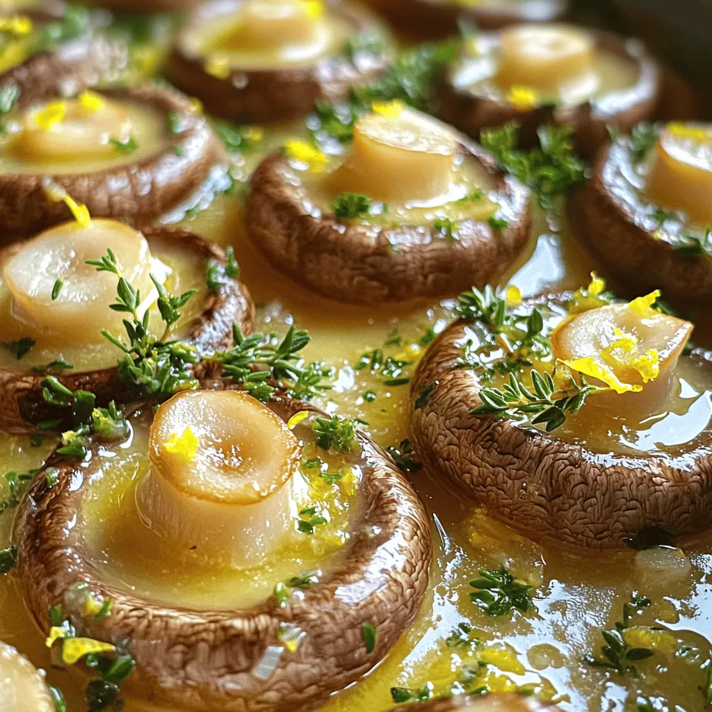 To make Herbed Garlic Butter Mushrooms, gather these simple ingredients. They bring great flavor and aroma to the dish. - Fresh mushrooms (cremini or button) - Unsalted butter - Garlic (minced) - Fresh herbs (thyme, parsley, rosemary) - Lemon (zest and juice) - Salt and pepper Each ingredient adds a unique touch. The mushrooms soak up the garlic butter. The herbs give it a fresh taste. The lemon adds brightness and zing. It’s a perfect side dish for any meal. For the full recipe, check out the details. You’ll enjoy making this tasty dish! Melting the butter Start by placing a large skillet on medium heat. Add 4 tablespoons of unsalted butter. Let it melt until it bubbles and smells great. This will help create a rich base for your dish. Sautéing garlic Next, add 4 cloves of minced garlic to the skillet. Stir it for 1-2 minutes. You want it golden and fragrant but be careful not to burn it. This step fills the dish with flavor. Cooking the mushrooms Now, add 500g of cleaned and halved mushrooms to the skillet. Stir well so the mushrooms get coated in the garlic butter. Season with salt and pepper to taste. Cook them for about 5-7 minutes. Stir occasionally until they are tender and browned. This brings out their natural taste. Adding herbs After the mushrooms are cooked, stir in 1 tablespoon each of fresh thyme, parsley, and rosemary. Cook for another 2-3 minutes. The herbs add freshness and depth to the dish. Finishing touches with lemon Squeeze the juice of half a lemon over the mushrooms. Sprinkle the zest of one lemon on top. Give everything a good toss to mix. This brightens the flavors and makes the dish pop. For more detailed steps, check out the Full Recipe. Choosing the right mushrooms I love using cremini or button mushrooms for this dish. They have a nice texture and flavor. Look for firm mushrooms with no dark spots. Fresh mushrooms really make a difference in taste. Enhancing flavor with additional herbs Feel free to mix in other herbs you enjoy. Basil or oregano can bring a new twist. Adding herbs at the end keeps their flavor bright and fresh. Just chop them finely before adding. Preventing soggy mushrooms To avoid soggy mushrooms, don’t overcrowd the pan. Cook them in batches if needed. This helps to get that nice brown color. Also, make sure to use medium heat. High heat can burn the garlic instead of cooking the mushrooms. Pairing with proteins These mushrooms are great with grilled chicken or steak. Their rich flavor complements many proteins. You can also serve them with fish for a lighter meal. Best side dishes Try serving Herbed Garlic Butter Mushrooms with a salad or rice. They also go well with mashed potatoes. Their buttery taste adds a nice contrast to other sides. Creative serving ideas You can serve these mushrooms on toasted bread as a bruschetta. Another fun idea is to mix them into pasta. They can also be a topping for baked potatoes, adding flavor and fun! {{image_2}} You can change up the herbs in this dish. If you want a different taste, try using basil or oregano. They pair well with mushrooms too. You can also add other vegetables. Baby spinach or zucchini can give your dish more color and flavor. Just chop them small and cook them with the mushrooms. If you need a vegan option, swap the butter for olive oil or vegan butter. The flavor will still be rich and tasty. You can even use vegetable broth for added depth. To spice things up, add red pepper flakes. Just a pinch can give your mushrooms a nice kick. If you want a creamy touch, try adding cheese or cream. Parmesan cheese melts well and adds a salty taste. You can also mix in a splash of heavy cream for a rich sauce. For the full recipe, check out the Herbed Garlic Butter Mushrooms. To keep your herbed garlic butter mushrooms fresh, start by placing them in an airtight container. Refrigerate them within two hours of cooking. They will stay good for about three to four days. If you want to keep them longer, consider freezing. Place the mushrooms in a freezer-safe bag, remove as much air as possible, and seal it. They can last up to three months in the freezer. When it’s time to enjoy the leftovers, reheating them right is key. The best method is to use a skillet. Heat the skillet over medium heat and add a bit of butter. Toss the mushrooms in the skillet for about five minutes. This will help them regain their crispy texture. You can also microwave them, but this might make them a bit soggy. If you choose this method, heat in short bursts, stirring in between, to keep the flavor intact. For Herbed Garlic Butter Mushrooms, I love using cremini or button mushrooms. These types have a nice texture and flavor. They soak up the garlic butter well, making each bite tasty. You can also try shiitake or portobello if you want a richer flavor. Yes, you can make this dish ahead of time. Cook the mushrooms, then cool them down and store them in the fridge. When you're ready, just reheat them in a skillet. This makes for a quick side dish when you need it. To change the serving size, you can easily scale the recipe. If you need more, double the ingredients. For fewer servings, cut the amounts in half. Just keep the cooking times the same. This way, you can enjoy the dish no matter how many people you serve. This blog post covers how to make Herbed Garlic Butter Mushrooms. It starts with key ingredients like fresh mushrooms, garlic, and herbs. Then it guides you through preparation steps to achieve the best flavor. I also shared tips for cooking and serving to enhance your dish. In the end, remember that creativity is key. Feel free to experiment with variations that suit your taste. Enjoy your mushroom cooking journey!