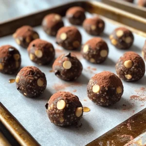 To make delicious Chocolate Peanut Butter Energy Bites, you need simple ingredients. Each one plays a key role in flavor and texture. Here’s what you will need: - 1 cup rolled oats - 1/2 cup creamy peanut butter - 1/3 cup honey or maple syrup - 1/4 cup cocoa powder - 1/4 cup mini chocolate chips - 1/4 cup ground flaxseed - 1 tsp vanilla extract - Pinch of salt These ingredients come together to create a tasty snack. The oats give a nice base and add fiber. Peanut butter adds creaminess and protein. Honey or maple syrup sweetens the mix. Cocoa powder gives it a rich chocolate flavor. Mini chocolate chips add extra sweetness and fun. Ground flaxseed boosts nutrition and binds everything. Vanilla extract adds a lovely aroma. A pinch of salt balances the flavors. Finding these ingredients is easy. You can get them at any grocery store. I love to use high-quality nut butter and pure vanilla extract. They really make a difference in taste. For the full recipe, check out the Choco-Peanut Bliss Energy Bites. Enjoy making these energy bites! 1. In a large mixing bowl, combine the base ingredients. Add 1 cup of rolled oats, 1/2 cup of creamy peanut butter, 1/3 cup of honey or maple syrup, 1/4 cup of cocoa powder, and 1/4 cup of ground flaxseed. Use a spatula or spoon to mix well until everything is fully combined. 2. Next, add 1/4 cup of mini chocolate chips and a pinch of salt to the mixture. Stir it well to ensure the chips are evenly spread throughout. 3. Now comes the fun part—forming the energy bites! Use your hands to roll the mixture into small balls, about 1 inch in diameter. You should make about 16 bites. 4. Place the rolled energy bites on a baking sheet lined with parchment paper. This keeps them from sticking. 1. To set the energy bites, put the baking sheet in the refrigerator. Chill them for at least 30 minutes. This helps them firm up and makes them easier to handle. 2. For storage, keep the energy bites in an airtight container. They will stay fresh for up to one week in the refrigerator. If you want them to last longer, consider freezing them. Just make sure to separate layers with parchment paper. You can find the full recipe for these tasty bites to enjoy anytime! To get the best energy bites, you need to mix well. Start by placing all the base ingredients in a large mixing bowl. I like to use a sturdy spatula or my hands. This helps ensure every ingredient blends together. When you add the mini chocolate chips, make sure they are evenly spread throughout. This way, every bite has a sweet taste. Rolling the mixture into balls can be tricky. If your hands feel sticky, wet them with a little water. This makes rolling easier. Aim for small balls, about one inch wide. The size helps them set nicely in the fridge. You can make these energy bites your own! Adding nuts or seeds gives more crunch and flavor. Try chopped almonds, walnuts, or sunflower seeds. They add texture and nutrients. If you have dietary needs, swap out some ingredients. You can use almond butter instead of peanut butter. For a vegan option, choose maple syrup over honey. You can also try using dairy-free chocolate chips. This way, everyone can enjoy these tasty bites. For more details on making these energy snacks, check the Full Recipe. {{image_2}} You can easily switch up the flavor in your energy bites. For a crunchy twist, try Crunchy Almond-Cocoa Energy Bites. Just swap the peanut butter for almond butter. Add chopped almonds for extra crunch. Use cocoa powder as usual. You will enjoy a tasty, nutty treat! Another fun option is Coconut Chocolate Energy Bites. Replace half the oats with shredded coconut. This change gives a tropical flair. Mix in dark chocolate chips for a rich flavor. The coconut adds a chewy texture that everyone will love. To boost nutrition, add superfoods to your energy bites. Try chia seeds or hemp seeds for omega-3s. You can also mix in protein powder for an energy kick. These add-ins make your snack even healthier. If you want to try different binding agents, consider using mashed banana or applesauce. They add sweetness without extra sugar. These options also make your bites moist and delicious. To keep your energy bites fresh, store them in airtight containers. This prevents moisture from ruining their texture. Place the containers in the refrigerator. This helps maintain their taste and firmness. If you want to store them longer, freezing is a great option. Use freezer-safe bags or containers. Your energy bites can last for months when frozen. In the refrigerator, your energy bites will last about a week. After that, they may start to lose their flavor. Look for signs of spoilage. If they smell off or have a strange color, it's best to toss them. Always trust your senses when checking food. Enjoy these bites fresh for the best flavor and texture. For the full recipe, check the ingredients and instructions above. You can make these bites healthier by lowering the sugar content. Try using less honey or maple syrup. You can also add protein supplements. This boosts the protein without adding too much sugar. Yes, you can use other nut butters. Almond butter or cashew butter works well too. Each nut butter gives a unique taste. Choose one that you enjoy. You can use agave syrup or stevia as alternatives. Both sweeteners are good for those who want less sugar. Always check the amount, as some are sweeter than honey. Yes, these energy bites can be gluten-free. Just make sure to use gluten-free oats. Check all other ingredients for gluten. Most are naturally gluten-free. You can serve these bites as a snack or dessert. Pair them with fruit for a fresh touch. They are also great with a glass of milk or a smoothie. Enjoy them anytime for a quick energy boost! Making Chocolate Peanut Butter Energy Bites is simple and fun. We covered the key ingredients, preparation steps, and storage tips. You can customize them to fit your taste. Whether you want a chocolate kick or a mix of nuts, these bites suit everyone. Remember to store them well for lasting freshness. With the right tips, you'll create snacks that are tasty and healthy. Enjoy these energy bites as a quick snack or a post-workout treat! Keep experimenting with flavors and ingredients for endless options.
