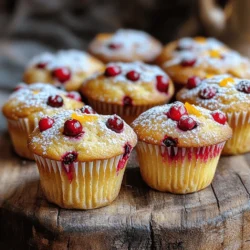 To make delicious cranberry orange muffins, gather these ingredients: - 1 ½ cups all-purpose flour - ½ cup granulated sugar - 1 tablespoon baking powder - ½ teaspoon baking soda - ¼ teaspoon salt - 1 teaspoon ground cinnamon - ¼ cup unsalted butter, melted - 1 large egg - ¾ cup milk - Zest of 1 orange - 1 cup fresh or frozen cranberries (if using frozen, do not thaw) - 1 teaspoon vanilla extract - 2 tablespoons orange juice - Optional: ½ cup chopped walnuts or pecans These ingredients combine to create a sweet and tangy flavor that bursts with freshness. You might not have all the ingredients on hand. Here are some easy swaps: - Use whole wheat flour instead of all-purpose flour for a heartier muffin. - Substitute maple syrup or honey for granulated sugar for a natural sweetener. - If you run out of baking powder, mix 1 teaspoon of baking soda with ½ teaspoon of vinegar. - Almond milk works well in place of regular milk. - Use lemon zest if you can't find orange zest. These substitutions maintain the muffin's taste while catering to your needs. Using fresh ingredients makes a big difference. Here are some tips: - Choose bright, plump cranberries. They should feel firm and have a vibrant color. - For the best flavor, use fresh oranges for zest and juice. Avoid bottled juices. - Check the dates on your baking powder and baking soda. They should be fresh for the best rise. - If you can, buy organic ingredients. They often have better taste and quality. These tips ensure your muffins are as tasty and vibrant as possible. Start by preheating your oven to 375°F (190°C). Line a muffin tin with paper liners or grease it lightly. In a large bowl, mix the dry ingredients: flour, sugar, baking powder, baking soda, salt, and cinnamon. Whisk these together until smooth. In another bowl, whisk the wet ingredients: melted butter, egg, milk, orange zest, vanilla, and orange juice. Combine these well. Now, pour the wet mix into the dry ingredients. Gently stir until just combined. It’s okay if you see some lumps. Next, fold in the cranberries and nuts, if you’re using them. Be careful not to over-mix; a few lumps are just fine. Finally, fill each muffin cup about two-thirds full with the batter. Now that your batter is ready, place the muffin tin in the oven. Bake for 18 to 20 minutes. You want them to be golden brown. To check for doneness, insert a toothpick into the center of a muffin. If it comes out clean, they are done! After baking, let your muffins cool in the tin for about five minutes. Then, transfer them to a wire rack to cool completely. For serving, dust them with powdered sugar or drizzle a simple glaze made from powdered sugar and orange juice. Enjoy these muffins warm with tea or coffee. They make a tasty treat for any time of day! When making cranberry orange muffins, some mistakes can ruin your bake. First, don’t over-mix the batter. Lumps are okay; they help keep the muffins light. Second, avoid using thawed cranberries. They can make your muffins soggy. Third, check your baking powder for freshness. Old baking powder can lead to flat muffins. To help your muffins rise, make sure your oven is fully preheated. Adding a bit of extra baking powder can also help. Use room temperature ingredients, as cold ones can slow the rise. Lastly, fill the muffin cups about two-thirds full. This gives them room to grow without spilling over. These muffins shine when served warm. Try adding a dusting of powdered sugar for a sweet touch. They pair well with a cup of tea or coffee. For a fun twist, serve them with a simple glaze made of powdered sugar and orange juice. You can also add a side of yogurt for a tasty breakfast option. For the full recipe, check out our Cranberry Orange Bliss Muffins section! {{image_2}} For gluten-free muffins, swap the all-purpose flour with a gluten-free blend. Many brands work well. Ensure the mix contains xanthan gum. This helps the muffins hold together. Follow the same steps from the Full Recipe. You will still enjoy that tangy orange and tart cranberry flavor. To make these muffins vegan, replace the egg with a flaxseed egg. Mix one tablespoon of ground flaxseed with three tablespoons of water. Let it sit for five minutes. Also, use almond milk or another plant-based milk instead of regular milk. Substitute melted butter with coconut oil or a vegan butter. The muffins will be just as delicious without animal products. You can enhance the flavor of these muffins in many ways. Try adding a teaspoon of nutmeg for warmth. Or, mix in a teaspoon of ginger for a spicier kick. If you like nuts, fold in some walnuts or pecans for crunch. Dried cranberries or cherries can add a nice touch too. Feel free to experiment with your favorite flavors! To keep your cranberry orange muffins fresh, place them in an airtight container. You can also wrap each muffin in plastic wrap. Store them at room temperature for up to three days. If you want to keep them longer, refrigerate them. Just know that the fridge can dry them out a bit. When you want to enjoy a muffin again, reheating is easy. Place the muffin in the microwave for about 10 to 15 seconds. This warms it up nicely. For a crispier texture, use an oven. Preheat it to 350°F (175°C). Heat the muffin for about 5 minutes. This will bring back its fresh-baked taste. If you have leftover muffins, freezing them is a great option. Wrap each muffin tightly in plastic wrap, then place them in a freezer bag. They can last up to three months in the freezer. When you’re ready to eat one, simply thaw it overnight in the fridge. You can also reheat it straight from the freezer. Just give it a few extra seconds in the microwave or oven. Enjoy your cranberry orange muffins anytime! For the full recipe, check out Cranberry Orange Bliss Muffins. The best cranberries for muffins are fresh or frozen ones. Fresh cranberries have a bright taste. They bring a burst of flavor to each bite. If you use frozen cranberries, do not thaw them. This keeps the muffins moist and fluffy. You can often find both types at your local grocery store. Yes, you can use dried cranberries! They add a sweet touch to your muffins. However, they won’t give the same tartness as fresh ones. If using dried cranberries, reduce the sugar in your recipe. This helps balance the sweetness. Soak the dried cranberries in warm water for about 10 minutes for best results. This makes them plump and juicy. Baking at high altitudes can be tricky. You may need to make some changes to your recipe. First, reduce sugar by 1 to 2 tablespoons. This helps to prevent the muffins from being too sweet. Increase the liquid by 1 to 2 tablespoons to keep moisture. Finally, add an extra tablespoon of flour to help with rising. These simple adjustments can lead to great results. For the complete recipe, check out Cranberry Orange Bliss Muffins . In this post, we explored all aspects of making delicious Cranberry Orange Bliss Muffins. You learned about key ingredients, helpful tips, and even creative variations. Knowing how to store muffins and reheat them keeps them fresh longer. Remember to avoid common mistakes for perfect muffins every time. With these steps and insights, you can bake with confidence. Your muffins will impress everyone, and you’ll enjoy every bite. Happy baking!