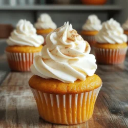 - 1 ½ cups all-purpose flour - 1 teaspoon baking powder - ½ teaspoon baking soda - ½ teaspoon salt - 2 teaspoons pumpkin spice - 1 cup packed brown sugar - ½ cup granulated sugar - ½ cup vegetable oil - 2 large eggs - 1 cup canned pumpkin puree - 1 teaspoon vanilla extract - ½ cup brewed espresso or strong coffee, cooled - 1 cup heavy cream - 2 tablespoons powdered sugar - Extra pumpkin spice for dusting To make pumpkin spice latte cupcakes, gather your ingredients first. This way, you stay organized and quick. Start with the dry ingredients. In a bowl, mix flour, baking powder, baking soda, salt, and pumpkin spice. Pumpkin spice gives these cupcakes a warm flavor. Next, gather the wet ingredients. In another bowl, blend brown sugar, granulated sugar, and vegetable oil. Add eggs, one at a time. Then stir in pumpkin puree and vanilla extract. Finally, mix in cooled espresso. This coffee adds a rich taste to your cupcakes. For the topping, whip heavy cream and powdered sugar until stiff peaks form. This light topping balances the rich flavors of the cupcake. Dust with extra pumpkin spice for a festive touch. You can find the full recipe to guide you through each step. Enjoy the process! 1. Preheat your oven to 350°F (175°C). Line a muffin tin with cupcake liners. 2. In a medium bowl, mix the dry ingredients: - 1 ½ cups all-purpose flour - 1 teaspoon baking powder - ½ teaspoon baking soda - ½ teaspoon salt - 2 teaspoons pumpkin spice 3. In a separate large bowl, combine the wet ingredients: - 1 cup packed brown sugar - ½ cup granulated sugar - ½ cup vegetable oil - 2 large eggs - 1 cup canned pumpkin puree - 1 teaspoon vanilla extract - ½ cup brewed espresso or strong coffee, cooled 4. Gradually mix the dry ingredients into the wet mixture. Alternate with the brewed espresso. Start and end with the flour mixture. 5. Fill each cupcake liner about 2/3 full with batter. Bake for 18-20 minutes. Check with a toothpick; it should come out clean. 6. Let the cupcakes cool in the pan for about 5 minutes. Then, transfer them to a wire rack to cool completely. 7. While the cupcakes cool, prepare the whipped cream. Beat together 1 cup heavy cream and 2 tablespoons powdered sugar until stiff peaks form. 8. Once the cupcakes are cool, top each with whipped cream. Dust a little extra pumpkin spice on top for a festive look. For the full recipe, check the details above! To bake perfect pumpkin spice latte cupcakes, focus on texture. Use room temperature ingredients. They blend better and create a smoother batter. Mix dry and wet ingredients separately. This ensures even distribution. Overmixing can lead to dense cupcakes, so mix until just combined. Always fill the cupcake liners about two-thirds full. This allows room for rising without overflow. Recommended tools for baking: - Muffin tin - Cupcake liners - Mixing bowls - Whisk - Rubber spatula For the best whipped cream, use chilled heavy cream. It whips better when cold. Start mixing on low speed, then increase to high. This helps avoid splattering. Keep beating until you see stiff peaks. This means the cream holds its shape well. Flavor variations for whipped cream: - Add vanilla extract for a classic taste. - For a twist, mix in a bit of pumpkin spice or cocoa powder. Make your cupcakes stand out by decorating them creatively. Use a piping bag to swirl the whipped cream on top. Dust with extra pumpkin spice for a beautiful finish. You can also add chocolate shavings or caramel drizzle. Serving suggestions for occasions: - Serve them at fall parties or Thanksgiving. - Pack them in boxes for a sweet gift. {{image_2}} You can make your pumpkin spice latte cupcakes even more fun with some tasty additions. - Nut substitutes for texture: Try adding chopped walnuts or pecans. They give a nice crunch and flavor. - Chocolate drizzle for extra sweetness: Melt some chocolate and drizzle it over the frosted cupcakes. This adds a rich sweetness that pairs well with coffee. Need to adjust for dietary needs? Here are some easy swaps. - Gluten-free options for the flour: Use a gluten-free all-purpose blend instead of regular flour. This keeps the cupcakes soft and moist. - Vegan substitutions for eggs and dairy: For eggs, try flax eggs or applesauce. Use almond or oat milk in place of dairy in the whipped cream. Frosting can change the whole cupcake vibe. - Other frosting suggestions besides whipped cream: Try a light vanilla buttercream or a sweet maple frosting. Both pair well with pumpkin flavors. - Using cream cheese frosting for a tangy twist: Cream cheese frosting adds a nice tang. It balances the sweetness and enhances the pumpkin spice. For full details on making these delicious cupcakes, refer to the Full Recipe. To keep your pumpkin spice latte cupcakes fresh, store them in an airtight container. This helps prevent them from drying out. A good choice is a plastic or glass container with a tight lid. You can also use a cake dome for extra protection. If you have leftover whipped cream, store it separately in the fridge. You can freeze your cupcakes for later enjoyment. First, let them cool completely. Place them in a single layer in a freezer-safe container. Use wax paper between layers to prevent sticking. For best results, wrap each cupcake in plastic wrap before placing them in the container. When you're ready to eat them, thaw them in the fridge overnight. This keeps their texture nice. These cupcakes stay fresh at room temperature for up to three days. Make sure to keep them away from direct sunlight and heat. If you see any mold or if they smell off, it’s time to toss them. Always trust your senses; they guide you well! Can I use a different type of coffee? Yes, you can use any strong coffee you like. Brewed coffee or cold brew works well. The taste may change a bit, but it will still be good. How do I make these cupcakes dairy-free? To make these cupcakes dairy-free, use almond milk or oat milk instead of regular milk. You can also use coconut cream for the topping. What's the best way to prevent cupcakes from sinking? To prevent sinking, do not overmix the batter. Mix until just combined. Also, ensure your baking powder is fresh. Can I substitute pumpkin puree with fresh pumpkin? Yes, you can use fresh pumpkin. Cook and mash it well before adding it to the batter. Aim for a smooth texture for the best results. Is it necessary to use eggs? Eggs help bind the cupcakes. If you need an egg-free version, use unsweetened applesauce or a flaxseed meal mix instead. What to do if my cupcakes come out too dense? If the cupcakes are dense, you may have overmixed the batter or added too much flour. Try measuring your flour more carefully next time. How to fix overbaked cupcakes? If your cupcakes are overbaked, they may be dry. Serve them with a scoop of ice cream or some frosting to add moisture back. These cupcakes combine simple ingredients and steps for a delicious treat. We covered dry and wet ingredients, topped with creamy goodness. I shared tips for perfect texture and fun variations. Remember, fresh storage is key for keeping your treats tasty. Feel free to explore substitutes for a unique twist. With these ideas, you can bake with confidence and creativity. Happy baking!
