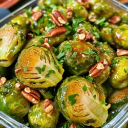To make Maple Dijon Roasted Brussels Sprouts, gather these ingredients: - 1 pound Brussels sprouts, trimmed and halved - 3 tablespoons olive oil - 2 tablespoons pure maple syrup - 1 tablespoon Dijon mustard - 1 tablespoon apple cider vinegar - 1 teaspoon garlic powder - 1/2 teaspoon salt - 1/4 teaspoon black pepper - Optional: 1/4 cup pecans or walnuts, chopped These ingredients blend to create a sweet and savory dish that shines at any meal. If you need substitutions, there are great options. - You can swap olive oil for avocado oil for a different flavor. - Use honey instead of maple syrup for a different sweetness. - If you don’t have Dijon mustard, yellow mustard works too. - For a tangy twist, try balsamic vinegar in place of apple cider vinegar. These swaps keep the dish tasty while making it work for your pantry. Add-ins can elevate your Brussels sprouts. - Consider adding 1/4 cup of chopped pecans or walnuts for crunch. - You can toss in some dried cranberries for a sweet bite. - If you like spice, add a pinch of red pepper flakes for heat. These extras let you personalize the dish and make it your own. For the full recipe, check out the details above. Start by rinsing your Brussels sprouts under cold water. Trim off the tough ends and cut each sprout in half. This allows them to cook evenly. The smaller the pieces, the faster they cook. I like to choose sprouts that are firm and green. This ensures they have a great taste and texture. In a large bowl, add olive oil, pure maple syrup, Dijon mustard, and apple cider vinegar. Then sprinkle in garlic powder, salt, and black pepper. Whisk all these ingredients together until they blend well. This glaze gives your Brussels sprouts a sweet and tangy flavor. You can taste it to see if it needs more salt or sweetness. Preheat your oven to 400°F (200°C). Spread the Brussels sprouts on a baking sheet in a single layer. Make sure they have space to roast well. This helps them get crispy and brown. Roast them for 20 to 25 minutes. Stir them halfway through to ensure they cook evenly. Once they are golden brown and tender, they are ready. For extra crunch, you can add chopped nuts before roasting. For the full recipe, refer back to the top of the article. To get the best roast, start with fresh Brussels sprouts. Trim off the ends and cut them in half. This helps them cook evenly. Use a large baking sheet. Spread the sprouts out in one layer. Crowding the pan makes them steam instead of roast. Roast at 400°F for about 20-25 minutes. Stir halfway through for even browning. Look for a nice golden color to know they are done. Maple syrup adds sweetness, while Dijon mustard gives tang. The apple cider vinegar brings balance. Adjust these flavors to your taste. If you like it sweeter, add more maple syrup. If you want it tangier, add extra mustard. Taste the glaze before adding the sprouts. This way, you can tweak it to suit your palate. Serve these Brussels sprouts warm in a nice dish. You can drizzle a bit more maple syrup on top for extra flavor. Add chopped nuts like pecans or walnuts for crunch. A sprinkle of fresh herbs, like parsley, adds color and freshness. These sprouts pair well with roasted meats or can be a tasty side for a vegetarian meal. Try serving them alongside quinoa or rice for a complete dish. For the full recipe, check out the Maple Dijon Roasted Brussels Sprouts section. {{image_2}} You can easily make this dish vegan. Simply use maple syrup and Dijon mustard. Both are plant-based. You can also swap olive oil for avocado oil. This keeps the dish rich and tasty. For extra crunch, try adding nuts or seeds. Pecans and walnuts work well. You can also use sunflower seeds or pumpkin seeds. They add a nice nutty flavor. Just mix them in with the Brussels sprouts before roasting. Feel free to mix in seasonal vegetables. Carrots and sweet potatoes roast nicely with Brussels sprouts. You can also try cauliflower or butternut squash. These veggies add color and taste. Just cut them to match the size of the Brussels sprouts. This way, they cook evenly. For the full recipe, check out the Maple Dijon Roasted Brussels Sprouts section. To keep your Maple Dijon roasted Brussels sprouts fresh, let them cool first. Use an airtight container to store them. You can keep them in the fridge for up to four days. If you have a lot, consider dividing them into smaller containers. This helps you grab just what you need. When you're ready to enjoy leftovers, reheating is key. Preheat your oven to 350°F (175°C). Spread the Brussels sprouts on a baking sheet. Heat them for about 10-15 minutes, or until warm. This method keeps them crispy and delicious. You can also use a microwave, but they may lose some crunch. If stored correctly, Maple Dijon roasted Brussels sprouts last about four days in the fridge. If you freeze them, they can last up to three months. However, freezing may change their texture. I recommend enjoying them fresh for the best taste. For the full recipe, check the earlier section. Yes, you can prepare the Brussels sprouts ahead. Toss them with the maple Dijon glaze and store them in the fridge for up to one day. Just remember to roast them right before serving. This helps keep them fresh and tasty. Roasted Brussels sprouts go with many dishes. They pair well with: - Roast chicken - Grilled salmon - Quinoa salad - Pasta with garlic and olive oil These options complement the sweet and tangy flavors of the sprouts. Check for doneness by looking for a golden brown color. The outer leaves should be crispy, while the inside should be tender. You can also pierce them with a fork. If it goes in easily, they are ready. For best results, stir them halfway through cooking to ensure even roasting. For the full recipe, check out the Maple Dijon Roasted Brussels Sprouts section. This blog post covered how to make delicious Maple Dijon Roasted Brussels Sprouts. You learned about the ingredients, helpful tips, and cooking methods. Remember to try ingredient swaps and optional add-ins for variety. Perfect roasting and flavor balance can elevate your dish. Store leftovers properly for future meals. With these insights, you can confidently make and enjoy this dish on your own or with friends and family. Happy cooking!