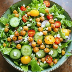 To make the crispy chickpea salad, you will need: - 1 can (15 oz) chickpeas, drained and rinsed - 2 tablespoons olive oil - 1 teaspoon smoked paprika - 1/2 teaspoon garlic powder - Salt and pepper to taste - 4 cups mixed greens (spinach, arugula, or lettuce) - 1 cucumber, diced - 1 cup cherry tomatoes, halved - 1/4 red onion, thinly sliced - 1/4 cup feta cheese, crumbled (optional) - 2 tablespoons lemon juice - 1 tablespoon apple cider vinegar This salad is not only tasty but also packed with nutrients. Chickpeas are high in protein and fiber, which help keep you full. Olive oil provides healthy fats that support heart health. Smoked paprika and garlic powder add flavor without extra calories. Mixed greens are low in calories but rich in vitamins A, C, and K. Cucumbers are hydrating and low in calories. Cherry tomatoes are full of antioxidants. Red onions can help lower blood sugar. Feta cheese adds calcium but can be skipped for a lighter dish. Lemon juice and apple cider vinegar support digestion and add zest. You can easily customize this salad for different diets. For a vegan option, skip the feta cheese or use a plant-based alternative. If you want gluten-free, this recipe is already safe. For low-carb diets, replace chickpeas with roasted cauliflower. You can swap olive oil with avocado oil for a different flavor. If you dislike any ingredient, feel free to leave it out or replace it with something you enjoy. Remember, cooking should be fun and fit your taste! For the full recipe and detailed cooking steps, check out the Full Recipe. Making a crispy chickpea salad is easy and fun. You start by gathering your ingredients. You will need chickpeas, oil, and spices. The mixed greens, cucumber, and tomatoes add freshness. The feta cheese adds creaminess, but you can skip it if you want. You can find the full recipe at the end. 1. Preheat Oven: Set your oven to 400°F (200°C). This step is key for crispy chickpeas. 2. Season Chickpeas: In a bowl, mix the chickpeas, olive oil, smoked paprika, garlic powder, salt, and pepper. Make sure every chickpea gets coated well. 3. Spread on Baking Sheet: Take a baking sheet and line it with parchment paper. Spread the chickpeas evenly on the sheet. 4. Roast Chickpeas: Place the sheet in the oven. Roast for 25-30 minutes. Shake the pan halfway through. This helps them cook evenly and become golden brown. 5. Prepare Salad Base: While the chickpeas cook, take a large salad bowl. Add the mixed greens. 6. Add Veggies: Chop the cucumber and halve the cherry tomatoes. Add them to the greens along with the sliced red onion and feta cheese, if using. 7. Make Dressing: In a small bowl, whisk together the lemon juice and apple cider vinegar. Drizzle this over the salad and toss gently. 8. Combine: Once the chickpeas are crispy, let them cool for a moment. Add them to the salad and toss one last time. - Dry Well: Make sure your chickpeas are dry before seasoning. This helps them crisp up. - Don’t Crowd the Pan: Give them some space on the baking sheet. This allows hot air to circulate. - Check for Doneness: Keep an eye on them in the last few minutes. You want a nice golden color. - Cool Before Adding: Let the chickpeas cool a bit before adding to the salad. This keeps the greens fresh. Enjoy this healthy and filling meal option! When selecting chickpeas, look for canned ones labeled as “no salt added.” This gives you control over flavor. Check the can for dents or damage. Choose brands that have a clear label for freshness. You can also use dried chickpeas. Just soak them overnight for best results. They should be firm and intact. To get those chickpeas perfectly crispy, drain and rinse them well. Pat them dry with a towel. Removing moisture is key. Coat them in olive oil and spices before roasting. Bake them at 400°F (200°C) for 25-30 minutes. Shake the pan halfway through for even cooking. If they look golden brown, they are done. Serve your crispy chickpea salad in a large, shallow bowl. This makes it look great. For extra flavor, add a dollop of yogurt or a drizzle of tahini. You can pair it with grilled chicken or fish for extra protein. It also goes well with a slice of whole-grain bread. For a fun twist, add some avocado or nuts for crunch. For full details on making this dish, check out the Full Recipe. {{image_2}} You can add protein to your crispy chickpea salad for a heartier meal. Some great options include grilled chicken, shrimp, or tofu. Each of these adds a unique flavor and texture. If you want a plant-based option, try adding black beans or lentils. Both are tasty and filling. To elevate the taste, use fresh herbs and spices. Basil, cilantro, or parsley can brighten the salad. Add a pinch of cumin or chili powder for warmth. You might also try adding zest from a lemon or lime. This gives a fresh zing that pairs well with the chickpeas. Make your salad shine with seasonal produce. In spring, add fresh peas or asparagus. Summer brings juicy peaches or sweet corn. In fall, try roasted squash or apples. Winter calls for hearty greens like kale. These ingredients not only taste great but also make your salad colorful and fun. For the complete recipe, check out the Full Recipe. To keep your crispy chickpea salad fresh, store it in an airtight container. Place the salad and chickpeas separately. This way, the chickpeas stay crunchy. Refrigerate both for up to three days. If you mix them together, the chickpeas may lose their crispiness. When prepping this salad, think about your week. You can roast the chickpeas in advance and store them in a separate container. Wash and chop the veggies ahead of time. Keep them in the fridge in sealed bags or containers. This makes it easy to assemble your salad quickly. If you want to reheat the chickpeas, spread them on a baking sheet. Heat them in a preheated oven at 400°F (200°C) for about 10 minutes. This will help them regain their crunch. Be careful not to overcook them. Enjoy your salad fresh whenever you can! For the full recipe, check out the Crispy Chickpea Salad. To make this salad vegan, skip the feta cheese. You can add avocado for a creamy texture instead. You can also use tahini as a dressing instead of the apple cider vinegar. Yes, you can prepare this salad ahead of time. Just keep the crispy chickpeas separate until you're ready to serve. This keeps them crunchy. You can mix the veggies and dressing in advance. Store them in a sealed container in the fridge. You can try many dressings for this salad. Here are a few ideas: - Balsamic vinaigrette - Tahini dressing - Ranch dressing - Sesame ginger dressing Each option adds a different taste to the salad. To make crispy chickpeas in an air fryer, follow these steps: 1. Preheat your air fryer to 400°F (200°C). 2. Toss the chickpeas with olive oil and spices. 3. Place the chickpeas in the air fryer basket in a single layer. 4. Cook for about 15-20 minutes, shaking the basket halfway through. This method makes them crunchy and quick. Yes, you can use canned chickpeas. They save time and are easy to use. Just drain and rinse them well. This helps remove extra sodium and keeps your salad fresh. Using canned chickpeas makes this recipe quick and simple. For the full recipe, check the details above. In this blog post, we explored the full journey of creating a tasty chickpea salad. We covered key ingredients and their benefits, plus how to roast chickpeas for the best crunch. I shared tips for choosing and pairing flavors to elevate your dish. We also discussed storage and preparation options for your busy life. Remember, cooking is fun. Try new flavors and enjoy your meals!