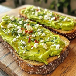 To make a great avocado toast, you need fresh ingredients. Here are the main items: - 2 ripe avocados - 4 slices of whole grain bread - 1 medium lemon, juiced - 1/2 teaspoon garlic powder - Salt and pepper to taste These ingredients create a tasty base. Ripe avocados are key for creaminess. Fresh lemon juice adds brightness. Garlic powder gives a nice flavor boost. Salt and pepper enhance all the taste. You can make your toast special with toppings. Here are some fun options: - 1 small red chili, finely chopped (for heat) - 1/4 cup feta cheese, crumbled (for creaminess) - Fresh herbs like cilantro or parsley (for freshness) - Extra virgin olive oil (for richness) These add-ins bring different flavors. The chili adds spice, while feta gives a salty kick. Fresh herbs can make your dish pop with color and taste. The bread choice is important. It affects the toast's texture and flavor. Here are some great options: - Whole grain bread (for a nutty taste) - Sourdough (for a tangy bite) - Rye bread (for a hearty option) Choose bread that you love. Each type will give your avocado toast a unique twist. Toast your bread until it is golden and crisp for the best experience. Check out the Full Recipe for details on making this dish! Start by gathering your ingredients. You will need: - 2 ripe avocados - 4 slices of whole grain bread - 1 medium lemon, juiced - 1/2 teaspoon garlic powder - Salt and pepper to taste - 1 small red chili, finely chopped (optional) - 1/4 cup feta cheese, crumbled (optional) - Fresh herbs for garnish - Extra virgin olive oil for drizzling Cut the avocados in half. Remove the pit carefully. Scoop the green flesh into a bowl. This is where the magic begins. While prepping the avocados, toast the bread. Use a toaster or an oven. Aim for a golden, crispy finish. This crunch will add texture to your dish. Now for the fun part! Mash the scooped avocado with a fork. You want it creamy, but not too smooth. Add the lemon juice, garlic powder, salt, and pepper. Mix until all flavors blend well. For a spicy kick, add the chopped red chili. Stir it in gently. If you love cheese, sprinkle in feta for extra flavor. Spread the avocado mixture generously on each slice. Drizzle with olive oil for richness. Finally, add fresh herbs for a pop of color and taste. Enjoy your delicious creation! For the full recipe, refer to the section above. To make great avocado toast, you need ripe avocados. Look for avocados that are dark green and slightly soft. Press gently; they should give a little but not be mushy. If they are hard, leave them on the counter for a few days. If they are too soft, they may be overripe. A perfect avocado is creamy and easy to mash. When you mash avocados, aim for a spreadable mix. Use a fork to mash them in a bowl. If you want it smooth, mash more. For a chunkier texture, mash less. Adding lemon juice helps keep the color bright and adds flavor. Mix in garlic powder, salt, and pepper for a tasty kick. If you like heat, add finely chopped red chili. Serving adds joy to your avocado toast. Use a wooden board or a rustic plate for a nice look. After spreading the avocado, sprinkle crumbled feta on top for saltiness. Drizzle with extra virgin olive oil for richness. Garnish with fresh herbs, like cilantro or parsley, for color. A sprinkle of chili flakes can add extra flair. Check the full recipe for more tips! {{image_2}} For a Mediterranean twist, add some sun-dried tomatoes and olives. Spread the avocado mixture on toasted bread. Top it with crumbled feta cheese and fresh basil. The salty cheese and herbs bring a fresh taste. You can also drizzle balsamic glaze for a sweet touch. This combo really excites the palate! If you like heat, add red pepper flakes or hot sauce. You can also mix diced jalapeños into the avocado. This will give your toast a spicy kick. For a fun twist, try sriracha or harissa. These sauces add depth and flavor. You can balance the heat with a drizzle of honey or agave syrup. To make a vegan version, skip the feta cheese. You can use nutritional yeast for a cheesy flavor. For gluten-free options, choose gluten-free bread. There are many tasty varieties available. You can also use lettuce wraps for a low-carb choice. This keeps the dish light and refreshing. These options make avocado toast more inclusive for everyone. If you have leftover avocado toast, eat it soon. The longer it sits, the worse it tastes. Wrap it tightly in plastic wrap. You can store it in the fridge for one day. The avocado may turn brown, but it's still safe to eat. Just scrape off the top layer if needed. To keep avocados fresh, store them at room temperature if not ripe. Once ripe, place them in the fridge. This slows down the ripening process. If you cut an avocado, squeeze lemon juice on the flesh. Then wrap it tightly in plastic wrap. This helps keep it green and tasty. For storing toast, keep it in a paper bag at room temperature. Avoid plastic bags as they trap moisture. This can make the toast soggy. If you want to save toasted bread, freeze it. Just place slices in a freezer bag. When ready to eat, toast them straight from the freezer. For a complete guide to making delicious avocado toast, check out the Full Recipe. Yes, you can prepare some parts in advance. Toast the bread and store it in an airtight container. The bread stays fresh that way. You can also prepare the avocado mixture. However, store it in a bowl with plastic wrap pressed against the surface to limit air. This helps keep the avocado green longer. Assemble the toast just before serving. It tastes best fresh. Avocados are packed with good nutrients. They have healthy fats, which help your heart. They also contain fiber, good for digestion. Avocados are high in vitamins like E and K, which support skin and bone health. Plus, they have potassium, which helps control blood pressure. Eating avocados can keep you feeling full, making them a smart choice for meals. You can add a variety of toppings to your avocado toast. Here are some ideas: - Spread hummus or cream cheese for a creamy base. - Top with sliced tomatoes or radishes for freshness. - Add a poached egg for extra protein. - Use spices like paprika or everything bagel seasoning for more flavor. - Sprinkle seeds like sunflower or pumpkin for crunch. You can mix and match these toppings to create your perfect dish. Each addition brings a new taste and vibe to your avocado toast. Check out the Full Recipe for more ideas! You now know how to make delicious avocado toast. We explored key ingredients, preparation steps, and extras like Mediterranean variations. You learned how to choose the right avocado and keep it fresh. Don't forget the creative toppings and storage tips to enjoy your toast longer. Keep experimenting with flavors and styles. Avocado toast is fun, tasty, and simple to make, so go ahead and enjoy it often!