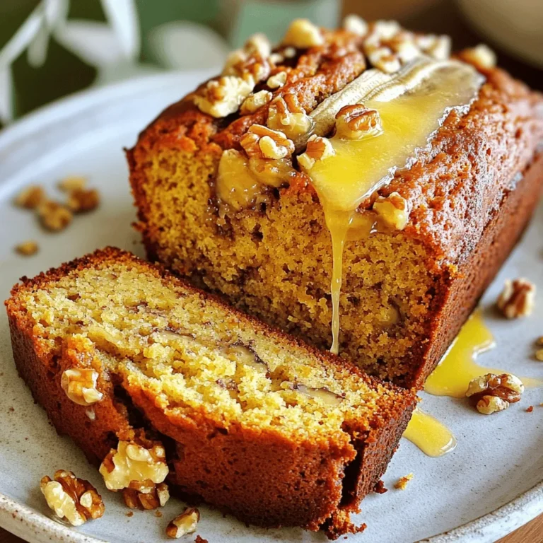 To make classic banana bread, you need: - 3 ripe bananas, mashed - 1/3 cup melted coconut oil - 1/2 cup brown sugar - 1 large egg, beaten - 1 teaspoon vanilla extract - 1 teaspoon baking soda - Pinch of salt - 1 1/2 cups all-purpose flour - 1/2 cup chopped walnuts or pecans - 1/4 teaspoon cinnamon (optional) You can enhance your banana bread with: - Chocolate chips for sweetness - Dried fruit like raisins or cranberries - Coconut flakes for a tropical twist - Nutmeg for a warm spice flavor Running low on an ingredient? Here are some swaps: - Replace coconut oil with melted butter. - Use granulated sugar instead of brown sugar. - Swap all-purpose flour for whole wheat flour for a healthier option. - For a vegan version, use flaxseed meal mixed with water instead of the egg. These tips will help you customize your banana bread to fit your taste! For the full recipe, check the main section. Gather all your ingredients first. You want to have everything ready. For this recipe, you will need: - 3 ripe bananas, mashed - 1/3 cup melted coconut oil - 1/2 cup brown sugar - 1 large egg, beaten - 1 teaspoon vanilla extract - 1 teaspoon baking soda - Pinch of salt - 1 1/2 cups all-purpose flour - 1/2 cup chopped walnuts or pecans - 1/4 teaspoon cinnamon (optional) Make sure your bananas are very ripe. The more brown spots, the better. They will add sweetness and flavor to your bread. Start by preheating your oven to 350°F (175°C). Grease a 9x5 inch loaf pan or line it with parchment paper. In a large bowl, mix the mashed bananas with the melted coconut oil. Stir until they combine well. Next, add the brown sugar and mix again. Then, pour in the beaten egg and vanilla extract. Mix until everything blends. Now, add the baking soda and salt. Stir well. If you like, sprinkle in the cinnamon for extra flavor. Gradually add the flour. Stir gently until just mixed. It’s okay to have some lumps; don’t overmix. Finally, fold in the chopped walnuts or pecans. Pour the batter into the prepared loaf pan. Smooth the top with a spatula. Bake in your preheated oven for 50-60 minutes. Check for doneness by inserting a toothpick in the center. If it comes out clean, your bread is ready. After baking, let the banana bread cool in the pan for about 10 minutes. Then, transfer it to a wire rack to cool completely. Slice the banana bread and serve it warm. You can add a pat of butter for extra flavor. To make it even better, toast the slices for a crunchy treat. For a beautiful presentation, sprinkle some chopped nuts on top. For the full recipe, visit the link provided. When making banana bread, it’s easy to make a few errors. Here are some common mistakes: - Using unripe bananas: Always use ripe bananas. They should be brown and soft. - Overmixing the batter: Mix just until combined. Lumps are okay. Overmixing makes it tough. - Incorrect oven temperature: Check your oven’s heat with a thermometer. An incorrect temp can ruin your bread. Moisture is key for great banana bread. Here are tips to keep it moist: - Use ripe bananas: They add natural sweetness and moisture. - Add coconut oil: This oil keeps the bread soft and adds flavor. - Don’t overbake: Check with a toothpick. Remove the bread when it’s just done. Baking banana bread needs the right conditions. Here’s what to consider: - Oven placement: Place your loaf pan in the center of the oven. This helps it bake evenly. - Humidity: If your kitchen is humid, you might need to adjust baking time. Keep an eye on it. - Pan type: Use a light-colored metal pan. Dark pans can cause the bottom to burn. These tips will help you bake the best banana bread. For a full recipe, check out the deliciously nutty banana bread recipe. {{image_2}} You can mix in fun ingredients to change up your banana bread. Try adding chocolate chips for a sweet twist. Dried fruit, like cranberries or raisins, adds a chewy texture. You can also fold in shredded coconut for a tropical touch. Nuts like walnuts or pecans give a nice crunch. Don't be afraid to get creative with these add-ins! Want to shake things up? You can swap out the vanilla extract for almond extract for a different flavor. Instead of brown sugar, try using maple syrup for a unique taste. If you love spices, add a dash of nutmeg along with the cinnamon. These small tweaks can make your banana bread special and unique. If you prefer smaller portions, consider making mini loaves or muffins. Use a mini loaf pan or a muffin tin to bake smaller treats. Bake mini loaves for about 30-40 minutes and muffins for 18-20 minutes. These bite-sized versions are perfect for sharing or for a quick snack. Plus, they look cute on a plate! You can find the full recipe for the classic banana bread above. To keep your banana bread fresh, wrap it tightly in plastic wrap. This helps keep moisture in. Store it at room temperature for up to three days. If you want to keep it longer, the fridge is not the best choice. It may dry out. Instead, use an airtight container or a resealable bag. Freezing is a great option if you have extra banana bread. First, let it cool completely. Then, wrap it well in plastic wrap and aluminum foil. This double layer protects it from freezer burn. You can freeze banana bread for up to three months. When ready to eat, just thaw it in the fridge overnight. To enjoy your banana bread warm, slice off a piece. Place it in the toaster for a few minutes. You can also use a microwave. Heat it for about 10-15 seconds. If you like it crispy, try reheating it in the oven at 350°F (175°C) for about 10 minutes. Enjoy it with a pat of butter or a sprinkle of nuts for extra flavor. Your bananas should be very ripe. Look for bananas with brown spots on the skin. The riper the bananas, the sweeter they taste. Overripe bananas are soft and easy to mash. This helps create a moist banana bread. If your bananas are still yellow, let them sit for a few days. They will ripen quickly. Yes, you can use whole wheat flour. It adds a nice nutty flavor. You may need to add a bit more liquid to the mix. Whole wheat flour can make your bread denser. For lighter bread, mix half all-purpose flour and half whole wheat flour. This way, you enjoy the health benefits without losing texture. If your banana bread is too dry, try a few things. First, check your baking time. Baking it for too long can dry it out. Next, add extra mashed banana next time. This will boost moisture. If it's already baked, serve slices with butter or cream cheese. You can also reheat slices in the microwave for a few seconds to soften them. For the next batch, follow the Full Recipe closely for best results. You now have all the tools to make great banana bread. We covered essential ingredients, tasty add-ins, and smart tips to avoid mistakes. I shared easy steps for perfect mixing and baking too. Remember to check your bananas for ripeness and use proper storage methods. With these insights, you can make banana bread that everyone loves. Enjoy experimenting with flavors and variations! Happy baking!