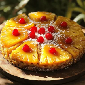 To create the perfect pineapple upside-down cake, you need some key ingredients. Each one plays an important role in making this treat delicious and fun to bake. Here’s what you’ll need: - 1 cup all-purpose flour - 1 teaspoon baking powder - 1/2 teaspoon baking soda - 1/4 teaspoon salt - 1/2 cup unsalted butter, softened - 1 cup brown sugar, packed - 2 large eggs - 1 teaspoon vanilla extract - 1/2 cup milk - 1 can (20 oz) sliced pineapple, drained (reserve juice) - Maraschino cherries, for garnish - 1/4 cup shredded coconut (optional, for added crunch) Each ingredient adds flavor and texture. The butter gives richness, while the brown sugar creates a lovely caramel flavor. The pineapple adds a tropical twist, and the cherries make it look pretty. If you want a bit more crunch, consider adding shredded coconut. Always remember to measure your ingredients correctly. This ensures the cake rises nicely and has the right texture. For the full recipe, follow the steps carefully to enjoy a delightful dessert. - First, preheat your oven to 350°F (175°C) and prepare your cake pan. You can grease and flour a 9-inch round cake pan or use non-stick spray. - Next, in a medium bowl, mix the dry ingredients. Combine 1 cup of all-purpose flour, 1 teaspoon of baking powder, 1/2 teaspoon of baking soda, and 1/4 teaspoon of salt. Set this aside. - In a large mixing bowl, cream together the softened butter and 1 cup of packed brown sugar. Beat until the mixture is light and fluffy. - Now, add 2 large eggs, one at a time, mixing well after each addition. Then, stir in 1 teaspoon of vanilla extract. - Begin adding the flour mixture to the butter mixture. Alternate this with 1/2 cup of milk. Start and end with the flour mixture. Mix until just combined. - Pour a small amount of the reserved pineapple juice into the bottom of the prepared cake pan. - Arrange the drained pineapple slices in a single layer on the bottom. Place a maraschino cherry in the center of each pineapple slice. If you like, sprinkle 1/4 cup of shredded coconut over the pineapples for added texture. - Gently pour the cake batter over the pineapples, spreading it evenly with a spatula. - Bake in the preheated oven for 35 to 40 minutes. Check with a toothpick; it should come out clean. - Once baked, let the cake cool in the pan for about 10 minutes. Carefully invert the cake onto a serving plate, so the pineapple side is facing up. Enjoy your delightful pineapple upside down cake! For more details, check the Full Recipe. To ensure your cake is fully baked, you want it to rise and turn golden brown. The edges will pull away from the pan slightly as it bakes. To check for doneness, use a toothpick. Insert it in the center of the cake. If it comes out clean, your cake is ready. If it has batter on it, bake for a few more minutes. Serving suggestions can elevate your cake. Top it with fresh whipped cream or a scoop of vanilla ice cream. Both add a rich touch. For visual appeal, garnish the cake with coconut and mint leaves. This adds color and texture, making your cake look even more inviting. One common mistake is overmixing the batter. This can make your cake dense. Mix until just combined to keep it light and fluffy. Not greasing the pan properly can also lead to trouble. Always grease or use non-stick spray. This ensures your cake comes out easily without sticking. For the full recipe, check out the Tropical Pineapple Upside Down Delight. {{image_2}} You can easily change the flavor of your pineapple upside down cake. Try adding other fruits. Peaches or cherries work well. They add a sweet twist. You can also use nuts or coconut on top. Nuts give a nice crunch, and coconut adds a tropical feel. Mix and match to find your favorite combo. If you need a gluten-free cake, you can still enjoy this treat. Use almond flour or a gluten-free mix instead of regular flour. Be sure to check if the mix contains xantham gum. This helps with texture. Also, keep a close eye on the baking time. Gluten-free cakes can bake faster, so check for doneness early. You can serve this cake in many fun ways. A drizzle of caramel or chocolate sauce makes it extra special. You can also add fresh whipped cream or vanilla ice cream. This cake is great for brunch or dessert. It’s a hit at gatherings. Serve it warm for the best taste! For the full recipe, check out the Tropical Pineapple Upside Down Delight ! To keep your pineapple upside down cake fresh, store it in an airtight container. This will prevent it from drying out. If you don't have a container, wrap it tightly with plastic wrap. Make sure it's at room temperature before you cover it. You can freeze this cake for later enjoyment. First, let the cake cool completely. Then, wrap it well in plastic wrap. Place it in a freezer-safe bag or container. For best results, use it within three months. When you’re ready to eat it, thaw the cake in the fridge overnight. This keeps it moist and tasty. Your pineapple upside down cake can stay fresh for about 3 to 4 days at room temperature. If you keep it in the fridge, it can last up to a week. Look for signs that it has spoiled, like a sour smell or mold. If you see these, it’s best to toss it. Enjoy your delicious treat while it’s fresh! Pineapple Upside Down Cake has a rich history. It first appeared in the early 1900s. Canned pineapple became popular in the United States during this time. People used it in many sweet dishes. The cake gained fame at the 1925 Pineapple Festival in Hawaii. It became a staple in American homes after World War II. The bright, sweet flavor and easy prep made it a hit. Yes, you can make this cake ahead of time. Bake the cake and let it cool completely. Wrap it tightly in plastic wrap. Store it in the fridge for up to three days. You can also freeze the cake for up to three months. Just remember to thaw it in the fridge overnight before serving. This method keeps it fresh and tasty. If your cake turns out soggy, don’t worry. You can improve its texture. First, check if it was underbaked. Next time, bake it a bit longer. If it is baked but still soggy, let it cool completely. Then, slice it and toast the pieces in a toaster or oven. This will give it a nice crispness. Serve it warm with ice cream for best results. You can get creative with your toppings! Here are some fun ideas: - Fresh sliced strawberries or peaches - Chopped nuts like walnuts or pecans - Cream cheese frosting for a rich twist - Chocolate chips for a sweet surprise - A drizzle of caramel or chocolate sauce Feel free to mix and match to find your favorite flavor combination. For a full recipe, check out the Tropical Pineapple Upside Down Delight. This blog post shared how to make a delicious Pineapple Upside Down Cake. You learned about the ingredients, step-by-step instructions, and tips to avoid common mistakes. I also discussed fun variations and storage methods to keep your cake fresh. Remember, baking is fun and offers room for creativity. Try different fruits or toppings to make it your own. Enjoy your time in the kitchen and share this treat with friends and family. Happy baking!