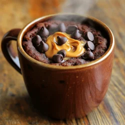 Creating a rich Chocolate Peanut Butter Mug Cake is simple and fun. Here’s what you need: - 4 tablespoons all-purpose flour - 4 tablespoons sugar - 2 tablespoons cocoa powder - 1/8 teaspoon baking powder - 1/8 teaspoon salt - 3 tablespoons milk - 2 tablespoons peanut butter (creamy or crunchy) - 2 tablespoons vegetable oil - 1/4 teaspoon vanilla extract - Optional: Chocolate chips or chopped nuts for topping These ingredients come together to create a warm, gooey treat. Each bite offers a delightful mix of chocolate and peanut butter flavors. You can play with this recipe by adding chocolate chips or nuts for a fun twist. Using creamy peanut butter gives a smooth texture, while crunchy adds a nice bite. Feel free to explore the Full Recipe for step-by-step instructions to bring this mug cake to life. Enjoy the ease of making a tasty dessert in just a few minutes! - In a microwave-safe mug, combine: - 4 tablespoons all-purpose flour - 4 tablespoons sugar - 2 tablespoons cocoa powder - 1/8 teaspoon baking powder - 1/8 teaspoon salt - Mix well until there are no lumps. This step is crucial. You want a smooth base for your cake. - Add these wet ingredients to your dry mix: - 3 tablespoons milk - 2 tablespoons peanut butter (creamy or crunchy) - 2 tablespoons vegetable oil - 1/4 teaspoon vanilla extract - Stir until you have a smooth batter. Mixing well ensures your cake will rise and taste great. - Microwave the mug cake on high for about 1 minute and 30 seconds. - Keep an eye on it as it cooks. Microwaves can vary in power. Adjust the time if needed. - The cake should rise and look set on top when done. - Carefully remove the mug from the microwave. It will be hot! Let it cool for a minute or so before enjoying. - For extra flavor, sprinkle chocolate chips on top while the cake is warm. Enjoy it straight from the mug with a spoon! For the full recipe, check out the section above. To get the best mug cake, watch your cooking time. Different microwaves have different wattages. If yours is strong, cook for about 1 minute and 15 seconds. If it’s weaker, aim for 1 minute and 45 seconds. Always check the cake. It should rise and look set on top. Mixing is also key. Make sure to stir the dry ingredients well before adding the wet ones. This helps avoid lumps. A smooth batter ensures a fluffy cake. Want to make your mug cake even better? Add chocolate chips or nuts to the batter. They give extra flavor and texture. Mix in a tablespoon for a tasty surprise. After cooking, you can top your cake with more chocolate chips, whipped cream, or even a scoop of ice cream. This makes your treat rich and fun. Serve your mug cake warm. It pairs wonderfully with ice cream or whipped cream. This combination makes a perfect dessert. For a special touch, use decorative mugs. They make the cake look fancy and festive. You can find the full recipe for this chocolate peanut butter mug cake above. Enjoy your delicious creation! {{image_2}} You can change up your chocolate peanut butter mug cake by swapping out ingredients. If you don't have peanut butter, try almond butter or Nutella. They both add a nice touch. For those on a gluten-free diet, use almond flour instead of all-purpose flour. This keeps the cake tasty while meeting dietary needs. Change the flavor of your mug cake by adding different extracts. Mint or coffee extracts can give it a unique twist. You can also add spices like cinnamon or espresso powder for depth. A little cinnamon can warm it up, while espresso powder adds a rich coffee taste. If you're vegan, you can still enjoy this treat! Use plant-based milk in place of regular milk. There are also low-sugar options for those who want to cut back on sweeteners. Try using stevia or monk fruit sweetener. This way, you can enjoy a delicious dessert that fits your diet. For the full recipe, check the previous section. If you have any leftover mug cake, store it in an airtight container. This keeps it fresh for longer. You can also cover the mug with plastic wrap. If you want to reheat it, place it back in the microwave for about 10 to 15 seconds. This should warm it up nicely without drying it out. You can refrigerate the mug cake for up to three days. Just make sure it is sealed well. If you want to save it for later, freezing is a great option. Wrap the cooled mug cake in plastic wrap, then place it in a freezer-safe bag. It can last in the freezer for about a month. When you need it, thaw it in the fridge overnight before reheating. For the best taste, eat your mug cake within two days of making it. After that, it may lose its flavor and texture. Signs that your mug cake is no longer fresh include a dry or hard texture. If it smells off or has visible mold, it's best to throw it away. Enjoy the full flavor experience by eating it fresh! A mug cake usually takes about 1 minute and 30 seconds in the microwave. However, cooking time can change based on your microwave's wattage. If your microwave is stronger, check it after 1 minute. If it is weaker, it may need an extra 30 seconds. The cake should rise and look set when it’s done. You can use a larger mug, but keep in mind the cake's size. A bigger mug may spread the batter too thin, affecting how it cooks. This could mean a longer cooking time. For best results, stick to a standard-sized mug. You can adjust the recipe to fit your needs. If you're avoiding sugar, use a sugar substitute. For gluten-free options, swap all-purpose flour for almond flour. If you have a nut allergy, try sunflower seed butter instead of peanut butter. Just remember, changes may alter the final flavor and texture. You learned how to make a quick and tasty mug cake. We covered the ingredients, steps, and easy tips to perfect it. You can also tweak recipes for different diets or flavors. It's simple to store leftovers, too. Remember, creativity can make this mug cake even better. Experiment and have fun with it. Enjoy your delicious treat, and share it with others!