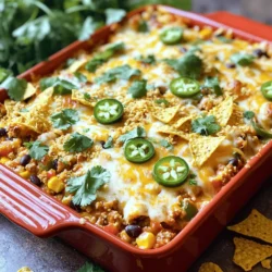 For a tasty taco casserole, you'll need these main ingredients: - 1 lb ground turkey or chicken - 1 small onion, diced - 2 cloves garlic, minced - 1 bell pepper, diced (any color) - 1 can (15 oz) black beans, drained and rinsed - 1 can (15 oz) corn, drained - 1 can (10 oz) diced tomatoes with green chilies - 1 packet taco seasoning - 2 cups tortilla chips, slightly crushed - 2 cups shredded Mexican cheese blend - 1 cup sour cream These ingredients combine to create a rich and flavorful dish. The ground turkey or chicken adds protein, while the beans and corn bring fiber. The diced tomatoes with green chilies add a nice kick, and the cheese melts beautifully, creating a gooey layer. To elevate your casserole, consider adding these optional garnishes: - Fresh cilantro, chopped - Jalapeño slices Garnishes like cilantro and jalapeños enhance flavor and add color. You can mix and match to suit your taste. If you want to switch things up, here are some substitutions: - Use ground beef or pork instead of turkey or chicken. - Replace black beans with pinto beans or kidney beans. - Try using fresh tomatoes instead of canned ones if you prefer. - Go for a dairy-free cheese for a dairy-free version. These substitutions keep the dish interesting while maintaining the overall flavor. Feel free to mix and match based on what you have at home. For the full recipe, check out the details above. Start by preheating your oven to 350°F (175°C). In a large skillet over medium heat, cook 1 lb of ground turkey or chicken until it's browned. Use a spoon to break it apart as it cooks. Then, add 1 small diced onion, 2 minced garlic cloves, and 1 diced bell pepper. Sauté these veggies for about 5-7 minutes until they soften. Next, stir in 1 can of black beans, 1 can of corn, and 1 can of diced tomatoes with green chilies. Add 1 packet of taco seasoning, and cook for another 3-4 minutes until it’s all mixed well and hot. Grab a greased 9x13 inch baking dish. Start by layering half of the crushed tortilla chips on the bottom. Then, add half of the meat mixture. Top it with 1 cup of shredded Mexican cheese. Repeat these layers with the rest of the chips, meat mixture, and finish with the remaining cheese on top. Cover the baking dish with foil. Bake your casserole in the oven for 20 minutes. After that, remove the foil and bake for another 10 minutes. This helps the cheese melt and bubble nicely. Once it's out of the oven, let it cool for about 5 minutes before serving. Enjoy it warm with sour cream, fresh cilantro, and jalapeño slices if you like. This simple process makes a delicious Easy Taco Casserole. For the full recipe, check out the details above. You can make your taco casserole unique. Start by changing the meat. Use ground beef, pork, or even lentils for a veggie twist. Want more heat? Add diced jalapeños or a spicy salsa. You can also switch the beans. Try pinto or kidney beans instead of black beans. Mix in extra veggies like zucchini or mushrooms for more flavor. To get the best texture, make sure to crush the tortilla chips just right. They should be slightly broken but not dust. Layer them well to keep a nice crunch. Bake the casserole covered first, so it heats evenly. Then, take off the foil to let the cheese melt and bubble. This gives you a great golden crust on top. Serve your casserole hot from the oven. Add a dollop of sour cream on top for creaminess. You can also sprinkle fresh cilantro for a burst of color and flavor. If you like a bit of crunch, add some avocado slices or crushed tortilla chips on top. For a fun twist, serve it with a side of guacamole or salsa. Check out the Full Recipe for more serving ideas. {{image_2}} You can easily make a vegetarian taco casserole. Just swap the meat for extra beans or lentils. I love using black beans and pinto beans for texture. You can also add chopped mushrooms for a hearty feel. Don't forget to use vegetable broth instead of chicken broth when needed. For cheese lovers, choose a plant-based cheese to melt on top. This option is tasty and packed with nutrients. If you're watching carbs, you can adjust the recipe. Replace tortilla chips with cauliflower rice or shredded zucchini. This keeps the casserole low-carb and still delicious. You can also use ground turkey or chicken, which are lower in carbs. Adding more veggies, like bell peppers and spinach, boosts flavor without extra carbs. This option still feels filling and satisfying. Want some heat? Add jalapeños or diced green chilies to the meat mix. You can also use spicy taco seasoning for a kick. For extra spice, top the casserole with hot sauce before serving. If you enjoy bold flavors, consider adding chipotle peppers in adobo sauce. This gives the dish a smoky taste that’s sure to impress. You can find the full recipe and all these tasty variations in one spot! To store leftover taco casserole, let it cool first. Transfer the casserole to an airtight container. You can also keep it in the baking dish covered tightly with foil or plastic wrap. This keeps the flavors fresh and prevents drying out. It will stay good in the fridge for up to four days. To reheat taco casserole, preheat your oven to 350°F (175°C). Cover the casserole with foil to keep it moist. Bake for about 20 minutes, or until heated through. You can also use a microwave. Place a portion on a microwave-safe plate. Heat it for about 2-3 minutes. Stir halfway to ensure even heating. You can freeze taco casserole for a later meal. First, let it cool completely. Then, wrap it tightly in plastic wrap and foil. This helps prevent freezer burn. It can stay fresh in the freezer for up to three months. When ready to eat, thaw it in the fridge overnight. Reheat as directed above for a quick and tasty meal. For more details on making this easy dish, check the Full Recipe. Yes, you can use ground beef. It adds a rich flavor. Just cook it the same way as turkey or chicken. Remember, ground beef has more fat. If you want a leaner dish, stick with turkey or chicken. To spice it up, add jalapeños to the meat mix. You can also use spicy taco seasoning. Another option is to top it with hot sauce before serving. Adjust the spice level to fit your taste. Easy Taco Casserole goes well with simple sides. Try a fresh salad or Mexican rice. You can also serve it with guacamole or chips. These sides balance the flavors and add more fun to your meal. For more ideas, check out the Full Recipe. In this post, I covered easy taco casserole ingredients, preparation steps, and cooking tips. I shared variations, storage info, and FAQs to guide you. Taco casserole is simple and fun to make. You can customize it to fit your taste. Don't hesitate to try new flavors. Remember to store leftovers for future meals. Enjoy your cooking and delight in the tasty results!