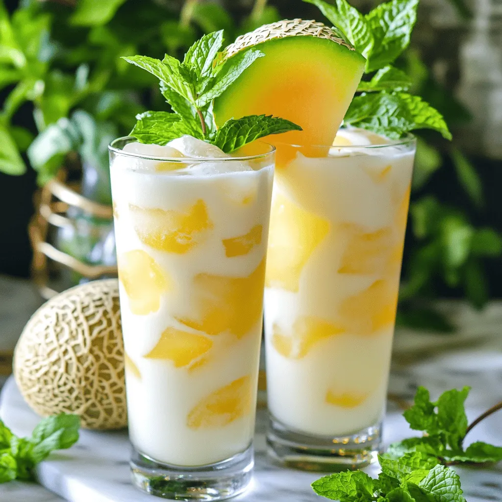 - 1 cup fresh honeydew melon, diced - 2 cups milk (dairy or non-dairy) - 1 cup brewed green tea, cooled - 1 bunch fresh mint leaves - 1 tablespoon sugar or honey (to taste) Honeydew melon gives this drink its sweet and juicy base. Choose a ripe melon for the best flavor. You can use either dairy milk or any non-dairy milk you prefer. The brewed green tea adds a nice depth to the drink. Fresh mint leaves bring a cooling effect that balances the sweetness. If you like things sweet, you can adjust the sugar or honey to your taste. - Ice cubes - Mint sprigs for garnish Ice cubes keep your drink cool and refreshing. Garnishing with mint sprigs not only looks nice but also adds a burst of minty aroma as you sip. These simple additions make your Honeydew Mint Milk Tea even more enjoyable and appealing. For the complete preparation, check the Full Recipe. - First, take 1 cup of fresh honeydew melon and dice it. - Next, put the diced honeydew and 1 cup of milk into a blender. - Blend until smooth and creamy. - In another bowl, mix 1 cup of brewed green tea with the remaining milk. - If you like it sweet, add 1 tablespoon of sugar or honey and stir. - Now, strain the honeydew-milk mixture using a fine sieve or cheesecloth. - This step removes any pulp and gives a silky texture. - In a large glass or pitcher, combine the strained honeydew mixture with the green tea and milk mixture. - Stir gently to mix everything well. - Take a handful of fresh mint leaves and bruise them. - You can do this by tapping them lightly with the back of a spoon. - Add the bruised mint leaves to your mixture. - Fill glasses with ice cubes. - Pour the honeydew milk tea mixture over the ice. - Finally, garnish each glass with extra sprigs of mint. For the complete recipe, check out the [Full Recipe]. To get the best flavor from your Honeydew Mint Milk Tea, start with ripe honeydew melon. A ripe honeydew should feel heavy for its size and have a creamy yellow skin. If it smells sweet, it’s ready to use. Choosing the right mint is also key. Use fresh mint leaves that are bright green and fragrant. Avoid any that are wilted or brown. Straining the mixture is vital for a smooth drink. When you blend honeydew and milk, small bits of pulp can form. By straining this mixture, you ensure a silky texture. This simple step takes your drink from good to great. Use a fine sieve or cheesecloth for the best results. Sweetness can change the whole drink. Start with one tablespoon of sugar or honey and taste it. If you want it sweeter, add more until it fits your taste. Remember, you can always add more, but it’s hard to take it out. So, start small and adjust as needed. For the complete recipe, check out the Full Recipe section. Enjoy crafting your perfect Honeydew Mint Milk Tea! {{image_2}} You can switch up the milk for your Honeydew Mint Milk Tea. Try non-dairy milk like oat, almond, or coconut. Each type brings its own taste. Oat milk gives a creamy texture, while almond adds a nutty touch. You can also experiment with flavored milk. Vanilla or coconut milk can add a fun twist to your drink. Get creative by adding other fruits. Cantaloupe pairs well with honeydew and adds a fresh taste. Just blend it in with the honeydew for a fruity kick. You can also infuse your drink with other herbs. Basil adds a sweet, aromatic layer that complements the mint. Just toss in a few basil leaves along with the mint. You can customize the sweetness of your drink. Use flavored syrups like vanilla or caramel to change the taste. If you want a richer treat, try adding a scoop of ice cream. It will make your Honeydew Mint Milk Tea extra creamy and fun. Just remember to blend it well to mix it in smoothly. For the full recipe, check out the Honeydew Mint Milk Tea section above. To keep your honeydew mint milk tea fresh, store it in the fridge. Use a sealed container to prevent any odors from mixing in. The tea stays fresh for about two days. After that, you may notice a change in flavor and texture. If you have leftover honeydew or mint, use them in smoothies or salads. You can also blend the honeydew into yogurt for a tasty snack. Fresh mint works great in water or as a garnish on other dishes. Honeydew mint milk tea is a cool drink that combines sweet honeydew melon and fresh mint. The drink has a smooth and creamy texture, thanks to the milk. The green tea adds a light flavor, making it refreshing. The mint gives it a bright, herbal note that balances the sweetness of the honeydew. Each sip feels like summer in a glass! Yes, you can easily make this tea vegan. Simply swap regular milk for non-dairy options. Good choices include almond milk, oat milk, or coconut milk. These plant-based milk types add different flavors. Each one pairs nicely with honeydew and mint. Just make sure to check the labels for added sugars. To boost the mint flavor, use more fresh mint leaves. You can also bruise the leaves before adding them. This helps release their oils, making the tea taste more minty. Another tip is to steep the mint leaves in the hot tea for a few minutes. Just remember not to overdo it; too much mint can be overpowering. Absolutely! Honeydew mint milk tea shines in hot weather. It’s cool, refreshing, and hydrating. Serve it over ice for a chilled treat. You can also add extra ice cubes for a slushy texture. This drink pairs well with summer meals, picnics, or just relaxing in the sun. Enjoy it any time you need a boost during warm days! Honeydew mint milk tea is a refreshing drink made from simple, tasty ingredients. We discussed each step, from blending honeydew to pouring over ice. I shared tips on picking ripe fruits and adjusting sweetness. Remember, you can customize it with different milks or fruits. Store it properly to enjoy it later. Whether you want a cool drink for summer or a fun twist on tea, this drink is a great choice. Dive in and enjoy crafting your unique version today!