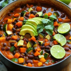 To make a great vegetarian chili, you need some key items. Here’s what you'll need: - 1 tablespoon olive oil - 1 small onion, diced - 2 cloves garlic, minced - 1 bell pepper (any color), diced - 1 zucchini, diced - 1 carrot, diced - 1 can (15 oz) black beans, drained and rinsed - 1 can (15 oz) kidney beans, drained and rinsed - 1 can (15 oz) diced tomatoes, with juice - 1 cup corn kernels (fresh or frozen) These ingredients form a solid base for your dish. The beans add protein, while the veggies provide texture and flavor. Spices make your chili pop! Here are the must-have spices: - 2 tablespoons chili powder - 1 teaspoon cumin - 1 teaspoon smoked paprika - ½ teaspoon cayenne pepper (optional for extra heat) - Salt and pepper to taste Chili powder gives a nice warmth, while cumin adds depth. Smoked paprika provides a hint of smokiness that’s hard to resist. Adjust the cayenne to fit your heat level. Garnishes can elevate your chili. Here are some tasty options: - Fresh cilantro, chopped (for garnish) - Avocado slices (for serving) - Lime wedges (for serving) These add color and freshness. The lime juice brings brightness, while avocado adds creaminess. You can find the full recipe for this vibrant dish [Full Recipe]. First, gather your ingredients. You will need olive oil, onion, garlic, bell pepper, zucchini, and carrot. Heat one tablespoon of olive oil in a large pot over medium heat. Add the diced onion and sauté for about five minutes. The onion should turn soft and clear. Next, stir in two minced garlic cloves and cook for one more minute. You want to smell that garlic! Now, add your diced bell pepper, zucchini, and carrot. Sauté these veggies for five to seven minutes. They should begin to soften and mix well. Once your vegetables are ready, it’s time to add the main ingredients. Add one can each of black beans and kidney beans, both drained and rinsed. Then, add one can of diced tomatoes, corn, two tablespoons of chili powder, one teaspoon of cumin, and one teaspoon of smoked paprika. If you like heat, toss in half a teaspoon of cayenne pepper. Season with salt and pepper to taste. Stir everything together until well mixed. Now, bring your chili mixture to a simmer. Lower the heat and cover the pot. Let it cook for about 20 to 25 minutes. Stir it occasionally to keep it from sticking. After this time, taste your chili. Adjust the seasoning if you need to. If you prefer a thicker chili, cook it uncovered for the last five to ten minutes. Serve it hot. Garnish with fresh cilantro, avocado slices, and lime wedges for a perfect finish. You can find the full recipe to follow along as you cook. To make the best vegetarian chili, focus on fresh ingredients. Use ripe tomatoes and crisp veggies. Sauté them well to build flavor. Don’t rush this step; it’s key. Mix in your spices early. This brings out their full taste. Simmer the chili to blend all the flavors. Remember to taste and adjust as you go. You want a smooth and rich blend. For a full experience, check the Full Recipe for detailed steps. One common mistake is overcooking the beans. They should be tender but not mushy. Another issue is skipping the sautéing step. This step adds depth and flavor. Don’t forget to season in layers. If you add all the salt at once, it won’t taste as good. Lastly, avoid a watery chili. If your mix is too thin, let it simmer without a lid. This helps it thicken up nicely. To spice up your chili, start with fresh spices. Use chili powder, cumin, and smoked paprika. Each adds a unique touch. If you want heat, add cayenne pepper or fresh chilies. Start small and taste as you go. You can also add a splash of lime juice for brightness. Fresh cilantro at the end adds a pop of flavor too. Enjoy experimenting with different spices and herbs! {{image_2}} You can change the veggies to make your chili special. Try adding mushrooms for a meaty texture. Spinach or kale brings a nice green color and boosts nutrients. Sweet potatoes add a touch of sweetness and creaminess. Don't forget about corn; it adds crunch and sweetness too. Feel free to mix and match based on what you have in your fridge. If you want more protein, try using lentils or quinoa. These options cook quickly and soak up all the flavors. Tofu is another great choice. You can cube it and sauté it before adding it to the pot. Tempeh adds a nutty taste and also works well. These protein-packed choices make your chili filling and satisfying. To give your chili a twist, consider adding fresh herbs like oregano or thyme. A splash of Worcestershire sauce adds depth. For a smoky flavor, try adding chipotle peppers in adobo sauce. If you want some sweetness, a touch of maple syrup can balance the heat. You can even add a splash of beer for a unique flavor. Each of these twists makes for a fun cooking adventure. For the complete experience, check out the Full Recipe for Fiery Fiesta Vegetarian Chili. After you enjoy your vegetarian chili, store leftovers in an airtight container. Let it cool to room temperature. Once cool, seal it tightly and place it in the fridge. It should last for about 4 to 5 days. If you want it to last longer, freezing is a great option. For freezing, use freezer-safe containers or bags. Divide the chili into single servings if you like. This way, you can grab just what you need. Be sure to leave space at the top of the container. Food expands when it freezes. Your chili can be frozen for up to 3 months. When you're ready to eat your chili, it's easy to reheat. You can do this on the stove or in the microwave. For the stove, pour the chili into a pot and heat over medium heat. Stir it often until it’s hot. If using a microwave, place it in a bowl and cover it. Heat in 1-minute bursts, stirring in between. Make sure it’s hot all the way through before serving. Enjoy your flavorful meal again! For the full recipe, check out the complete guide. Black beans and kidney beans are two great choices. Black beans add creaminess and depth, while kidney beans bring a hearty texture. You can also use pinto beans for a smooth taste. Mixing different beans gives your chili more flavor and variety. Yes, you can use a slow cooker for vegetarian chili. Just add all your ingredients to the pot and set it to low. Let it cook for about 6-8 hours. This method allows the flavors to blend nicely. You’ll end up with a rich and tasty chili. Vegetarian chili is very healthy. It is packed with fiber and protein from the beans. The vegetables add vitamins and minerals. Using fresh ingredients makes it even better. This dish is low in fat and full of flavor, making it a great choice for any meal. Chili has deep roots in American history. It began in the early 1800s in Texas. People made it with beef, spices, and chili peppers. Over time, many variations appeared, including vegetarian chili. Each region has its own unique twist on this classic dish. To spice up your chili, add cayenne pepper or hot sauce. You can also use spicy chili powder. If you want it milder, reduce the amount of chili powder or skip the cayenne. Adding more tomatoes or beans can also tone down the heat. Feel free to adjust until it fits your taste! For a full recipe to try, check out the Fiery Fiesta Vegetarian Chili! You learned the key ingredients for making vegetarian chili, from basic components to spices. We discussed step-by-step instructions to prepare and cook your chili to perfection. I shared tips to ensure your dish stands out and highlighted safe storage methods. With various additions and options, you can customize your chili to fit your taste. Remember, cooking is about exploring flavors. Enjoy your delicious vegetarian chili and make it your own!