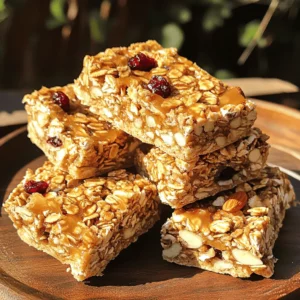 - 1 ½ cups rolled oats - ½ cup almond butter - ¼ cup honey or maple syrup - ½ cup chopped mixed nuts (almonds, walnuts, cashews) - ¼ cup sunflower seeds - ¼ cup dried cranberries or raisins - ½ teaspoon vanilla extract - A pinch of salt - Optional: ½ cup dark chocolate chips In my experience, the right mix of ingredients is key. Rolled oats form the base, giving the bars a hearty texture. Almond butter adds creaminess and healthy fats. Honey or maple syrup provides sweetness, but you can adjust this to your taste. Chopped mixed nuts bring crunch and flavor, while sunflower seeds add a lovely nutty taste. Dried cranberries or raisins can sweeten each bite. The vanilla extract enhances the overall flavor. A pinch of salt balances the sweetness. If you want a treat, toss in dark chocolate chips. - Calories per serving: About 150 calories - Macronutrient breakdown: - Protein: 4g - Fats: 7g - Carbs: 20g Each serving packs a punch of nutrition. You get healthy fats from nuts and almond butter, plus energy from oats. This makes granola bars a great snack for busy days. 1. Preheat your oven to 350°F (175°C). 2. Line an 8x8 inch baking pan with parchment paper. Leave some paper hanging over the edges. This makes it easy to lift the bars out later. 3. In a large bowl, mix together the rolled oats, chopped nuts, sunflower seeds, dried cranberries, and a pinch of salt. Stir well to combine. 1. In a small saucepan, heat the almond butter and honey over low heat. Stir until smooth and combined. 2. Remove the saucepan from heat and add the vanilla extract. Mix it in well. 3. Pour the warm almond butter mixture over the dry ingredients in the bowl. Stir it all together until evenly coated. If you like chocolate, fold in the dark chocolate chips now. 1. Transfer the mixture to the prepared baking pan. Use a spatula to press it down firmly. This helps the bars stick together. 2. Bake in the oven for 15–20 minutes. Look for golden edges; this means they are done. 3. Let the granola bars cool in the pan for about 10 minutes. Then, lift them out using the parchment paper. 4. Allow them to cool completely on a wire rack before slicing them into bars. For the full recipe, don’t forget to check out the Crunchy Nutty Homemade Granola Bars recipe! To get the best granola bars, it’s key to press the mixture down firmly. This helps the bars hold their shape. When you spread the mixture into the pan, use a spatula to pack it tight. This step is vital if you want chewy bars. For baking, keep an eye on the time. Bake at 350°F (175°C) for 15–20 minutes. Look for golden edges. If they are too light, they may crumble. A little golden color means they are just right. Want to add some fun flavors? Think about spices like cinnamon or nutmeg. You can also try adding a dash of cocoa powder for a chocolatey twist. If you want more sweetness, use different liquids. Agave nectar or maple syrup can change the taste and keep it natural. When it’s time to serve, stack the bars on a nice plate. You can drizzle some extra almond butter or honey on top for flair. For on-the-go snacks, wrap each bar in parchment paper. Tie it with twine for a cute touch. This makes them easy to grab and enjoy anywhere! {{image_2}} When you make homemade granola bars, the options are endless. You can change the nuts, seeds, sweeteners, and add-ins. This makes each batch unique and fun. If you want to switch things up, try using different nuts. Instead of almonds and walnuts, you can use cashews or pecans. Both add a nice crunch and flavor. You can also add seeds like chia seeds or flaxseeds. They boost nutrition and add healthy fats. Chia seeds can help bind the bars, while flaxseeds give a nutty taste. You don’t have to stick with honey or maple syrup. Try using agave syrup or brown rice syrup instead. These sweeteners have different flavors but still work well. Remember to adjust the amount to fit your taste. If you want less sweetness, you can use less sweetener. Just make sure the bars still hold together. Adding fruits or coconut flakes is a great way to customize your bars. Dried fruits like apricots or mangoes add sweetness. Coconut flakes give a tropical twist and chewy texture. You can even add protein powder for an extra boost. This makes your snack more filling and nutritious. Mix and match these options to find your perfect blend. For the full recipe, check the section above. To keep your homemade granola bars fresh, use airtight containers. This keeps air out and moisture in. Avoid using plastic wrap, as it allows air to enter. I recommend storing the bars at room temperature. This way, they stay crunchy and tasty. If you want to save some for later, freezing is a great option. Cut the bars into pieces before freezing. Wrap each bar tightly in plastic wrap. Place them in a freezer bag for extra protection. To enjoy, just take a bar out and let it thaw on the counter. It takes about an hour to be ready. These bars stay fresh for a week at room temperature. You can keep them in the fridge for up to two weeks. If you freeze them, they last for about three months. Check for any signs of spoilage, like a bad smell or mold, before eating. If they look or smell off, it’s best to toss them. Enjoy your homemade granola bars! Yes, you can make homemade granola bars gluten-free. Use gluten-free oats instead of regular oats. Always check the labels to ensure they meet gluten-free standards. You can also add gluten-free seeds, nuts, and dried fruits. For added flavor, try using coconut flakes or gluten-free protein powder. Homemade granola bars can last about one week at room temperature. Store them in an airtight container to keep them fresh. If you want them to last longer, you can refrigerate them. They may last up to two weeks in the fridge. Yes, you can use other nut butters. Peanut butter, cashew butter, or sunflower seed butter all work well. Each nut butter adds its own flavor. Peanut butter gives a strong taste, while cashew butter is milder. Experiment to find which flavor you like best! In this post, we explored making easy granola bars with simple steps and tasty ingredients. From the right mix of oats and nuts to baking tips, you can create your snacks. Remember to try different nuts and sweeteners for your flavor. Store them properly for lasting freshness. With these ideas, you can enjoy healthy snacks any time. Get creative and have fun while making your granola bars!