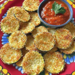To make Parmesan crusted zucchini chips, you need: - 2 medium zucchinis, sliced into thin rounds - 1 cup grated Parmesan cheese - 1 cup breadcrumbs (panko preferred for extra crunch) - 1 teaspoon garlic powder - 1 teaspoon onion powder - 1 teaspoon dried oregano - 1/2 teaspoon salt - 1/2 teaspoon black pepper - 2 large eggs, beaten - Olive oil spray Each ingredient plays a key role in flavor and texture. The zucchini gives a fresh taste. The Parmesan cheese adds salty richness. Breadcrumbs provide that sought-after crunch. Garlic and onion powders boost the flavor. Oregano adds a nice herbal note, while salt and pepper bring out the best in your chips. Eggs help the coating stick, ensuring each bite is flavorful. Olive oil spray gives that golden, crispy finish. Feel free to mix things up! Here are a few ideas: - Cheese Swap: Use mozzarella or cheddar for a different flavor. - Herbs: Try thyme or rosemary instead of oregano for a twist. - Spice It Up: Add cayenne pepper for some heat. - Nut Coating: Substitute breadcrumbs with crushed nuts for extra crunch. - Seasonal Veggies: Use eggplant slices for a different veggie experience. For the full recipe, you can refer to the section above. First, gather your ingredients. You need two medium zucchinis, grated Parmesan cheese, and breadcrumbs. I like using panko for extra crunch. You'll also need garlic powder, onion powder, dried oregano, salt, and black pepper. Grab two large eggs and some olive oil spray too. Now, preheat your oven to 425°F (220°C). Line a baking sheet with parchment paper. This makes cleanup easy. In a shallow bowl, mix the Parmesan cheese, breadcrumbs, garlic powder, onion powder, oregano, salt, and pepper. Stir it well so every bite is tasty. In another bowl, beat the eggs until they are nice and smooth. Take each zucchini slice and dip it into the eggs. Make sure it’s fully coated. Then, place it into the breadcrumb mixture. Press down gently so the mix sticks to the zucchini. Place the coated zucchini chips in a single layer on the baking sheet. Leave some space between each chip. For extra crispiness, give them a light spray of olive oil. This helps them brown and crisp up nicely. Bake the chips in the preheated oven for 15-20 minutes. You want them golden brown and crispy. Keep an eye on them, so they don’t burn. When they are ready, pull them out and let them cool for a few minutes before serving. To keep your zucchini chips crispy, follow a few simple tips. First, slice the zucchini thinly and evenly. This helps them cook at the same rate. Second, make sure you coat each slice well with the breadcrumb mixture. Press firmly so it sticks. Using panko breadcrumbs is key for crunch. Also, don’t overcrowd the baking sheet. If the chips are too close, they will steam instead of crisp up. Lastly, a light spray of olive oil before baking will help achieve that perfect crunch. Now you’re ready to enjoy your delicious Parmesan Crusted Zucchini Chips! For the full recipe, check out the section above. To boost the flavor of your Parmesan crusted zucchini chips, try these tips: - Add herbs: Fresh herbs like thyme or basil can enhance the taste. - Use different cheeses: A mix of Parmesan and Pecorino Romano gives a nice twist. - Spice it up: Add a pinch of cayenne pepper for some heat. - Season your breadcrumbs: Mix your breadcrumbs with Italian seasoning for extra flavor. Avoid these errors for the best results: - Too thick slices: Cut your zucchini too thick, and they won’t crisp up. Aim for 1/4-inch rounds. - Skipping the egg wash: This step helps the coating stick. Don’t skip it! - Overcrowding the pan: Place your zucchini chips in a single layer. Crowding can lead to sogginess. Here are some serving ideas to impress your guests: - Add dips: Serve with marinara or a cool yogurt dip for a delicious contrast. - Garnish well: Fresh herbs like parsley or basil add color and flavor. - Serve warm: These chips taste best fresh out of the oven. Enjoy them right away! - Create a platter: Arrange them on a colorful plate to make a stunning display. For the full experience, check out the Full Recipe. {{image_2}} You can change the flavor of these zucchini chips easily. Add spices like smoked paprika for a smoky kick. For a spicy version, mix in cayenne pepper or chili powder. You might also try adding herbs like thyme or rosemary for a fresh touch. Want a cheesy twist? Mix in some shredded cheddar or mozzarella with the Parmesan. This makes the chips even more tasty! If you need a gluten-free option, swap out the breadcrumbs. Use gluten-free panko to keep that crunch. You can also use crushed nuts, like almonds or walnuts, as a coating. They add a nice nutty flavor. Make sure to check the labels on all ingredients to ensure they are safe and gluten-free. You can get creative with seasonal veggies. Try eggplant, squash, or sweet potatoes instead of zucchini. Just slice them thin like zucchini. Each veggie brings its own flavor and texture to the dish. If you want a fun twist, use different types of cheese based on the season. In winter, use a sharp cheese; in summer, go for something milder. This keeps your dish fresh and exciting. Check out the Full Recipe for more ideas! After making Parmesan crusted zucchini chips, let them cool. Place them in an airtight container. They will stay fresh in the fridge for about 2 to 3 days. To keep them crispy, avoid stacking the chips. You want to prevent them from getting soggy. If you want to store the chips for longer, freezing is a great option. First, cool the chips completely. Then, place them in a single layer on a baking sheet. Freeze them for about an hour. Once frozen, transfer the chips to a freezer bag. They can stay in the freezer for up to 3 months. Make sure to label the bag with the date. To bring back the crunch, reheat the zucchini chips in the oven. Preheat the oven to 400°F (200°C). Spread the chips in a single layer on a baking sheet. Bake for 5 to 7 minutes until they are warm and crispy again. Avoid using the microwave, as it can make them soggy. Enjoy your tasty snack just like when they were fresh! For the full recipe, check out the detailed instructions above. Parmesan crusted zucchini chips last for about 3 days in the fridge. To store them, place the chips in an airtight container. Keep them in a cool area. They may lose some crunch over time, but they still taste great. Reheat them in the oven for a few minutes to regain some crispiness. Yes, you can use other cheeses. Cheddar or mozzarella work well. These cheeses add a different flavor and texture. If you like a stronger taste, try using aged gouda or pecorino. Just keep the same amounts as the Parmesan to get the right crunch and taste. You can serve these chips with many dips. Marinara sauce is a classic choice. Ranch dressing or yogurt dip also pairs nicely. For a fresh twist, try a lemon herb dip. The flavors blend well and add excitement to each bite. For a fun touch, serve them on a colorful platter with fresh herbs. This makes your dish pop visually and adds extra flavor. For the full recipe, check the earlier section. In this guide, we explored the essential ingredients, steps, tips, and variations for making Parmesan crusted zucchini chips. We discussed measurements, preparation, and cooking to ensure perfect crispiness. We also covered storage and answered common questions. Remember, the right ingredients and techniques lead to great taste. Enjoy experimenting with flavors and serving your chips creatively!