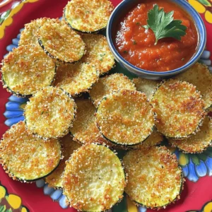 To make Parmesan crusted zucchini chips, you need: - 2 medium zucchinis, sliced into thin rounds - 1 cup grated Parmesan cheese - 1 cup breadcrumbs (panko preferred for extra crunch) - 1 teaspoon garlic powder - 1 teaspoon onion powder - 1 teaspoon dried oregano - 1/2 teaspoon salt - 1/2 teaspoon black pepper - 2 large eggs, beaten - Olive oil spray Each ingredient plays a key role in flavor and texture. The zucchini gives a fresh taste. The Parmesan cheese adds salty richness. Breadcrumbs provide that sought-after crunch. Garlic and onion powders boost the flavor. Oregano adds a nice herbal note, while salt and pepper bring out the best in your chips. Eggs help the coating stick, ensuring each bite is flavorful. Olive oil spray gives that golden, crispy finish. Feel free to mix things up! Here are a few ideas: - Cheese Swap: Use mozzarella or cheddar for a different flavor. - Herbs: Try thyme or rosemary instead of oregano for a twist. - Spice It Up: Add cayenne pepper for some heat. - Nut Coating: Substitute breadcrumbs with crushed nuts for extra crunch. - Seasonal Veggies: Use eggplant slices for a different veggie experience. For the full recipe, you can refer to the section above. First, gather your ingredients. You need two medium zucchinis, grated Parmesan cheese, and breadcrumbs. I like using panko for extra crunch. You'll also need garlic powder, onion powder, dried oregano, salt, and black pepper. Grab two large eggs and some olive oil spray too. Now, preheat your oven to 425°F (220°C). Line a baking sheet with parchment paper. This makes cleanup easy. In a shallow bowl, mix the Parmesan cheese, breadcrumbs, garlic powder, onion powder, oregano, salt, and pepper. Stir it well so every bite is tasty. In another bowl, beat the eggs until they are nice and smooth. Take each zucchini slice and dip it into the eggs. Make sure it’s fully coated. Then, place it into the breadcrumb mixture. Press down gently so the mix sticks to the zucchini. Place the coated zucchini chips in a single layer on the baking sheet. Leave some space between each chip. For extra crispiness, give them a light spray of olive oil. This helps them brown and crisp up nicely. Bake the chips in the preheated oven for 15-20 minutes. You want them golden brown and crispy. Keep an eye on them, so they don’t burn. When they are ready, pull them out and let them cool for a few minutes before serving. To keep your zucchini chips crispy, follow a few simple tips. First, slice the zucchini thinly and evenly. This helps them cook at the same rate. Second, make sure you coat each slice well with the breadcrumb mixture. Press firmly so it sticks. Using panko breadcrumbs is key for crunch. Also, don’t overcrowd the baking sheet. If the chips are too close, they will steam instead of crisp up. Lastly, a light spray of olive oil before baking will help achieve that perfect crunch. Now you’re ready to enjoy your delicious Parmesan Crusted Zucchini Chips! For the full recipe, check out the section above. To boost the flavor of your Parmesan crusted zucchini chips, try these tips: - Add herbs: Fresh herbs like thyme or basil can enhance the taste. - Use different cheeses: A mix of Parmesan and Pecorino Romano gives a nice twist. - Spice it up: Add a pinch of cayenne pepper for some heat. - Season your breadcrumbs: Mix your breadcrumbs with Italian seasoning for extra flavor. Avoid these errors for the best results: - Too thick slices: Cut your zucchini too thick, and they won’t crisp up. Aim for 1/4-inch rounds. - Skipping the egg wash: This step helps the coating stick. Don’t skip it! - Overcrowding the pan: Place your zucchini chips in a single layer. Crowding can lead to sogginess. Here are some serving ideas to impress your guests: - Add dips: Serve with marinara or a cool yogurt dip for a delicious contrast. - Garnish well: Fresh herbs like parsley or basil add color and flavor. - Serve warm: These chips taste best fresh out of the oven. Enjoy them right away! - Create a platter: Arrange them on a colorful plate to make a stunning display. For the full experience, check out the Full Recipe. {{image_2}} You can change the flavor of these zucchini chips easily. Add spices like smoked paprika for a smoky kick. For a spicy version, mix in cayenne pepper or chili powder. You might also try adding herbs like thyme or rosemary for a fresh touch. Want a cheesy twist? Mix in some shredded cheddar or mozzarella with the Parmesan. This makes the chips even more tasty! If you need a gluten-free option, swap out the breadcrumbs. Use gluten-free panko to keep that crunch. You can also use crushed nuts, like almonds or walnuts, as a coating. They add a nice nutty flavor. Make sure to check the labels on all ingredients to ensure they are safe and gluten-free. You can get creative with seasonal veggies. Try eggplant, squash, or sweet potatoes instead of zucchini. Just slice them thin like zucchini. Each veggie brings its own flavor and texture to the dish. If you want a fun twist, use different types of cheese based on the season. In winter, use a sharp cheese; in summer, go for something milder. This keeps your dish fresh and exciting. Check out the Full Recipe for more ideas! After making Parmesan crusted zucchini chips, let them cool. Place them in an airtight container. They will stay fresh in the fridge for about 2 to 3 days. To keep them crispy, avoid stacking the chips. You want to prevent them from getting soggy. If you want to store the chips for longer, freezing is a great option. First, cool the chips completely. Then, place them in a single layer on a baking sheet. Freeze them for about an hour. Once frozen, transfer the chips to a freezer bag. They can stay in the freezer for up to 3 months. Make sure to label the bag with the date. To bring back the crunch, reheat the zucchini chips in the oven. Preheat the oven to 400°F (200°C). Spread the chips in a single layer on a baking sheet. Bake for 5 to 7 minutes until they are warm and crispy again. Avoid using the microwave, as it can make them soggy. Enjoy your tasty snack just like when they were fresh! For the full recipe, check out the detailed instructions above. Parmesan crusted zucchini chips last for about 3 days in the fridge. To store them, place the chips in an airtight container. Keep them in a cool area. They may lose some crunch over time, but they still taste great. Reheat them in the oven for a few minutes to regain some crispiness. Yes, you can use other cheeses. Cheddar or mozzarella work well. These cheeses add a different flavor and texture. If you like a stronger taste, try using aged gouda or pecorino. Just keep the same amounts as the Parmesan to get the right crunch and taste. You can serve these chips with many dips. Marinara sauce is a classic choice. Ranch dressing or yogurt dip also pairs nicely. For a fresh twist, try a lemon herb dip. The flavors blend well and add excitement to each bite. For a fun touch, serve them on a colorful platter with fresh herbs. This makes your dish pop visually and adds extra flavor. For the full recipe, check the earlier section. In this guide, we explored the essential ingredients, steps, tips, and variations for making Parmesan crusted zucchini chips. We discussed measurements, preparation, and cooking to ensure perfect crispiness. We also covered storage and answered common questions. Remember, the right ingredients and techniques lead to great taste. Enjoy experimenting with flavors and serving your chips creatively!