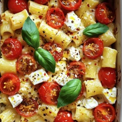 - 200g pasta (fusilli or penne) - 200g feta cheese - 300g cherry tomatoes, halved - 4 cloves garlic, minced - 3 tablespoons olive oil - 1 teaspoon dried oregano - 1 teaspoon red pepper flakes (optional) - Salt and pepper to taste - Fresh basil leaves for garnish - Grated Parmesan cheese for serving (optional) For Baked Feta Pasta, the right ingredients make all the difference. You begin with pasta. Fusilli or penne works best. They hold the sauce well. Next is feta cheese. It adds creaminess and tang. Cherry tomatoes bring sweetness and color. Halve them for even roasting. Garlic gives a nice kick. Use fresh and minced for the best taste. Olive oil helps everything bake nicely. Dried oregano adds an earthy flavor. You can add red pepper flakes for heat, but this is optional. Don’t forget salt and pepper for seasoning. Fresh basil leaves make a great garnish. If you like cheese, try grated Parmesan on top. These ingredients create a bright, flavorful dish that everyone will love. You can find the Full Recipe at the end of this article. - Preheat the oven to 200°C (400°F). - In a large baking dish, combine the halved cherry tomatoes, minced garlic, olive oil, dried oregano, salt, and pepper. Toss until the tomatoes are coated. - Place the block of feta cheese right in the center of the tomato mix. - Drizzle a bit of olive oil over the feta and add a pinch of salt and pepper. - Put the baking dish in the oven and bake for 25-30 minutes. You want the tomatoes to blister and the feta to get soft. - While the feta and tomatoes bake, cook the pasta in boiling water. Cook until it is al dente, then drain the pasta. - Once the feta and tomatoes are out of the oven, use a fork to mash the feta into the roasted tomatoes. This makes a creamy sauce. - Add the cooked pasta to the dish and gently mix it until the pasta is coated evenly with the sauce. - Garnish your dish with fresh basil leaves. If you like, sprinkle some grated Parmesan cheese on top before serving. Enjoy your delicious Baked Feta Pasta! - Choose high-quality feta cheese for the best flavor. - Don't overcrowd the baking dish for even roasting. This helps the tomatoes cook right. - Add lemon zest for brightness. It makes the dish taste fresh and lively. - Incorporate other vegetables like bell peppers or zucchini. These add color and nutrition. - Prep ingredients ahead of time for a quicker cooking experience. This saves you time during busy nights. - Adjust baking time based on your oven's efficiency. Every oven heats a bit differently, so keep an eye on it. Experiment with these tips to make your Baked Feta Pasta even better. Each step helps bring out the flavors. Enjoy creating your perfect dish! {{image_2}} You can make this dish even better! Add spinach or kale for more nutrients. These greens cook down well and mix with the creamy feta. If you want a vegan twist, swap feta with a plant-based cheese. This keeps the creamy texture while making it dairy-free. Want some protein? Grilled chicken or shrimp can make this meal heartier. Simply cook your protein on the side and add it before serving. For a vegetarian option, toss in chickpeas. They are tasty and fill you up while keeping the meal meat-free. Let’s explore flavors! You can try different herbs like thyme or rosemary. These will give your dish a new taste. Also, don’t be afraid to change up the pasta shape. Use farfalle or spaghetti for a fun twist. Each shape can change how the sauce clings to your meal. Store any leftovers in an airtight container in the refrigerator. This keeps the pasta fresh for up to 3 days. Let the dish cool before sealing it. This helps maintain the best flavor and texture. To reheat, use your oven. Preheat it to 180°C (350°F). Place the dish in the oven for 10-15 minutes. This ensures the pasta gets warm all the way through. You can also microwave it. Use short bursts to warm it up. This prevents the pasta from drying out. You can freeze Baked Feta Pasta for up to a month. Just make sure the feta cheese stays intact before freezing. Thaw it in the refrigerator overnight for best results. Reheat it after thawing, and enjoy the creamy goodness again! Fusilli and penne are great options for holding the sauce. Fusilli twists catch the creamy feta and tomatoes well. Penne's shape helps it soak up the flavors too. Yes, you can prep ingredients ahead. Chop the tomatoes and garlic, and store them. Bake right before serving for the best flavor and texture. To make this dish gluten-free, use gluten-free pasta. Many brands offer delicious options that work well in this recipe. You can control the heat by adjusting red pepper flakes. Omit them for a milder flavor or add more for extra heat. It’s your dish, so make it how you like! For the complete cooking instructions, check out the Full Recipe section. Baked feta pasta is simple and delicious. You need just a few key ingredients: pasta, feta, and cherry tomatoes. Our step-by-step guide helps you bake everything to perfection. You can add veggies or protein to make it your own. Remember, high-quality feta makes a big difference. Store any leftovers in the fridge or freezer for later. This dish is easy to prepare, great for sharing, and always satisfies. Enjoy your tasty creation and feel free to experiment with flavors next time!