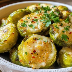 - 1 lb Brussels sprouts, trimmed and halved - 4 cloves garlic, minced - 1/4 cup grated Parmesan cheese - 3 tablespoons olive oil - 1 teaspoon garlic powder - 1/2 teaspoon salt - 1/4 teaspoon black pepper - 1/4 teaspoon red pepper flakes (optional for heat) - Fresh parsley, chopped for garnish Gather these ingredients before you start. Fresh Brussels sprouts are key for the best flavor. Minced garlic adds a punch, while the Parmesan cheese gives a rich taste. Olive oil helps everything roast nicely. - Baking sheet - Parchment paper - Large mixing bowl Using a baking sheet and parchment paper makes cleanup easy. A large mixing bowl helps you combine all the ingredients well. This setup ensures your Brussels sprouts roast evenly and get crispy. When you have all your ingredients and tools ready, you set the stage for a delicious dish. The Garlic Parmesan Roasted Brussels Sprouts will shine on your table. For the full recipe, follow the steps listed in the instructions. - Preheat your oven to 400°F (200°C). - Take 1 pound of Brussels sprouts. Trim and halve them. - Mince 4 cloves of garlic. Set aside in a bowl. - In a large bowl, combine the halved Brussels sprouts and minced garlic. - Add 3 tablespoons of olive oil, 1 teaspoon of garlic powder, 1/2 teaspoon of salt, 1/4 teaspoon of black pepper, and optional red pepper flakes. - Mix until the Brussels sprouts are well-coated with the seasoning. - Spread them in a single layer on a baking sheet lined with parchment paper. - Roast in the oven for 20 minutes. Stir halfway through for even cooking. - After 20 minutes, remove the baking sheet. Sprinkle 1/4 cup of grated Parmesan cheese over the sprouts. - Return to the oven for another 5 to 10 minutes. This makes them crispy and golden brown. - Once done, take them out and garnish with fresh chopped parsley. - Serve immediately for the best taste. For the complete recipe, you can refer to the [Full Recipe]. Cut your Brussels sprouts evenly. This helps them cook at the same rate. When you cut them in half, make sure both sides are similar in size. Uniform pieces roast better. Stir the Brussels sprouts halfway through cooking. This step ensures they brown evenly. It also helps them get crispy on all sides. Just use a spatula to flip them gently. You can add extra spices to change the flavor. Try smoked paprika for a smoky taste. A dash of lemon zest adds brightness. Get creative with your spices! Add Parmesan cheese at the right time. Sprinkle it on the sprouts after the first 20 minutes. This way, it melts perfectly and gets golden without burning. For the best taste, use fresh Parmesan. For the full recipe, check out the complete instructions above. Enjoy your cooking! {{image_2}} You can switch up the main ingredient for a fun twist. If you don’t have Brussels sprouts, try using broccoli or cauliflower. Both vegetables roast well and absorb flavors nicely. They give you a similar crunch and taste with garlic and cheese, too. You can also play with cheese options. If you want a stronger flavor, use Pecorino Romano instead of Parmesan. It adds a nice bite. Another option is to use a mix of cheeses. Try adding mozzarella for creaminess or feta for a tangy kick. Experimenting with cheese can create a whole new dish! For those on a gluten-free diet, this dish is already a great choice. All the ingredients in the recipe are gluten-free. Just ensure that your cheese is labeled gluten-free, as some brands might add fillers. If you want a vegan version, swap the cheese for nutritional yeast. It gives a cheesy flavor without dairy. You can also use olive oil instead of butter for roasting. Make sure to roast the Brussels sprouts until they’re crispy for the best texture. You can still enjoy this dish while sticking to your diet! For the full recipe, check out the Garlic Parmesan Roasted Brussels Sprouts recipe. To store leftovers, place the Brussels sprouts in an airtight container. They will stay fresh for up to three days. Make sure they cool down before sealing. This helps avoid extra moisture, which can make them soggy. To keep the Brussels sprouts crispy, use the oven. Preheat it to 350°F (175°C). Spread the sprouts on a baking sheet and heat for about 10-15 minutes. You can also use an air fryer. Set it to 350°F (175°C) for about 5-7 minutes. This method revives their crunchiness. Avoid using the microwave, as it can make them soft. For best results, enjoy the Garlic Parmesan Roasted Brussels Sprouts right away. For the full recipe, check out the detailed instructions above. Can I make garlic Parmesan roasted Brussels sprouts ahead of time? Yes, you can prepare the Brussels sprouts ahead. Toss them in the oil and spices first. Store in the fridge for up to a day. When ready, roast them as directed. This saves time and lets flavors blend. Can I use frozen Brussels sprouts for this recipe? You can use frozen Brussels sprouts, but fresh ones taste better. If using frozen, thaw and drain them first. Pat them dry with a paper towel. This helps them get crispy when roasted. What should I serve with garlic Parmesan roasted Brussels sprouts? These sprouts pair well with many dishes. Serve them alongside roasted meats or pasta. They also work great as a side for vegetarian meals. Try them with quinoa for a healthy option. How long do I roast the Brussels sprouts for optimal crispiness? Roast the Brussels sprouts for 20 minutes at 400°F. Stir them halfway for even cooking. If you want extra crispiness, roast for another 5-10 minutes after adding the cheese. Can I increase the quantity of garlic? Absolutely! If you love garlic, add more. Try 5 or 6 cloves for a strong flavor. Just be mindful that it can alter the dish's balance. In this post, I guided you through making garlic Parmesan roasted Brussels sprouts. We covered the right ingredients, steps for prep and cooking, and tips for the best results. You learned how to customize the dish with different veggies and spices. These sprouts are not only tasty but also easy to store and reheat. Enjoy this healthy side dish and impress your friends and family. Get cooking and discover your new favorite recipe!