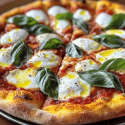 To make a perfect Margherita pizza, you need a few simple ingredients that work together to create magic. Here’s what you will need: - Pizza Dough (store-bought or homemade) - Marinara Sauce - Fresh Mozzarella Cheese - Fresh Basil Leaves - Extra Virgin Olive Oil - Salt and Pepper - Red Pepper Flakes (optional) These ingredients bring out the best flavors. The pizza dough forms the base, while the marinara sauce adds a rich, tangy taste. Fresh mozzarella melts beautifully and gives that creamy texture we all love. The basil leaves add a fresh aroma and a pop of color. A drizzle of olive oil enhances the overall flavor. Salt and pepper bring everything together. If you like a little heat, sprinkle on some red pepper flakes. You can find the full recipe for Cheesy Delight Margherita Pizza to see how these ingredients come together in a delicious dish. First, you need to preheat your oven. Set it to 475°F (245°C). If you have a pizza stone, place it inside. If not, grab a baking sheet and line it with parchment paper. Next, roll out your pizza dough. Lightly flour your surface. Shape the dough into a round circle, about 12 inches wide. If you use a pizza stone, transfer the dough to a pizza peel. If you're using a baking sheet, place the dough right on it. Now it's time to spread the marinara sauce. Use a spoon to add sauce on top of the dough. Leave a small border around the edge. Let’s add the cheese and basil. Place fresh mozzarella slices evenly over the sauce. After that, grab some fresh basil leaves. You can tear them or leave them whole. Next, drizzle extra virgin olive oil over the pizza. Sprinkle a pinch of salt and some freshly cracked black pepper. If you like spice, add red pepper flakes for a kick. Now, it’s time to bake! Carefully slide the pizza onto the hot stone if you’re using one. If not, just place the baking sheet in the oven. Bake for about 10-12 minutes. Keep an eye on it. You want the crust to be golden and the cheese to bubble. When it looks perfect, take it out. Sprinkle fresh basil leaves on top. Let it cool for a minute, then slice and serve. Enjoy your delicious Margherita pizza! For the full recipe, check the details above. Rolling out pizza dough can be tricky. Here are some tips to help. - Flour your surface: This keeps the dough from sticking. - Use gentle pressure: Roll the dough slowly and evenly. - Turn the dough: Keep it moving to maintain a round shape. If you choose store-bought dough, use it wisely. - Bring it to room temperature: This makes it easier to roll. - Follow package instructions: Some dough needs special care. - A light dusting of flour: Helps with rolling and prevents sticking. Selecting the right cheese makes a big difference. Here’s what to do. - Fresh mozzarella is key: It melts well and tastes great. - Slice evenly: This helps the cheese melt uniformly. - Place cheese strategically: Spread it out for even coverage. For a crispy crust, follow these tips. - Preheat your oven: This helps the crust cook faster. - Use a pizza stone: It retains heat and creates a nice crust. - Bake at high heat: This gives the crust a wonderful crunch. Pair your pizza with the right drinks and sides. Here are some ideas. - A light red wine: It complements the flavors well. - Sparkling water: This cleanses the palate. - Simple salad: A fresh green salad balances the meal. These tips will help you create a delicious Margherita pizza. You can find the full recipe above for more details. {{image_2}} You can easily make Margherita pizza your own. Adding different toppings can elevate your dish. Try veggies like bell peppers, mushrooms, or spinach for a fresh twist. If you enjoy meat, pepperoni or prosciutto adds a savory kick. For a gluten-free option, use a gluten-free pizza crust. Many stores sell these, or you can make your own using almond flour or cauliflower. While marinara is classic, homemade sauce can give you a unique taste. Simply blend tomatoes, garlic, and herbs for a fresh option. You can also try pesto, which adds a rich and herbal flavor. BBQ sauce can be a fun alternative too, giving your pizza a sweet and smoky note. While fresh mozzarella is a must for a classic Margherita, you can experiment here. Try burrata cheese for a creamy, indulgent experience. Feta cheese adds a salty bite, while gouda can give a smoky flavor. Mixing cheeses can also create a delightful blend. Just remember, the key is to keep it simple to let those flavors shine through. For more ideas on making the perfect pizza, check out the [Full Recipe]. To store leftover Margherita pizza, let it cool first. Place the slices in an airtight container. You can also wrap them in plastic wrap or aluminum foil. This keeps the pizza fresh and tasty. Store it in the fridge for up to three days. For reheating, use an oven for the best results. Preheat the oven to 350°F (175°C). Place the slices on a baking sheet. Heat for about 10 minutes. This way, the crust stays crispy and the cheese melts nicely. You can freeze Margherita pizza if you have extra slices. First, cool the pizza completely. Wrap each slice in plastic wrap. Then, put the wrapped slices in a freezer-safe bag. This helps prevent freezer burn. For freezing the dough, wrap it tightly in plastic wrap. Place it in a freezer-safe bag as well. It keeps well for up to three months. When you’re ready to use it, thaw it in the fridge overnight. To make Margherita pizza from scratch, start with the dough. You can make it at home or buy it. For homemade dough, mix flour, water, yeast, and salt. Knead it until smooth. Let it rise for about an hour. While the dough rises, you can make the sauce. Use canned tomatoes, garlic, and a bit of salt. Cook them together to get a rich flavor. If you don’t have fresh mozzarella, you can use shredded mozzarella or provolone cheese. Both melt well and offer a nice flavor. For a twist, try goat cheese or ricotta. They will give your pizza a different taste. Just remember, the texture will change slightly with these options. Yes, you can bake Margherita pizza without a pizza stone. Use a regular baking sheet instead. Line it with parchment paper for easy cleanup. Preheat your oven to get it hot. Place your pizza on the sheet and bake as usual. The crust may be less crispy, but it will still taste great. Margherita pizza lasts about three days in the fridge. Store it in an airtight container to keep it fresh. Reheat it in the oven to maintain its taste and texture. Avoid microwaving, as it can make the crust soggy. Enjoy your pizza while it's still yummy! For the full recipe, check out the complete guide. Making a great Margherita pizza is simple. You need quality ingredients and clear steps. Start with fresh dough and marinara sauce, then top with mozzarella and basil. Remember to preheat your oven for the best crust. I shared tips for rolling dough and choosing cheese. There are many variations to explore, too! Enjoy any leftovers by storing them properly or freezing. With these insights, you now have everything you need to create a delicious Margherita pizza at home. Get cooking and impress your friends and family!