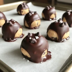 - 1 cup all-purpose flour - 1/2 cup unsalted butter, softened - 1/2 cup brown sugar, packed - 1/4 cup granulated sugar - 1 teaspoon vanilla extract - 1/4 teaspoon salt - 1/2 cup mini chocolate chips - 1/2 cup dark chocolate, melted (for coating) - Sea salt flakes (for garnish, optional) Making chocolate chip cookie dough bites is fun and simple. The key is to use the right ingredients. First, you need all-purpose flour. This gives the bites their structure. It also helps create that classic cookie dough feel. Make sure to heat treat the flour to kill any bacteria. Spread it on a baking sheet and bake it for 5 minutes at 350°F (175°C). Let it cool before using. Next, unsalted butter adds creaminess. It helps blend the sugars well. Soften it before mixing. Then, you have brown sugar and granulated sugar. Brown sugar adds moisture and a rich flavor. Granulated sugar helps the bites hold their shape. Vanilla extract adds a sweet aroma. It enhances the overall taste. Salt balances the sweetness. Just a little salt goes a long way. Don't forget the mini chocolate chips. They give your bites that delightful chocolate burst. Lastly, you need dark chocolate for coating. It adds a rich layer. Melt it carefully for a smooth dip. With these ingredients, you can make tasty chocolate chip cookie dough bites. Each bite is a sweet treat you'll love! For the complete steps, check the Full Recipe. Heat treating the flour To make safe cookie dough, we first need to heat treat the flour. This step removes any bacteria. Spread 1 cup of all-purpose flour on a baking sheet. Bake it in a preheated oven at 350°F (175°C) for about 5 minutes. After baking, let the flour cool completely before using it in the dough. Mixing the butter and sugars In a large mixing bowl, add 1/2 cup of softened unsalted butter, 1/2 cup of packed brown sugar, and 1/4 cup of granulated sugar. Use a hand mixer to beat these together until creamy and smooth. This step is key for a rich flavor. Adding in flavors and remaining ingredients Next, stir in 1 teaspoon of vanilla extract and 1/4 teaspoon of salt. Mix until everything is well combined. Gradually add in the cooled flour, mixing just until you no longer see dry flour. Finally, gently fold in 1/2 cup of mini chocolate chips. This dough is now ready to scoop and shape into bites. For the complete recipe, check the Full Recipe. To create your cookie dough bites, you need to scoop and roll the dough. Start by taking a tablespoon of dough. If you use a cookie scoop, it helps make all your bites the same size. Roll the scoop of dough between your palms to form a smooth ball. This step is fun! You can feel how soft and creamy the dough is. Next, place each dough ball on a baking sheet lined with parchment paper. Make sure to leave some space between them. They will not spread much, but it's good to give them room. This step keeps them from sticking together while they chill. Once you finish scooping and rolling, it's time to chill your dough balls. This makes them firm and easier to coat with chocolate later. You will love how simple it is to form these bites. They are ready to be coated and enjoyed! For the full recipe, check out the details in the earlier section. {{image_2}} Chilling the dough bites is key for a great texture. After you scoop and roll the dough into balls, place them on a parchment-lined baking sheet. Put the sheet in the fridge for about 30 minutes. This step firms them up, making them easier to dip. Next, you'll dip the chilled bites in melted chocolate. Use dark chocolate for a rich flavor. Take a cookie dough ball and gently lower it into the chocolate. Make sure it is fully covered. Then, lift it out with a fork. Let the extra chocolate drip off before placing it back on the parchment. Now, let’s add some flair! While the chocolate is still wet, sprinkle sea salt flakes on top. The salt enhances the sweet flavor of the chocolate. After this, put the bites back in the fridge. Chill them for at least 15 minutes. This helps set the chocolate, making them ready to eat. Want to see the complete process? Check out the Full Recipe for more details! To make chocolate chip cookie dough bites that look great, use a tablespoon for scooping. This size gives you uniform bites that are easy to eat. Each scoop should be heaped but not overflowing. - Use a standard tablespoon or a cookie scoop. - Roll the dough quickly between your hands for a nice shape. - Keep the bites about one inch in diameter. This size helps the bites chill well and coat easily. If they are too big, the chocolate may not set right. If they are too small, they can get lost in your snack bowl. You can also use a scale. Aim for about 20 grams per bite for perfect consistency. Once you get the size right, your cookie dough bites will look as good as they taste! Check the Full Recipe for more tips on making these tasty treats. To get a nice coat of chocolate on your cookie dough bites, you need to avoid clumps. Clumpy chocolate can make your treats look messy and uninviting. Here are some techniques to ensure a smooth coating. - Use Quality Chocolate: Start with good dark chocolate. It melts better and coats more evenly. - Chop Chocolate Finely: Chop your chocolate into small pieces. Smaller bits melt faster and more evenly. - Melt with Care: Use a double boiler or microwave to melt chocolate slowly. Stir it often to keep it smooth. - Add Oil: If your chocolate is thick, add a teaspoon of vegetable oil. This helps it flow better and coat well. - Temperature Matters: Make sure your cookie dough bites are cold before dipping. Cold bites help the chocolate set quickly. - Lift with a Fork: Use a fork to dip each bite. This lets excess chocolate drip off easily. These steps will help you achieve a beautiful finish on your chocolate chip cookie dough bites. Enjoy the process! For the full recipe, check the earlier section. You can easily change the flavor of your chocolate chip cookie dough bites. Here are some fun ideas: - Extracts: Instead of just vanilla, try almond or maple extract. A few drops can add a unique twist that surprises your taste buds. - Nuts: Add chopped nuts for crunch. Walnuts, pecans, or hazelnuts work great. They give texture and a nutty flavor that pairs well with chocolate. - Spices: A pinch of cinnamon or nutmeg can warm up the flavor. These spices add depth without overpowering the chocolate. - Mix-Ins: Consider throwing in some mini marshmallows, dried fruit, or coconut flakes. Each adds a fun element that changes the bite completely. - Different Chocolates: Swap mini chocolate chips for white chocolate or peanut butter chips. This will create a whole new flavor profile. Feel free to experiment with these ideas. Your cookie dough bites will taste unique and special each time you make them. For the full recipe, check out the steps to make your delicious treats. You can easily make vegan chocolate chip cookie dough bites with a few swaps. Here’s what you need: - 1 cup all-purpose flour - 1/2 cup coconut oil, softened - 1/2 cup brown sugar, packed - 1/4 cup granulated sugar - 1 teaspoon vanilla extract - 1/4 teaspoon salt - 1/2 cup mini dairy-free chocolate chips - 1/2 cup vegan dark chocolate, melted (for coating) - Sea salt flakes (for garnish, optional) In this recipe, replace unsalted butter with softened coconut oil. This keeps the bites creamy and rich. Use dairy-free chocolate chips to make sure everything remains vegan. When it comes to coating, choose vegan dark chocolate for that tasty finish. The steps are similar to the original recipe. Start by heat treating the flour. Then, mix the coconut oil and sugars until smooth. Add in the vanilla and salt. Gradually stir in the flour, and fold in the mini chocolate chips. Scoop, roll, and chill the dough just like before. Then, dip each ball into melted vegan chocolate. Set them on parchment paper and sprinkle sea salt if desired. Chill again until the coating sets. This way, you can enjoy a sweet treat that fits a vegan diet. For the full recipe, refer to the original instructions above. You can enjoy chocolate chip cookie dough bites even if you're gluten-free. The key is to use alternative flours that still taste great. Here are some choices: - Almond flour: This flour adds a nice nutty flavor. It makes the bites moist and tender. - Coconut flour: Use this for a tropical twist. It absorbs a lot of moisture, so use less flour. - Oat flour: This flour has a mild taste. It's perfect for a soft texture. Just make sure it's labeled gluten-free. - Chickpea flour: This flour is high in protein. It gives a unique flavor and a denser texture. When using gluten-free flours, you may need to adjust the liquid in your recipe. Each flour behaves differently. Start with less flour and add more as needed. Following this method will help you create delicious bites that everyone can enjoy. For the full recipe, check out the details above. You can make your chocolate chip cookie dough bites even more fun with some tasty add-ins. Here are a few ideas that I love: - Coconut Flakes: Add a tropical twist with sweet, shredded coconut. It gives a nice chewiness. - Peanut Butter: Swirl in creamy peanut butter for a rich flavor. It pairs well with chocolate. - Chopped Nuts: Add some crunch with walnuts or pecans. They make the bites feel hearty. - Mini Marshmallows: For a gooey surprise, fold in mini marshmallows. They add sweetness and fun. - Dried Fruit: Try dried cranberries or cherries for a fruity zing. They balance the sweetness nicely. Mixing in these ingredients can change the taste and texture of your bites. Feel free to experiment with what you have! Just remember, keep your mix-ins small so they blend well. Check out the Full Recipe for more details on making these delicious treats. To keep your chocolate chip cookie dough bites fresh, follow these simple storage tips: - Refrigeration: Place the bites in an airtight container. They keep well in the fridge for up to one week. This helps them stay firm and tasty. - Freezing: For longer storage, freeze the bites. Arrange them in a single layer on a baking sheet. Once frozen, transfer them to a freezer-safe bag. They can last for up to three months in the freezer. These methods help retain flavor and texture. Remember to label your containers with the date. This way, you can enjoy your treats at their best! Want to make these bites again? Just pull them out of the freezer and let them thaw in the fridge. You can even enjoy them slightly frozen for a cool treat. Chocolate chip cookie dough bites can last a while if stored right. In the fridge, they stay fresh for about one week. Just keep them in an airtight container to avoid drying out. If you want them to last longer, try freezing them. When frozen, they can stay good for up to three months. Be sure to wrap each bite in plastic wrap or place them in a freezer-safe bag. This will help keep them fresh and tasty! Remember to thaw them in the fridge before enjoying. This way, they will keep their creamy texture and delicious taste. So, stock up on these bites! They are a fun treat to have on hand anytime. For the full recipe, check out the detailed instructions above. Yes, you can eat cookie dough bites raw, but there are some safety issues to consider. Raw flour and raw eggs can carry bacteria. To reduce this risk, I heat-treat the flour before using it. This process kills any harmful bacteria. Simply spread the flour on a baking sheet and bake it at 350°F (175°C) for five minutes. Let it cool completely before mixing it into your dough. Using heat-treated flour makes these delicious bites safe to enjoy. Plus, I skip the eggs in this recipe, which further lowers health risks. So, you can munch on these treats without worry! To make chocolate chip cookie dough bites nut-free, you can easily swap out certain ingredients. - Butter: Use a dairy-free butter if you want a vegan option. - Chocolate Chips: Look for nut-free chocolate chips. Many brands offer safe options. - Flour: The recipe already uses all-purpose flour, which is safe for nut allergies. If you're using other ingredients, check labels carefully. Some brands may process nuts in their facilities. This step helps you avoid any cross-contamination. You can also add different flavors to enhance your bites. For example, use almond extract instead of vanilla. Just be mindful of any nut allergies. Feel free to get creative! You can add ingredients like dried fruit or seeds for more texture. The Full Recipe gives you a solid base to make these bites perfect for everyone. Yes, you can make cookie dough bites without the chocolate coating. The bites will have a different look and taste. Without the chocolate, you get a chewy, sweet dough that shines on its own. They will taste like classic cookie dough, which many people love. To make uncoated bites, simply follow the same recipe. Skip the step where you dip them in melted chocolate. This will save time and still give you a tasty treat. - Texture: Without the chocolate coating, the bites will be softer. They will not have that crunchy outer layer. Chilling them well helps firm up the texture. - Flavor: You might want to add a little more vanilla extract for a richer taste. A sprinkle of sea salt can also enhance the sweetness of the dough. You can also mix in other flavors. Add nuts or dried fruit for a twist. This way, you create a unique version of the classic cookie dough. Enjoy your cookie dough bites just the way you like! When it comes to pre-made cookie dough bites, you have some tasty options. These brands offer great flavors and convenience. - Nestlé Toll House: This brand is known for its classic chocolate chip cookie dough. Their cookie dough bites are soft and sweet. - Pillsbury: They have a variety of cookie dough bites. Their dough is easy to bake or eat raw. - Duncan Hines: This brand offers unique flavors, such as brownie and cookie dough bites. They mix fun with tradition. - Edoughble: This brand specializes in edible cookie dough. Their bites come in many flavors, including funfetti and chocolate chip. - Sweet Loren’s: Their cookie dough bites are made with clean ingredients. They are a great option for those who want healthier treats. These brands make it easy to enjoy cookie dough bites without the fuss of making them from scratch. Each offers a unique taste that can satisfy your sweet tooth. This blog post covered all you need to make cookie dough bites. We started with the must-have ingredients, then detailed how to prepare the dough and form the bites. I shared tips for a smooth chocolate coating and ideas for quick variations. Don't forget about storage tips to keep your bites fresh for longer. You can enjoy these treats raw or customize them to fit your taste. With these steps, you can whip up a batch of delicious cookie dough bites that everyone will love. Happy baking!
