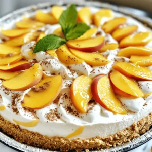 - 1 ½ cups graham cracker crumbs - ½ cup unsalted butter, melted - 2 cups cream cheese, softened - 1 cup powdered sugar - 1 teaspoon vanilla extract - 1 cup heavy whipping cream - 2 cups fresh peaches, sliced - ½ teaspoon cinnamon In this recipe, each ingredient plays a key role. The graham cracker crumbs form a sweet and crunchy base. Melted butter binds the crumbs together, creating a perfect crust. Cream cheese gives the cheesecake its rich and creamy texture. Powdered sugar sweetens the mix without making it grainy. Vanilla extract adds a warm, comforting flavor. Heavy whipping cream makes the filling light and fluffy. Fresh peaches bring a juicy burst of flavor, while cinnamon adds a hint of warmth. - Fresh mint leaves for garnish - Other fruit toppings While the essential ingredients make a great peach cheesecake, you can enhance it with some optional items. Fresh mint leaves give a pop of color and a refreshing taste. You can also use different fruit toppings like berries or cherries to mix it up. This flexibility lets you personalize your cheesecake to suit your taste. For the complete recipe, check out the [Full Recipe]. Start by combining 1 ½ cups of graham cracker crumbs with ½ cup of melted unsalted butter in a medium bowl. Mix them well until the crumbs look like wet sand. This mixture will form the base of your cheesecake. Once combined, press the crust firmly into the bottom of a 9-inch springform pan. Use your fingers or the back of a measuring cup to make it even. After you press it, put the crust in the refrigerator to chill while you make the cheesecake filling. In a large bowl, beat 2 cups of softened cream cheese with an electric mixer. Mix until it's smooth and creamy. This will be the rich base for your filling. Next, gradually add in 1 cup of powdered sugar and 1 teaspoon of vanilla extract. Continue mixing until everything combines. The mixture should be thick and creamy. In a separate bowl, whip 1 cup of heavy whipping cream using high speed until soft peaks form. This means the cream should hold its shape but still be soft. Gently fold this whipped cream into the cream cheese mixture. Make sure to mix it well, but be careful not to deflate the whipped cream. Now it’s time to assemble your cheesecake. Spoon the cheesecake filling over the crust and smooth it out evenly with a spatula. This step is crucial for a nice finish. Then, take 2 cups of fresh sliced peaches and toss them with ½ teaspoon of cinnamon in a small bowl. This adds a warm flavor to the peaches. Layer the cinnamon peaches over the cheesecake filling, arranging them beautifully. Refrigerate the cheesecake for at least 4 hours, or until it sets firm. For best results, leave it overnight to chill. Once set, run a knife around the edges to release the springform. Now, you’re ready to slice and serve this delicious treat! You can find the full recipe above. To get the best texture, start by ensuring your cream cheese is softened. Cold cream cheese will clump, making it hard to mix. Leave it out for about 30 minutes before you start. This will help you achieve a smooth filling. Properly whipping the heavy cream is key too. Use a chilled bowl and beaters. Start at a low speed, then increase to high. Watch for soft peaks to form. This means it’s ready to fold into the cream cheese mixture. The whipped cream adds lightness, so don’t skip this step! When serving your cheesecake, consider some tasty accompaniments. A dollop of whipped cream adds a nice touch. You can also drizzle some honey or maple syrup for sweetness. Fresh fruit pairs well too. Try berries or more peaches on the side. The ideal serving temperature is cold. Let your cheesecake chill in the fridge for at least four hours. For the best flavor, serve it straight from the fridge. Cleanup can be a breeze with a few simple tricks. After mixing, soak your bowls and utensils in warm, soapy water. This helps loosen the cream cheese and whipped cream. For stubborn residue, sprinkle a little baking soda on the bowl. Let it sit for a few minutes. Then, scrub gently with a sponge. This will make your cleanup much easier! {{image_2}} You can change the flavor of your no bake peach cheesecake in fun ways. Try using different fruits like strawberries or blueberries. These fruits add bright colors and fresh tastes. If you love chocolate, drizzle melted chocolate on top. Caramel sauce also adds a sweet touch. Both options make your dessert more special. If you need a gluten-free option, simply use gluten-free graham cracker crumbs. Many brands offer these now, so you can enjoy the same great taste. For a vegan version, swap out cream cheese for a plant-based cream cheese. Coconut cream or cashew cream can also work well. This way, everyone can enjoy this tasty treat. Making mini cheesecakes is easy and fun! Use a muffin tin to create individual portions. Instead of a 9-inch springform pan, line the muffin cups with paper liners. Press the crust mixture into each cup. Then, fill them with the cheesecake mixture just like usual. You can add peach slices on top for a lovely finish. These mini versions are perfect for parties or small gatherings. For the full recipe, check out the original guide and enjoy your cheesecake adventure! To keep your no bake peach cheesecake fresh, store it in the fridge. Place it in an airtight container or cover it tightly with plastic wrap. This helps keep moisture out and taste in. Your cheesecake will stay good for about 3 to 5 days. If you notice any changes in smell or texture, it’s best to toss it out. For the best flavor, serve your cheesecake cold. This makes each bite creamy and refreshing. Avoid cutting slices until you're ready to serve. This will help keep the rest of the cheesecake intact and fresh. You can freeze slices of cheesecake for later enjoyment. Start by wrapping each slice in plastic wrap. Then, place the wrapped slices in a freezer-safe bag or container. This keeps them free from freezer burn. The cheesecake can last up to 2 months in the freezer. When you’re ready to eat, take a slice out of the freezer. Place it in the fridge overnight to thaw. This helps maintain a smooth texture. Avoid using a microwave, as it can make the cheesecake soggy. Enjoy your peachy treat whenever you want! No bake peach cheesecake lasts about 5 to 7 days in the fridge. To keep it fresh, store it in an airtight container. Look for signs of spoilage, such as off smells or a change in texture. If it feels slimy or has a strange odor, it's best to toss it. Yes, you can use canned peaches. However, they may change the texture and taste. Canned peaches are softer and sweeter than fresh ones. If you choose canned, drain them well to avoid extra moisture in your cheesecake. Your cheesecake is set when it feels firm to the touch. Gently shake the pan; it should not jiggle too much. After chilling for 4 hours, it should hold its shape. For best results, let it set overnight for a perfect slice. To make a no-bake peach cheesecake, gather all essential ingredients. Combine them carefully for the crust and filling. Follow the simple steps to assemble your dessert. Remember the tips for the best texture and presentation. You can also explore tasty variations or healthy adaptations. In conclusion, this delightful dessert is easy and quick. The fresh peaches add a sweet touch. Enjoy your cheesecake and share it with friends! Your kitchen will smell amazing, and your taste buds will thank you.