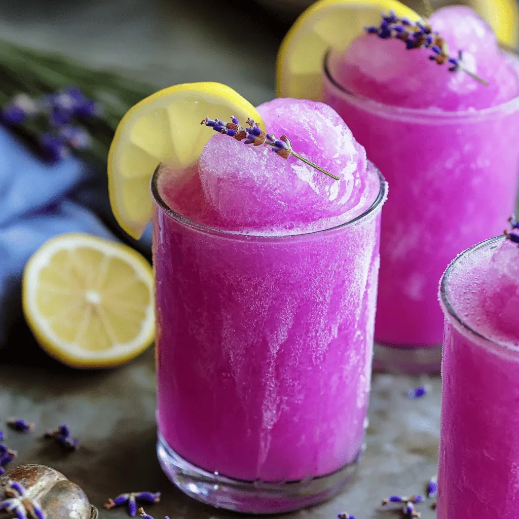 To make the Lavender Earl Grey Slush, you need some simple and fresh ingredients. Here’s the full list of what you will need: - 2 cups water - 2 tablespoons Earl Grey tea leaves - 2 tablespoons dried culinary lavender - 1/2 cup honey or agave syrup (adjust to taste) - 1 cup ice cubes - 1 tablespoon fresh lemon juice - 1 pinch of salt - Additional lavender buds for garnish (optional) These ingredients blend together to create a unique and refreshing treat. The water serves as the base, while the Earl Grey tea leaves and lavender bring floral notes. Honey or agave syrup adds sweetness, and the lemon juice gives a nice zing. The ice cubes make it icy and slushy, perfect for summer. Feel free to adjust the amount of honey or agave to match your taste. You can also add more lemon juice for extra brightness. The extra lavender buds are optional but add a lovely touch when you serve the slush. For the best flavor, use high-quality tea and culinary lavender. These will give your slush a bold and aromatic taste. Once you gather all the ingredients, you are ready to create a delightful summer drink. Check out the Full Recipe for detailed steps on how to prepare this slush. - Step 1: Bring 2 cups of water to a boil in a medium saucepan. - Step 2: Once boiling, remove the pot from heat. Add 2 tablespoons of Earl Grey tea leaves and 2 tablespoons of dried culinary lavender. Cover the pot and let it steep for 10-15 minutes. - Step 1: After steeping, strain the mixture to remove the tea leaves and lavender buds. - Step 2: While the tea is still warm, stir in 1/2 cup of honey or agave syrup until it fully dissolves. Let the mixture cool to room temperature. - Step 1: Once cooled, pour the tea mixture into a blender. Add 1 cup of ice cubes, 1 tablespoon of fresh lemon juice, and a pinch of salt. Blend until it becomes slushy. - Step 2: Taste the slush and adjust sweetness if needed by adding more honey or agave syrup. Pour the slush into chilled glasses. You can garnish it with additional lavender buds if you like. This refreshing treat is perfect for hot days and tastes just like summer! You can find the full recipe to make this delightful Lavender Earl Grey Slush in the earlier section. To make the best Lavender Earl Grey Slush, blending is key. Start by adding the cooled tea mixture to your blender. Then, add the ice cubes. Blend at a low speed first. After a few seconds, increase the speed. This method helps break down the ice evenly. You want a slushy texture, not a smoothie. For the best ice quality, use fresh ice. If your ice smells or tastes stale, it can affect your slush. Also, try to use larger ice cubes. They blend better and create a fluffier texture. Balancing sweetness in your slush is vital. If you like it sweeter, add more honey or agave syrup. Start with a little, then taste. You can always add more, but you can't take it out. Consider adding a splash of fresh lemon juice. It brightens the flavor and adds a nice zing. If you want to get creative, pair your slush with a light snack. Shortbread cookies or scones go well. They complement the floral notes of the lavender. For more tips, check out the Full Recipe. {{image_2}} You have options when it comes to sweeteners for your Lavender Earl Grey Slush. You can try using maple syrup or agave syrup. Both add a nice flavor and sweetness. Maple syrup gives a warm taste, while agave is light and smooth. If you want a low-calorie option, consider stevia or other sugar alternatives. They can work well in this recipe too. Just remember to adjust the amount based on your taste. Fruits can make your slush even more fun! You can add berries like strawberries or blueberries. These will add color and a burst of flavor. Citrus fruits like lemons or oranges also work great. They give a tangy kick that pairs well with the lavender and tea. If you want to get creative, you can mix in herbal flavors too. Fresh mint or basil can add a refreshing twist. Just chop them up and blend them with the other ingredients. For the full recipe, check out the instructions above! You can keep the Lavender Earl Grey slush in the fridge for up to three days. To store it, pour any leftovers into an airtight container. This way, it stays fresh and tasty. If you notice it separates, just give it a quick stir before serving again. If you want to enjoy the slush later, freezing is a great option. Pour the slush into a freezer-safe container. Leave some space at the top, as liquids expand when frozen. When you’re ready to enjoy it, take it out and let it thaw in the fridge for a few hours or overnight. Keep in mind that the texture may change after freezing. It can become a bit more icy than slushy. If that happens, blend it again with a little water to bring back the slushiness. Enjoy your refreshing treat anytime! For the full recipe, check out the details above. Yes, you can use regular tea. Earl Grey has a unique flavor from bergamot. If you prefer, try black tea or green tea. Each type will give a different taste. Feel free to experiment to find what you love. Yes, the slush is great for kids. However, watch the honey amount. For younger ones, use less honey. You can also swap honey for maple syrup, agave, or even sugar. These options are safe for kids. Earl Grey has caffeine, but it's low. Limiting their intake is key. Lavender has many benefits. It can help calm nerves and promote sleep. Some studies say it may ease headaches and anxiety. Lavender also has antioxidants, which are good for health. Adding it to your slush makes it tasty and beneficial. Making this slush vegan is easy. Swap honey with agave syrup or maple syrup. Both options add sweetness without animal products. You can also use coconut cream instead of regular cream. This keeps it rich and dairy-free. This blog post covered a delightful slush recipe using Earl Grey tea and lavender. You learned about essential ingredients, step-by-step instructions, and tips for the best results. We discussed variations with different sweeteners and fruits to fit your taste. Lastly, I shared storage tips and answered common questions. Experiment with this refreshing drink. It’s simple and fun to make, plus it offers unique flavors. You’ll enjoy it all summer long, with or without friends.