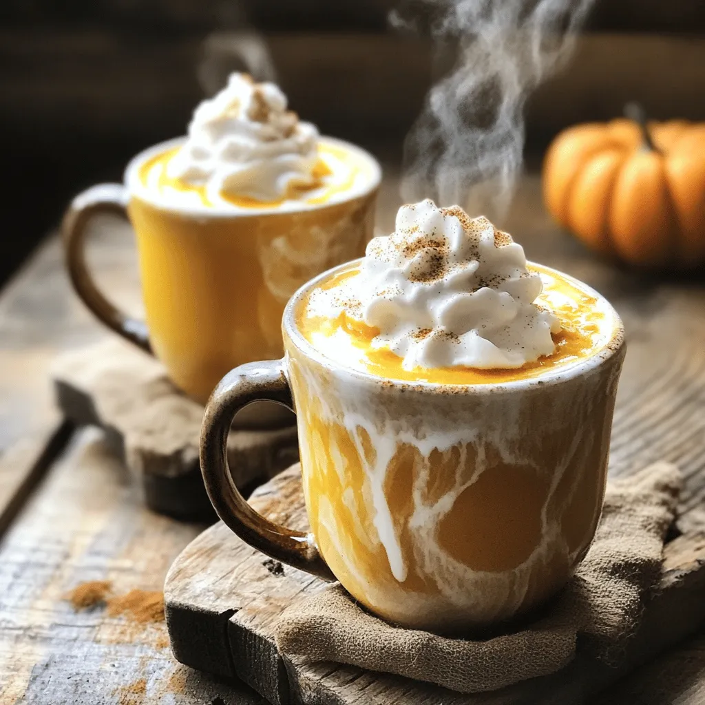 - 1 cup almond milk (or any milk of choice) - 1 cup water - 2 bags of black tea (or 2 tablespoons loose-leaf) - 1 tablespoon pumpkin puree - 1 tablespoon maple syrup - 1/2 teaspoon pumpkin pie spice - 1/4 teaspoon vanilla extract - 1/4 teaspoon ground cinnamon - Whipped cream (optional) You can make this drink your own with easy swaps. For a dairy-free option, use oat or coconut milk instead of almond milk. If you want less sugar, try using stevia or agave syrup instead of maple syrup. These changes keep the drink tasty and cozy. Using fresh pumpkin can enhance the flavor. Fresh pumpkin gives a vibrant taste and bright color. You can roast your pumpkin pieces to add depth to the drink. Canned pumpkin is a time-saver. It still tastes great and is easy to use. Both options work well, depending on your time and taste! For the full recipe, check out the detailed steps in the main article! To start, you need to heat the almond milk and water. In a saucepan, combine 1 cup of almond milk with 1 cup of water. Set the heat to medium. Watch it closely as it simmers. Do not let it boil. This step helps blend the flavors well. Next, steep the black tea. After the almond milk and water mix is warm, add two bags of black tea. Let them steep for about five minutes. This time allows the tea to develop a strong flavor. After steeping, remove the tea bags. Now, you are ready to mix in the good stuff. Start by whisking in the pumpkin and spices. Add 1 tablespoon of pumpkin puree and 1 tablespoon of maple syrup. Then, include 1/2 teaspoon of pumpkin pie spice, 1/4 teaspoon of vanilla extract, and 1/4 teaspoon of ground cinnamon. Whisk everything together until it is smooth. This step creates the rich flavor of the chai latte. You want to achieve the right consistency. Keep heating the mixture gently. Stir occasionally, but do not let it boil. Ensure it is warm and well combined. For a frothy drink, consider blending options. You can use a blender to froth it up. Pour the mixture into the blender and blend until creamy. If you prefer, use an immersion blender directly in the pan. This method is simple and effective. Now, for presentation tips. Pour the pumpkin spice chai latte into mugs. If you like, top it with whipped cream. Finish by sprinkling a bit more pumpkin pie spice or ground cinnamon on top. This adds a lovely touch to your cozy drink. Enjoy your homemade pumpkin spice chai latte! For more details, check the Full Recipe. To make your pumpkin spice chai latte even better, try adding more spices. You can mix in a pinch of nutmeg or cardamom for depth. You can also adjust the sweetness. If you like it sweeter, add more maple syrup or honey. For a different twist, use brown sugar or coconut sugar. Each option gives a unique taste to your latte. If you want a dairy-free drink, almond milk works great. You can also try oat milk or coconut milk. These options will keep your chai latte creamy and rich. For toppings, use coconut whipped cream or almond whipped cream. They add a nice touch while keeping it vegan. Batch preparation is a smart way to save time. You can make a large batch of chai base. Store it in the fridge for up to three days. When you want a latte, just heat it up and add milk. Using ready-made ingredients also helps. You can buy pumpkin puree or pumpkin spice blends to save time. This way, you’ll have a delicious drink in no time. Follow this [Full Recipe] for your perfect pumpkin spice chai latte! {{image_2}} You can use many types of milk for your chai latte. Almond milk is a great start. It adds a nutty flavor. If you want something richer, try coconut milk. It gives a creamy texture with a hint of sweetness. Oat milk is another choice. It froths well and has a mild taste. Soy milk works, too, offering a nice balance. Feel free to mix and match to find your perfect blend. Get creative with add-ins for your pumpkin spice chai latte. You can make a chocolate version by adding cocoa powder or chocolate syrup. This gives your drink a sweet twist. For caramel lovers, drizzle some caramel sauce on top. You can also add a shot of espresso for a caffeinated boost. This will give your latte a nice kick to start your day. If you prefer cold drinks, try an iced pumpkin spice chai latte. Start by brewing your chai as usual. Once it's ready, let it cool. Then, pour it over ice in a tall glass. You can blend it with ice for a refreshing, slushy drink. Add whipped cream on top for an indulgent treat. This version is perfect for warm days, keeping you cool and cozy. For the full recipe, check out the details above! To keep your pumpkin spice chai latte fresh, store it in an airtight container. This helps prevent any strange smells or flavors from getting in. Place it in the fridge and try to use it within three days. If you want to save some for later, you can freeze it. Just remember to leave some space in the container, as liquids expand when frozen. When reheating, use a saucepan over low heat. Stir it often to keep it from sticking. If you want to use the microwave, heat it in short bursts. Start with 30 seconds, then stir and check the temperature. This way, you keep the flavors intact and avoid overheating. Most of the ingredients in your chai latte have a good shelf life. Almond milk lasts about 7-10 days after opening, while canned pumpkin can stay fresh for a year if unopened. Black tea has a long shelf life, too, often lasting up to two years when stored correctly. Always check the labels and store them in a cool, dry place for best results. For the full recipe, check the earlier sections of the article. To make a Pumpkin Spice Chai Latte at home, gather these items: - 1 cup almond milk (or any milk of choice) - 1 cup water - 2 bags of black tea (or 2 tablespoons loose-leaf) - 1 tablespoon pumpkin puree - 1 tablespoon maple syrup (adjust to taste) - 1/2 teaspoon pumpkin pie spice (plus more for garnish) - 1/4 teaspoon vanilla extract - 1/4 teaspoon ground cinnamon - Whipped cream (optional) Start by heating the water and almond milk in a saucepan until it simmers. Add the black tea bags and steep for 5 minutes. Then, take the tea bags out. Mix in the pumpkin puree, maple syrup, pumpkin pie spice, vanilla, and cinnamon. Heat until warm, but don’t boil. You can blend it for a frothy finish. Pour it into mugs, add whipped cream if you like, and sprinkle more spice on top. For the full recipe, check out the details above. Pumpkin spice has many benefits. It contains cinnamon, ginger, nutmeg, and cloves. Each spice offers health perks. - Cinnamon: Helps lower blood sugar and reduces inflammation. - Ginger: Aids digestion and can ease nausea. - Nutmeg: Promotes good sleep and has antioxidant properties. - Cloves: Packed with antioxidants and may support liver health. These spices not only add flavor but also boost your health. Plus, pumpkin itself is full of vitamins A and C. It also provides fiber, which is good for digestion. Yes, you can use decaffeinated tea for your Pumpkin Spice Chai Latte. Many people enjoy chai without caffeine. Look for decaf black tea bags or loose-leaf options. This way, you can enjoy the rich flavors without the caffeine jitters. You may also find herbal chai blends that include spices without any tea leaves. So, you can sip on this cozy drink any time of day. You can find Pumpkin Spice Chai Latte at many grocery stores. Look for popular brands like Tazo or Stash. They often offer tea bags or instant mixes. If you prefer local coffee shops, many serve this drink during the fall season. You can also check online retailers for packaged mixes or specialty teas. This way, you can enjoy the taste of pumpkin spice chai latte wherever you are! This recipe for Pumpkin Spice Chai Latte is easy and fun. We covered ingredients, preparation steps, and tips for flavor. You can swap ingredients to fit your tastes. Making it vegan or finding shortcuts is possible. Try different milks or add chocolate for variety. Store leftovers to enjoy later. Now, it's your turn to create your perfect drink. Enjoy the warm flavors and share it with friends!