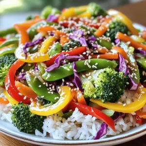 - Bell peppers (red, yellow, green) - Broccoli florets - Carrots - Sugar snap peas - Red cabbage - Sesame oil - Soy sauce (or tamari) - Honey or maple syrup - Garlic and ginger - Cooked rice - Quinoa - Sesame seeds for garnish In this Rainbow Veggie Stir Fry, I love using fresh vegetables. Each one adds color and nutrition. The bell peppers give sweetness and crunch. Broccoli florets bring a nice texture and flavor. Carrots add a hint of earthiness, while sugar snap peas offer a delightful snap. Red cabbage not only looks pretty but also adds a slight peppery bite. I use sesame oil for its rich, nutty taste. Soy sauce or tamari gives a salty depth. Honey or maple syrup balances the flavors with sweetness. Garlic and ginger round out the dish with warmth and zest. For serving, I recommend cooked rice or quinoa. Both options soak up the sauce well. A sprinkle of sesame seeds adds a nice touch. This dish is not just colorful but also a feast for your taste buds. For the full experience, don’t forget to check out the Full Recipe. - First, prepare and chop all vegetables. - Next, measure out the sauces and seasonings. Make sure to use fresh vegetables for the best taste. The colors of the veggies make this dish fun and bright. This is a great way to get kids excited about eating veggies. - Heat sesame oil in a large skillet or wok over medium-high heat. - Add minced garlic and grated ginger; sauté for about 1 minute until fragrant. - Toss in the sliced bell peppers and carrots. Stir-fry for about 3 minutes until they begin to soften. - Add the broccoli florets and sugar snap peas, cooking for an additional 2-3 minutes, stirring frequently. - Finally, add the shredded red cabbage and cook for another 2 minutes. All vegetables should be vibrant and tender but still crisp. Cooking the veggies in stages helps keep them bright and crunchy. This method lets each veggie shine while blending flavors. - In a small bowl, mix together soy sauce and honey or maple syrup. - Pour this mixture over the stir-fried veggies and toss to coat evenly. - Cook for another minute. - Remove from heat and sprinkle sesame seeds over the top for garnish. This adds a lovely crunch and flavor boost to your dish. Serve the stir fry over cooked rice or quinoa for a complete meal. For the full recipe, check out the detailed instructions earlier in this article. - Use fresh, seasonal vegetables. They taste better and add color. - Customize the sauce to your taste. Add more honey for sweetness or soy sauce for saltiness. - Avoid overcooking the vegetables. They should be crisp and bright. - Maintain brightness and crunch. This makes each bite fun and tasty. - Pair with different grains. Rice or quinoa works great. - Add proteins for a complete meal. Tofu, chicken, or shrimp can boost nutrition. Using these tips, you can make your Rainbow Veggie Stir Fry even more delicious. For the full recipe, check the section above. {{image_2}} You can add protein to your Rainbow Veggie Stir Fry for extra flavor and nutrition. - Tofu: Firm tofu works best. Press it to remove extra water, then cube it. Sauté it until golden before adding veggies. This gives a nice texture. - Chicken or shrimp: Thinly slice chicken breast or use peeled shrimp. Cook them first in the hot skillet. Once they are cooked through, add your veggies. You can mix up the vegetables based on what's in season or what you have at home. - Seasonal swaps: Try zucchini or bok choy. They add great flavor and texture. Just chop them up and toss them in when you add the other veggies. - Using frozen vegetables: Frozen veggies are a great option. They save time and are often just as nutritious. Just make sure to thaw them before cooking. Changing the sauce can give your stir fry a new twist. - Spicy versions: If you like spice, add chili paste or sriracha to the sauce. Start with a little and add more if you want more heat. - Vegan options: If you prefer vegan, skip the honey. Use maple syrup instead. It gives the same sweetness without using animal products. Explore these variations for your Rainbow Veggie Stir Fry to keep your meals exciting! For the full recipe, check out the detailed instructions above. After cooking your rainbow veggie stir fry, cool it down quickly. Store leftovers in an airtight container. This keeps your meal fresh and tasty. Use the stir fry within three days for the best flavor. Always check for signs of spoilage, like off smells or changes in color. You can freeze your stir-fried veggies for later use. Let them cool completely before packing. Use freezer-safe bags or containers to prevent freezer burn. They can last up to three months. To reheat, thaw them overnight in the fridge. Heat on the stove or in the microwave until warm. Stir often to keep them even. You can make the rainbow veggie stir fry ahead of time. Chop your veggies and store them in separate containers. This lets you mix and match for quick meals. You can also prepare the sauce in advance. Just combine the soy sauce, honey, garlic, and ginger. This makes your cooking time faster and hassle-free. Enjoy the flavors anytime with little effort! To make your stir fry healthier, focus on lower-calorie ingredients. Here are some suggestions: - Use more leafy greens like spinach or kale. - Swap out sugar snap peas for green beans to cut calories. - Replace honey with a sugar-free sweetener. - Use less oil, or choose a spray oil to control portions. - Add more protein with beans or lentils instead of meat. These changes help keep the dish light and nutritious. Plus, you'll still enjoy great flavors! Yes, you can easily make this recipe vegetarian or vegan. Here are some options: - Use tamari instead of soy sauce for a gluten-free option. - Replace honey with maple syrup or agave nectar for sweetness. - Add tofu, tempeh, or chickpeas for protein. - Use vegetable broth instead of any meat-based sauces. These swaps ensure everyone can enjoy this colorful dish! You can add many flavors and textures to your veggie stir fry. Here are some ideas: - Toss in some fresh herbs like basil or cilantro for a burst of flavor. - Add nuts like cashews or almonds for crunch. - Include other veggies such as zucchini, mushrooms, or baby corn. - Experiment with different sauces like teriyaki or sweet chili. Feel free to get creative and mix in what you love! To keep your vegetables crisp in stir fry, follow these tips: - Cook on high heat to sear the veggies quickly. - Add harder vegetables first, like carrots and broccoli. - Stir-fry in small batches to avoid steaming them. - Don't overcook; aim for vibrant colors and tenderness. These methods help maintain that satisfying crunch in every bite! This stir fry recipe uses fresh vegetables and sauces to pack in flavor. You learned how to choose the best ingredients, prepare them, and cook them just right. Remember to customize the meal to fit your taste and use seasonal veggies for the best outcome. Whether you want to make it healthier or add protein, options are plenty. Now, use these tips to create your perfect stir fry at home. Enjoy every bite!