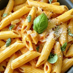 To make this tasty dish, you need: - 12 oz (340g) penne pasta - 1 tablespoon olive oil - 1 medium onion, finely chopped - 3 cloves garlic, minced - 1 teaspoon red pepper flakes (optional) - 1 (14 oz) can crushed tomatoes - 2 cups vegetable broth - 1 cup heavy cream - 1 teaspoon dried basil - 1 teaspoon dried oregano - Salt and pepper to taste - ½ cup grated Parmesan cheese (plus extra for serving) - Fresh basil leaves for garnish You can add these to make your pasta even better: - A splash of balsamic vinegar for tang - Spinach or kale for some green goodness - A pinch of sugar to balance the acidity of the tomatoes If you have dietary needs, here are some swaps: - Use gluten-free pasta for a gluten-free dish - Almond or coconut milk can replace heavy cream - Nutritional yeast can stand in for Parmesan cheese This recipe comes together quickly and brings comfort to your table. For the full recipe, check out the details above! To make One-Pot Creamy Tomato Pasta, start by heating olive oil in a large pot over medium heat. Add finely chopped onion and cook for about 4-5 minutes until it looks clear. Next, stir in minced garlic and the optional red pepper flakes. Cook this for 1-2 minutes until you smell the garlic. Then, add the crushed tomatoes, vegetable broth, and heavy cream to the pot. Mix everything well. Bring the mixture to a light boil. Once it bubbles, add the penne pasta. Make sure the pasta is fully covered by the sauce. Cover the pot and let it cook for 12-15 minutes. Stir it every few minutes to keep it from sticking. Check if the pasta is al dente and has soaked up most of the liquid. When the pasta is ready, take the pot off the heat. Stir in grated Parmesan cheese, and season with salt and pepper. If you find the sauce too thick, add a bit more broth or cream to thin it out. Serve it hot with fresh basil leaves and extra Parmesan on top. To get the best pasta, use a large pot to give it room. Stir it often during cooking to stop it from clumping together. Make sure to check the pasta a minute or two before the time is up. You want it firm but cooked through. If it seems too dry, add a little more broth or cream to keep it creamy. - Heating olive oil and cooking onion: 4-5 minutes - Adding garlic and red pepper flakes: 1-2 minutes - Mixing in tomatoes, broth, and cream: 2 minutes - Bringing to a simmer: 2-3 minutes - Cooking penne pasta: 12-15 minutes - Stirring in cheese and seasoning: 2 minutes This breakdown helps you see how quickly this dish comes together. You can prepare a tasty meal in just about 25 minutes using the Full Recipe. Enjoy the rich flavors and creamy texture of this comforting dish! One of the biggest mistakes is overcooking the pasta. Pasta should be al dente. It cooks more in the pot after you add the cream. Another mistake is adding all the ingredients at once. Start with the aromatics like onion and garlic. This builds a strong base for flavor. Skipping the seasoning can ruin your dish. Always taste and adjust salt and pepper as you go. To make cleanup easy, use a large pot. Cook everything in this pot to reduce dishes. Line your pot with parchment paper if you want. This helps with sticking. Use a wooden spoon to avoid scratches. Clean as you go. Rinse utensils and bowls right after use. This saves time later. To enhance your one-pot creamy tomato pasta, add fresh herbs. Fresh basil adds a bright taste. You can also try thyme or parsley. For a kick, include a pinch of red pepper flakes. If you want a deeper flavor, add a splash of balsamic vinegar. A dash of lemon juice can brighten the dish, too. For more richness, consider a sprinkle of smoked paprika or a bit of nutmeg. These small additions can make a big difference. {{image_2}} You can make this dish vegetarian or vegan easily. To make it vegetarian, just use vegetable broth and keep the heavy cream. For a vegan version, swap the heavy cream for coconut milk or cashew cream. This keeps the dish rich and creamy. You can also add nutritional yeast for a cheesy flavor. Using vegan cheese can add extra taste too. If you want to add protein, chicken or shrimp works well. For chicken, cut it into small pieces and cook it with the onion at the start. This helps it soak up all the great flavors. For shrimp, add them when you stir in the pasta. Cook them just until they turn pink. This keeps them tender and juicy. Adding veggies boosts nutrition and flavor. Spinach, bell peppers, or zucchini are great options. You can toss them in with the garlic for a few minutes to soften them. You can also use frozen peas or broccoli. Just stir them in during the last few minutes of cooking. This keeps them bright and fresh. Feel free to get creative with these ideas! You can find the Full Recipe at the end for all the details. To keep your One-Pot Creamy Tomato Pasta fresh, first let it cool. Place it in an airtight container. Store it in the fridge for up to three days. This way, you can enjoy it later without losing flavor. When you reheat, use a pot on low heat. Add a splash of vegetable broth or cream to keep it creamy. Stir often to avoid sticking. You can also microwave it in a bowl. Cover it with a damp paper towel. Heat in short bursts, stirring in between. If you want to freeze your pasta, use a freezer-safe container. Portion it out into single servings for easy meals. It will stay good for up to three months. To reheat, let it thaw overnight in the fridge. Then, reheat as mentioned above for the best results. It takes about 25 minutes to make One-Pot Creamy Tomato Pasta. You spend 10 minutes prepping and 15 minutes cooking. This quick time makes it great for busy nights. You can enjoy a tasty meal without a lot of fuss. Yes, you can use different types of pasta. Penne works well, but you can try spaghetti, fusilli, or farfalle. Just keep an eye on cooking times, as they may vary. Remember, thicker pasta may take longer to cook. You can use several substitutes for heavy cream. A popular choice is half-and-half. You can also use coconut milk for a dairy-free option. Another option is to blend silken tofu with a bit of water. Each choice will give a different flavor and texture. We covered the key steps to make One-Pot Creamy Tomato Pasta. You learned about essential ingredients, cooking instructions, and tips to avoid common mistakes. We also discussed fun variations and how to store leftovers. This easy dish is perfect for busy nights. Try adding your favorite proteins or veggies for an extra twist. With these tips, you can simplify cooking and enjoy delicious pasta any time. Happy cooking!