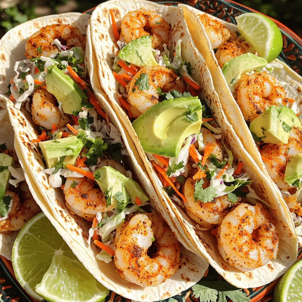 When making Spicy Cajun Shrimp Tacos, you need fresh and quality ingredients. Here’s what you will use: - 1 pound large shrimp, peeled and deveined - 2 tablespoons Cajun seasoning - 1 tablespoon olive oil - 1 teaspoon garlic powder - 1 teaspoon onion powder - 1/2 teaspoon smoked paprika - 1/4 teaspoon cayenne pepper (adjust for heat preference) - 8 small corn tortillas - 1 avocado, sliced - 1 cup slaw mix (cabbage and carrots) - 1/4 cup fresh cilantro, chopped - 1 lime, cut into wedges - Salt and pepper to taste The shrimp and seasoning create a bold flavor. The Cajun seasoning brings heat and zest. The tortillas hold everything together and add texture. To make these tacos, you need some kitchen tools: - A medium bowl for mixing - A large skillet for cooking shrimp - A spatula for flipping shrimp - A cutting board for slicing toppings For serving, a colorful platter makes the dish pop. You can also add lime wedges and extra cilantro for garnish. This makes your tacos look fresh and inviting. Remember, using quality ingredients and the right tools can make all the difference in your cooking experience. Check out the Full Recipe for more details on preparing these delicious tacos! To start, marinate the shrimp. In a medium bowl, mix the shrimp with Cajun seasoning, olive oil, garlic powder, onion powder, smoked paprika, and cayenne pepper. Add a pinch of salt and pepper. Toss until the shrimp are well coated. Let them sit for 15 to 20 minutes. This helps the flavors soak in. Next, heat a large skillet over medium-high heat. Once hot, add the shrimp in a single layer. Cook them for 2 to 3 minutes on each side. They should turn pink and opaque. Remove the shrimp from heat and set aside. Now, let’s warm the tortillas. Use a dry skillet over medium heat and place the corn tortillas inside. Warm them for about 30 seconds on each side. This makes the tortillas pliable and tasty. Next, assemble the tacos. Start with a few shrimp on each tortilla. Top it off with slaw mix, avocado slices, and chopped cilantro. This layering creates a burst of flavor in every bite. For plating, serve the tacos on a colorful platter. Add lime wedges on the side for a fresh touch. You can garnish with extra cilantro for a pop of color. As for side dishes, consider serving these tacos with black beans or rice. They complement the shrimp nicely. You can also add a fresh salad for extra crunch. Enjoy your Spicy Cajun Shrimp Tacos with these simple sides for a complete meal. For the full recipe, check out the details above! To make your spicy Cajun shrimp tacos just right, adjust the heat level. Start with the cayenne pepper. If you like it hot, add more. If you prefer mild, use less. Taste the shrimp after cooking. This helps you know if you need more spice. For seasoning tips, use a good Cajun blend. I recommend one with herbs like oregano and thyme. Adding garlic powder and onion powder boosts flavor. A little smoked paprika gives a nice depth. Mix these spices well with the shrimp. Fresh toppings can transform your tacos. For avocado, pick ripe ones for a buttery texture. Use crunchy slaw mix for a nice bite. You can add sliced radishes for color and crunch. Seasonal vegetables are great too. In summer, try fresh corn or diced tomatoes. In spring, add sliced cucumbers for a cool touch. These choices make your tacos vibrant and fresh. Each ingredient adds a new layer of flavor. Remember, freshness is key to a great taco! For the complete recipe, check out the Full Recipe section. {{image_2}} You can swap shrimp for other proteins. Chicken, fish, or tofu work well. For chicken, use equal parts Cajun seasoning and olive oil. Cook it until it's golden and juicy. For fish, white fish like tilapia tastes great with the same spices. If you want to go vegetarian, try using firm tofu. Press it to remove water, then cut it into cubes. Marinate the tofu as you would the shrimp. Tortillas can change the whole taco vibe. Try flavored tortillas, like spinach or sun-dried tomato, for a fun twist. You can also make your own! Homemade tortillas taste fresh and delicious. If you need gluten-free options, choose corn tortillas. They are naturally gluten-free and add a nice crunch. Sauces can enhance your tacos a lot. A zesty lime crema pairs well. To make it, mix Greek yogurt with lime juice and zest. You can also use a spicy salsa or a tangy chipotle mayo. Store-bought options work, too; just read the labels for quality. If you want to keep it simple, a sprinkle of hot sauce adds great flavor without fuss. For the full recipe, check out the details given earlier. To keep your leftover tacos fresh, wrap them tightly in plastic wrap or foil. Store them in an airtight container. This will help keep the flavors and textures intact. You can also store the shrimp and tortillas separately. For shrimp storage, place the cooked shrimp in a sealed container. Store it in the fridge for up to three days. If you have raw shrimp, keep it in its original packaging. Use it within one to two days for the best quality. When reheating shrimp, place them in a skillet over low heat. This way, the shrimp warms gently without drying out. Stir often to heat evenly. For tortillas, heat them in a dry skillet. Warm them for about 15 seconds on each side. This will keep them soft and pliable. You can also wrap them in a damp paper towel and microwave for about 10 seconds. This method helps maintain their freshness and flavor. For the full recipe, check out the instructions above. How to make shrimp tacos spicier? To spice up your shrimp tacos, add more cayenne pepper or hot sauce. You can also use a spicier Cajun seasoning blend. Try adding fresh jalapeños or chili flakes for an extra kick. Can I use frozen shrimp? Yes, you can use frozen shrimp. Just thaw them before marinating. Place the shrimp in a bowl of cold water for about 15-20 minutes. This will help the shrimp cook evenly. What are the best sides for shrimp tacos? Great sides include rice, beans, or a fresh salad. You can also serve chips with salsa or guacamole. These sides add flavor and make your meal more filling. How can I meal prep this dish? Meal prepping is easy with shrimp tacos. Cook the shrimp and store them in an airtight container. Prepare the slaw mix and toppings ahead of time too. Just warm the tortillas right before serving. Is this recipe gluten-free? Yes, this recipe is gluten-free. Corn tortillas are naturally gluten-free. Just check the labels to ensure no hidden gluten ingredients. How to make it nut-free? This recipe is already nut-free. Just ensure that any toppings or sauces you choose also do not contain nuts. Always read labels to be safe. Enjoy your Spicy Cajun Shrimp Tacos with confidence! For the full recipe, check the provided details. You learned about key ingredients for spicy Cajun shrimp tacos and essential cooking tools. I shared tips for marinating shrimp and ways to layer your tacos for great taste. I also covered alternatives to shrimp and different tortilla options. Lastly, I provided storage and reheating advice. With these insights, you can now create delicious tacos that fit your taste and needs. Enjoy cooking and experimenting with flavors, and don't shy away from creativity!