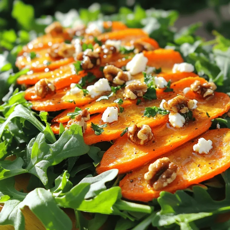 - 1 lb carrots, peeled and sliced into thin strips - 2 tablespoons honey - 1 tablespoon olive oil - Salt and pepper to taste - 4 cups mixed greens (arugula, spinach, or lettuce) The main ingredients create the base of your salad. The carrots bring natural sweetness, enhanced by honey. The olive oil adds richness, while the mixed greens provide a fresh crunch. Salt and pepper balance flavors. - 1/4 cup feta cheese, crumbled - 1/4 cup walnuts, toasted and chopped - 2 tablespoons apple cider vinegar - Fresh parsley, chopped for garnish These toppings elevate the dish. Feta cheese adds a creamy, tangy element. Walnuts introduce a nice crunch and nutty flavor. Apple cider vinegar brings zesty brightness, while parsley adds a pop of color and freshness. - Other vegetables (e.g., bell peppers, red onion) - Seeds (e.g., pumpkin or sunflower seeds) - Different cheese types (e.g., goat cheese or parmesan) Feel free to customize your salad. You can add more vegetables for extra flavor and texture. Seeds boost crunch and nutrition. Changing cheese types can create a whole new taste experience. For the full recipe, check out the complete instructions. - Preheat your oven to 400°F (200°C). - In a large bowl, combine sliced carrots, honey, olive oil, salt, and pepper. Toss until the carrots are well coated. - Spread the carrots on a baking sheet. - Roast for 20-25 minutes, stirring halfway through. This helps them cook evenly and get that nice caramel color. - In another bowl, toss mixed greens with apple cider vinegar and a pinch of salt. - Once the carrots cool slightly, add them to the greens. - Top with crumbled feta cheese and toasted walnuts. - Gently toss everything together to combine. Adjust seasoning if needed. - Garnish with chopped fresh parsley before you serve. For the full recipe, check out the detailed instructions. Enjoy this vibrant salad packed with flavor! How do you achieve caramelization without burning? Start by cutting the carrots into even strips. This helps them cook at the same rate. Toss them well with honey and olive oil. Spread them out on the baking sheet. Make sure they are not too crowded. This allows heat to circulate, giving you a nice caramelization. For even cooking, stir the carrots halfway through roasting. Keep an eye on them after 20 minutes. You want them tender and golden, not charred. If they start to brown too fast, lower the oven temperature slightly. How do you wash and dry greens properly? Rinse the greens under cold water. Gently shake off excess water. A salad spinner works great for this. It removes moisture without bruising the leaves. Dry greens help the dressing stick better. To store leftover salad, keep the greens and toppings separate. Place the greens in a sealed container. Use a paper towel to absorb moisture. This keeps them fresh longer. Keep the toppings in a separate container to maintain their crunch. What spices or herbs work well with this salad? Try adding fresh dill or thyme. They pair nicely with honey and carrots. A sprinkle of smoked paprika adds a warm twist. For homemade dressings, consider a simple mix of olive oil and lemon juice. This keeps things light and bright. You can also mix yogurt with herbs for a creamy dressing. For the full recipe, check out the details above! {{image_2}} You can change this salad to fit many styles. For a Mediterranean twist, add olives and fresh herbs like oregano. This mix brings a bright taste that pairs well with the sweet carrots. You can also try an Asian-inspired version. Use toasted sesame oil and top it with sliced scallions. The nutty flavor and crunch add a fun crunch to the salad. The great thing about this salad is its flexibility with the seasons. In the fall, you might add diced apples or tart cranberries. These fruits bring a sweet and tangy taste that works well with the honey-roasted carrots. In summer, consider adding fresh tomatoes. Their juicy texture adds a refreshing bite and brightens the dish. If you need vegan options, skip the feta cheese. Instead, use avocado for creaminess or a sprinkle of nutritional yeast for a cheesy taste. For those with nut allergies, you can swap walnuts for seeds like pumpkin or sunflower. These seeds add crunch without the worry of nuts. Feel free to explore these variations to make your honey roasted carrot salad truly yours! For the full recipe, refer to the Honey Roasted Carrot Salad section. To keep your honey roasted carrot salad fresh, store it in a sealed container. This helps prevent air from making the greens wilt. Place the salad in the fridge and use it within three days for the best taste. If you leave it longer, the greens may get soggy, and the flavors can fade. You can freeze honey roasted carrots, but it is best to freeze them separately. To do this, let the carrots cool completely, then place them in a single layer on a baking sheet. Freeze until solid, then transfer to a freezer bag. When you are ready to enjoy, thaw them in the fridge overnight. Reheat in the oven at 350°F (175°C) for about 10 minutes. Preparing ingredients in advance can save time. You can slice the carrots and store them in the fridge for up to two days. The mixed greens can also be washed and dried ahead of time. For best results, keep the salad components separate until you are ready to serve. This keeps everything fresh and crunchy. Yes, you can use pre-packaged carrots. They save time and cut down prep work. Just make sure they are fresh. If they are already cut, you can skip the slicing step. This makes your cooking easier. However, fresh carrots often taste better. To serve more people, simply double or triple the ingredients. Increase the amount of carrots, honey, and greens. Use a big baking sheet for roasting. Make sure you have enough space for the carrots to roast evenly. You can also mix the salad in a large bowl. This salad pairs well with grilled chicken or fish. You can also serve it with quinoa or couscous. Another great option is crusty bread. All these sides enhance the meal and add variety. Yes, this salad is gluten-free. It contains no gluten ingredients. You can enjoy it on many diets. If you need it vegan, just leave out the feta cheese. This salad is very flexible for different dietary needs. To make the salad vegan, skip the feta cheese. You can add extra nuts or seeds for protein. Try using avocado for creaminess. This keeps the salad tasty and satisfying while being plant-based. For the full recipe, check the details above. This blog post explained how to make a honey roasted carrot salad. You learned the key ingredients, roasting steps, and tips for great flavor. I shared ideas for variations and storage too. Try this easy salad recipe for a fresh taste. It fits many diets and can be changed to suit your likes. Enjoy your cooking and make it your own!