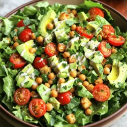 To make a great Vegan Caesar Salad, you'll need the following main ingredients: - 1 large head of romaine lettuce, chopped - 1 cup cherry tomatoes, halved - 1 avocado, sliced - 1 cup chickpeas, roasted until crispy - ½ cup whole grain croutons - ¼ cup nutritional yeast These ingredients give the salad its crunch and flavor. The romaine lettuce adds a fresh base. Cherry tomatoes give a sweet pop, while avocado brings creaminess. Crispy chickpeas and croutons add a nice crunch. The dressing is key to a Vegan Caesar Salad. Here are some alternatives you can use: - 2 tablespoons tahini - 2 tablespoons lemon juice - 1 tablespoon Dijon mustard - 1 garlic clove, minced - Salt and pepper to taste Tahini offers a nutty taste. Lemon juice brightens the flavor. You can add more garlic for extra zing. If you need it creamier, mix in a bit of plant-based yogurt. To take your salad to the next level, consider these toppings: - Fresh parsley, chopped (for garnish) Parsley adds a burst of color. You can also sprinkle more nutritional yeast for a cheesy flavor. Try adding some toasted nuts or seeds for extra crunch. If you love spice, a pinch of red pepper flakes works well. For the full recipe, check out the Chic Vegan Caesar Salad section! To start, make the dressing. In a small bowl, add tahini, lemon juice, mustard, and minced garlic. Whisk these ingredients together until smooth. If it feels too thick, you can add a little water. This will help you get the right texture. Finally, season with salt and pepper to match your taste. This creamy dressing adds a rich flavor to your salad. Next, let's roast the chickpeas. Preheat your oven to 400°F (200°C). Drain and rinse one cup of chickpeas. Then, spread them evenly on a baking sheet. Drizzle a little olive oil over them and sprinkle with salt and pepper. Roast for about 20-25 minutes. Make sure to shake the pan halfway through. This helps them cook evenly and turn crispy. Crispy chickpeas add a great crunch to the salad. Now it’s time to put your salad together. In a large bowl, add the chopped romaine lettuce. Then, toss in halved cherry tomatoes and sliced avocado. Drizzle the dressing over the top and gently mix everything. Be careful not to mush the avocado. After mixing, add the roasted chickpeas and croutons for extra crunch. Finally, sprinkle chopped parsley on top for a fresh touch. Your salad is now ready to enjoy! For more detailed steps, check the Full Recipe. To get crispy chickpeas, start with dried chickpeas. Soak them overnight. Drain and rinse them well. Place them on a baking sheet. Drizzle with olive oil and sprinkle with salt and pepper. Roast them at 400°F for about 20-25 minutes. Shake the pan halfway through to cook evenly. They should be golden and crunchy when done. This adds great texture to your salad. When making the dressing, whisk the tahini and lemon juice first. This helps create a smooth base. Add Dijon mustard and minced garlic next. Stir well until fully blended. If the dressing is thick, add a little water. Keep whisking until it reaches your desired consistency. Season with salt and pepper. This method ensures every bite is flavorful. To serve, use a large bowl or individual plates. Layer the romaine, tomatoes, and avocado first. Drizzle the dressing over the top, then toss gently. Add the crispy chickpeas and croutons last. This keeps them crunchy. For a pop of color, sprinkle fresh parsley on top. You can also add more avocado slices if you like. Serve right away for the best taste. For the complete experience, check out the Full Recipe. {{image_2}} You can easily make this Vegan Caesar Salad gluten-free. Swap whole grain croutons for gluten-free ones. Look for croutons made from rice or gluten-free bread. You can also use baked chickpeas for that crunch. They add flavor and texture without gluten. To boost protein in your salad, add tofu or tempeh. Firm tofu works best when cubed and lightly pan-fried. It absorbs flavors well and adds creaminess. Tempeh is another great choice. Slice it thin, marinate it, and grill for a tasty twist. Both options give your salad a hearty feel. To add more flavor, try fresh herbs and spices. Basil, dill, or cilantro can brighten the dish. A sprinkle of smoked paprika gives a nice kick. You can even add a dash of cayenne pepper for heat. Experiment with flavors you love to make the salad your own. For the full recipe, check out the Chic Vegan Caesar Salad 🥗. If you have leftover salad, keep it fresh. Place the salad in an airtight container. Store it in the fridge. Use it within two days for the best taste. The lettuce may wilt if stored too long. To avoid this, keep the dressing separate. For the dressing, store it in a small jar or container. Make sure it’s tightly sealed. The dressing will last about one week in the fridge. If it thickens, add a bit of water and shake to mix. This keeps the flavors fresh and bright. To enjoy crispy chickpeas again, preheat your oven to 350°F (175°C). Spread the chickpeas on a baking sheet. Heat them for about 10 minutes. This brings back their crunch. You can also use an air fryer for a quicker option. Just toss them in for about 5 minutes. Enjoy them as a snack or on your salad! If you cannot find nutritional yeast, try using tahini or ground cashews. Both add creaminess. Another option is to blend some sunflower seeds with a bit of salt. This mix can mimic the cheesy taste. Nutritional yeast adds a unique flavor, so try to match it as closely as you can. Yes, you can prepare this salad ahead of time. Just keep the dressing separate until serving. This helps keep the greens fresh and crunchy. You can mix all the salad ingredients, but add the dressing later. Roasted chickpeas stay crispy if stored in an airtight container. Yes, this Vegan Caesar Salad is low in calories. It uses fresh vegetables and healthy fats from avocado. The chickpeas add protein and fiber without many calories. Each serving is light but filling, making it a great choice for a healthy meal. Enjoy this salad guilt-free! This Vegan Caesar Salad blends simple ingredients, tasty dressings, and fun toppings. You learned how to prepare a delicious dish step-by-step. Tips for perfect chickpeas and mixing help unlock great flavor. Explore variations for gluten-free options and protein additions. Lastly, proper storage keeps your salad fresh and tasty. Enjoy crafting your own unique salad. Each bite can offer a tasty adventure.