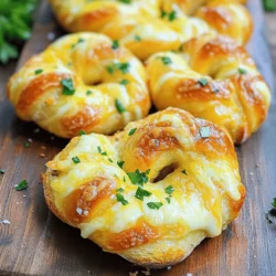 To make Easy Cheesy Garlic Bread Twists, you need a few key ingredients: - 1 package of refrigerated pizza dough - 1/2 cup unsalted butter, melted - 4 cloves garlic, minced - 1 teaspoon dried Italian seasoning - 1 cup shredded mozzarella cheese - 1/2 cup grated Parmesan cheese - Salt and pepper to taste These ingredients work together to create a tasty snack. The pizza dough gives you a soft and chewy base. The garlic and butter mix adds rich flavor. The cheeses melt perfectly, giving you that gooey texture we all love. You can add some garnishes to enhance your bread twists. Fresh parsley is a great option. It adds a pop of color and freshness. You might also like a sprinkle of chili flakes for some heat. If you're feeling adventurous, try adding a drizzle of balsamic glaze for a sweet touch. Using the best ingredients makes a big difference. Opt for fresh garlic instead of garlic powder. Fresh garlic gives a stronger flavor. When picking cheese, choose good-quality mozzarella and Parmesan. They melt better and taste richer. If you can, buy unsalted butter for more control over seasoning. This way, you can adjust salt to your taste. Always remember, quality matters when you want to impress! For the complete recipe, check out the Full Recipe. Start by preheating your oven to 400°F (200°C). Grab a baking sheet and line it with parchment paper. This will help your twists bake evenly and avoid sticking. Next, roll out the pizza dough on a floured surface. Aim for a rectangle about 1/4 inch thick. This thickness helps create that perfect twist. In a small bowl, mix melted butter with minced garlic and dried Italian seasoning. Add salt and pepper to taste. This blend makes the bread bursts with flavor. Brush half of this garlic butter mix over the dough. Then, sprinkle the shredded mozzarella and grated Parmesan cheese on top. Make sure you cover the dough well for the best cheesy experience. Fold the dough in half along the long edge. This creates a thicker rectangle. Now, cut the dough into strips about 1 inch wide using a pizza cutter. Each strip needs to be twisted several times to form a spiral shape. Place the twists on your prepared baking sheet, leaving some space between them. Brush the remaining garlic butter over the twists. Bake for 12-15 minutes until golden brown and the cheese is bubbly. Once they are out of the oven, let them cool for a few minutes. Garnish with fresh parsley before serving. For the full recipe, check the section above. To get the best twists, roll the dough out evenly. Aim for a rectangle, about 1/4 inch thick. This thickness helps the twists bake well. Cut the dough into 1-inch strips, making sure each piece is the same size. When you twist, use gentle pressure to create a nice spiral. This way, the cheese and garlic blend perfectly inside. To boost the flavor, use fresh garlic instead of jarred. Fresh garlic adds a bright taste. You can also mix herbs into the butter. Try adding rosemary or thyme for a fresh twist. If you love heat, sprinkle some red pepper flakes on the cheese. This adds a nice kick to each bite. These twists work great as snacks or appetizers. Serve them warm on a wooden board for a rustic look. Drizzle some extra garlic butter on top for more flavor. You can also add a side of marinara sauce for dipping. Fresh parsley adds color and a fresh taste. Pair these twists with a salad or soup for a full meal. Enjoy them at a game night or family gathering. They are sure to impress! For the full recipe, check out Easy Cheesy Garlic Bread Twists. {{image_2}} You can make these twists even better by adding more cheese. Try using sharp cheddar, creamy gouda, or spicy pepper jack. Each cheese gives a new taste and texture. Mix and match your favorite cheeses for a fun twist. For example, add a little feta for a salty kick. The mix of flavors will make your garlic bread even more exciting. Feel free to add more spices to boost the flavor. Some great choices are crushed red pepper, smoked paprika, or even dried basil. A sprinkle of garlic powder can make the garlic flavor pop even more. You can also use fresh herbs like thyme or rosemary for a fresh taste. Experiment with these seasonings to find your perfect blend. You might discover a new favorite! If you want something heartier, try stuffing your twists. Spread a layer of cream cheese or pesto on the dough before adding the cheese. You can also add cooked spinach, sun-dried tomatoes, or diced peppers for extra flavor. Just remember to seal the edges well. This way, the filling stays inside while baking. Stuffed twists are a tasty way to surprise your guests. They will love the added flavors and textures! For the full recipe, check out Easy Cheesy Garlic Bread Twists. To keep your Easy Cheesy Garlic Bread Twists fresh, place them in an airtight container. Avoid stacking them to prevent squishing. Store the container in the fridge for up to three days. If you want to enjoy them later, freezing is a good option. When ready to eat, you can easily reheat the twists. Preheat your oven to 350°F (175°C). Place the twists on a baking sheet and cover them loosely with foil. Heat for about 10 minutes until warm. This keeps them soft and cheesy. You can also use a microwave, but they may lose some crispiness. Freezing these twists is simple. After baking, let them cool completely. Wrap each twist in plastic wrap, then place them in a freezer bag. They can last up to two months in the freezer. When you're ready to eat, thaw them in the fridge overnight and follow the reheating instructions. Enjoy a warm snack anytime! Yes, you can use store-bought pizza dough. It saves time and effort. Look for fresh dough in the fridge section of your store. This option works well for quick snacks or parties. Just roll it out and follow the recipe for Easy Cheesy Garlic Bread Twists. To make these twists dairy-free, swap the butter for a dairy-free alternative. Use oils like olive oil or coconut oil. For cheese, choose dairy-free cheese options available in stores. Many brands offer good melting choices that still taste great. Adjust seasonings if needed to keep flavors balanced. Many dips pair well with garlic bread twists. Here are some ideas: - Marinara sauce - Garlic butter sauce - Creamy ranch - Spinach and artichoke dip - Pesto These dips add flavor and fun to your snack. Try them all to find your favorite! For the full recipe, check out the Easy Cheesy Garlic Bread Twists. You learned how to make Easy Cheesy Garlic Bread Twists today. We talked about the key ingredients and how to prepare the dough. Twisting and baking brings all those flavors together. I shared tips for perfect twists and ways to enhance taste. You can also explore fun variations and smart storage tips. In the end, these delicious twists are simple and fun to make. You can share them at parties or enjoy them as a snack. Enjoy creating your own tasty version!