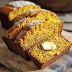For the perfect pumpkin spice banana bread, gather these ingredients: - 1 ½ cups ripe bananas, mashed (about 3 medium bananas) - 1 cup pumpkin puree - ½ cup neutral oil (such as canola or grapeseed) - ½ cup brown sugar - ½ cup granulated sugar - 2 large eggs - 1 teaspoon vanilla extract - 1 ½ cups all-purpose flour - 1 teaspoon baking soda - 1 teaspoon baking powder - 1 teaspoon ground cinnamon - ½ teaspoon ground nutmeg - ½ teaspoon ground ginger - ¼ teaspoon ground cloves - ½ teaspoon salt - Optional: ½ cup chopped walnuts or pecans - Optional: ½ cup chocolate chips Each ingredient plays a key role in building flavors. The ripe bananas add natural sweetness and moisture. Pumpkin puree brings a rich texture and earthy taste. The mix of spices gives warmth, making it cozy and comforting. You can also add nuts or chocolate chips for extra crunch and sweetness. The Full Recipe helps you create this delightful treat in your own kitchen. Enjoy the process! 1. Preheat the oven and prepare the loaf pan. Set your oven to 350°F (175°C). Grease a 9x5 inch loaf pan, or use parchment paper for easy removal. 2. Combine wet ingredients in a mixing bowl. In a large bowl, mash 1 ½ cups of ripe bananas, about 3 medium ones. Add 1 cup of pumpkin puree, ½ cup of neutral oil, ½ cup of brown sugar, ½ cup of granulated sugar, 2 large eggs, and 1 teaspoon of vanilla extract. Mix until smooth. 3. Mix dry ingredients in a separate bowl. In another bowl, whisk together 1 ½ cups of all-purpose flour, 1 teaspoon of baking soda, 1 teaspoon of baking powder, 1 teaspoon of ground cinnamon, ½ teaspoon of ground nutmeg, ½ teaspoon of ground ginger, ¼ teaspoon of ground cloves, and ½ teaspoon of salt. 1. Combine wet and dry ingredients carefully. Gradually add the dry mix to the wet mix. Stir gently until just combined. It’s fine to have a few lumps. 2. Fold in optional mix-ins. If you like, gently mix in ½ cup of chopped walnuts or pecans and ½ cup of chocolate chips. 3. Pour batter into the loaf pan and bake. Spread the batter evenly in the pan. Bake for 60 to 70 minutes. Check for doneness with a toothpick. It should come out clean. 1. Check doneness with a toothpick. Insert a toothpick in the center. If it comes out clean, your bread is ready. 2. Cooling time and transferring to a wire rack. Remove the bread from the oven and let it cool in the pan for 10 minutes. Then, transfer it to a wire rack to cool completely. You can find the full recipe above for all the details. Enjoy making this cozy treat! - Measuring ingredients accurately: Use measuring cups and spoons for best results. Level off dry ingredients with a knife for precision. Too much flour can make the bread dense. - Avoiding overmixing the batter: Mix wet and dry ingredients until just combined. Lumps are okay! Overmixing makes the bread tough. - Best ways to serve pumpkin spice banana bread: Slice the warm bread and serve it fresh. It’s tasty on its own but even better with toppings. - Topping ideas: Spread a pat of butter on each slice for richness. A sprinkle of cinnamon sugar adds a sweet touch. Try drizzling honey or maple syrup for extra flavor. - Overbaking or underbaking: Watch the time closely. Insert a toothpick into the center to check doneness. If it comes out clean, the bread is ready. - Ingredient substitution pitfalls: Stick to the recipe for best results. Substituting can change the texture and taste. For example, using too much oil may make it greasy. Follow these tips to make your pumpkin spice banana bread a hit! You can find the full recipe for this cozy delight in the earlier section. {{image_2}} You can play with the spices in pumpkin spice banana bread. Try adding cardamom for a warm twist. You can also use different sugars. Coconut sugar can give a nice caramel taste. These changes will make your bread unique and exciting. If you need gluten-free options, try almond or oat flour. Both will keep the bread soft and tasty. For a vegan version, replace eggs with flax eggs. Use applesauce instead of oil for moisture. These swaps make the recipe friendly for many diets. Serving ideas can make your bread stand out. Slice it into thick pieces and serve warm. You can add a pat of butter or a sprinkle of cinnamon sugar on top. For a fun garnish, try pumpkin seeds or a drizzle of honey. These touches will make your dish look and taste amazing. After baking, let your pumpkin spice banana bread cool in the pan for about 10 minutes. This step helps set the crust and keeps it from becoming soggy. Once cooled, take it out of the pan and place it on a wire rack. This allows air to circulate around the bread, keeping it fresh. To store your banana bread for a short time, wrap it tightly in plastic wrap or aluminum foil. You can also place it in an airtight container. This will help keep it moist and flavorful. If you want to save some for later, freezing is a great option. You can freeze the whole loaf or cut it into slices. If freezing slices, lay them flat in a single layer on a baking sheet first. Once frozen, stack them with parchment paper between each slice. This method helps to prevent sticking. For the whole loaf, wrap it tightly in plastic wrap, then in aluminum foil. This double wrapping keeps out air and moisture. When you are ready to enjoy it again, thaw the bread in the fridge overnight. You can also leave slices out at room temperature for a few hours. This helps retain the taste and texture, making it just as delicious as fresh. Pumpkin spice banana bread lasts about 2 to 3 days at room temperature. Keep it in a cool, dry place. If you store it in the refrigerator, it can last up to a week. Just remember to wrap it well to keep it fresh. For the best taste, enjoy it within the first few days. After that, it may still be safe to eat, but the flavor and texture can change. What can I substitute for pumpkin puree? You can use applesauce or mashed sweet potatoes instead of pumpkin puree. Both options add moisture and sweetness. They also bring a nice flavor to the bread. How do I know when the banana bread is done baking? Check the bread with a toothpick. Insert it into the center. If it comes out clean, the bread is done. It should also be golden brown on top. Can I use ripe bananas with brown spots for this recipe? Yes! Ripe bananas with brown spots are perfect. They are sweeter and more flavorful, making your bread even better. Use them whenever you can! What to do if the bread is too dense or too dry? If your bread is dense, it may need more mixing. If it’s too dry, add a little more oil or pumpkin puree next time. This will help keep it moist. How to fix a sunken top on the banana bread? A sunken top often means the bread was underbaked. Make sure to bake it long enough. Use a toothpick to check for doneness in the center. How to adjust sweetness for personal preference? You can reduce the sugar if you like it less sweet. Start with half a cup of sugar and adjust from there. You can also add more mashed bananas for natural sweetness. Can I make mini loaves instead of a standard loaf? Absolutely! Just divide the batter into smaller loaf pans. Mini loaves will bake faster, so check them at about 30-40 minutes. Enjoy making these cute little treats! In this article, we explored how to make delicious pumpkin spice banana bread. We covered essential ingredients, step-by-step instructions, baking tips, and common mistakes. You learned how to add variations, store your bread, and answer common questions. Baking is fun and rewarding. With practice, your banana bread can become a family favorite. Enjoy your baking journey and share your tasty results!