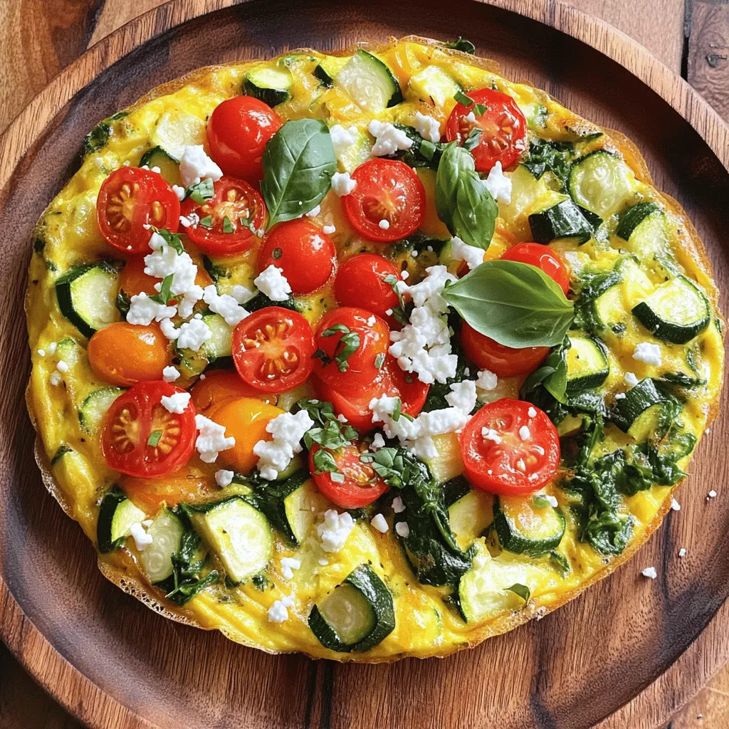 To make a delicious garden veggie frittata, gather these ingredients: - 6 large eggs - 1/4 cup milk (or dairy-free milk) - 1 cup spinach, chopped - 1 medium zucchini, diced - 1/2 red bell pepper, diced - 1/2 cup cherry tomatoes, halved - 1/4 cup onion, finely chopped - 1/2 cup feta cheese, crumbled (optional) - 2 tablespoons olive oil - Salt and pepper to taste - Fresh basil for garnish (optional) These ingredients create a vibrant dish that bursts with flavor. Feel free to add your favorite veggies or herbs. Here are some great ideas: - Mushrooms, sliced - Broccoli florets - Asparagus, chopped - Fresh herbs like parsley or dill - Different cheeses like cheddar or goat cheese Mix and match to make the frittata your own. This veggie frittata is not just tasty but also nutritious. Each serving has: - Protein from eggs and cheese - Vitamins from spinach and bell pepper - Healthy fats from olive oil - Low carbs, making it a great choice for many diets This dish offers a balanced meal packed with essential nutrients. Enjoy the guilt-free goodness! To make a great garden veggie frittata, start with fresh ingredients. Gather everything you need first. Use a large bowl to whisk together the eggs and milk. This mix will be the base of your frittata. Add salt and pepper to taste. Chop your veggies: spinach, zucchini, red bell pepper, and onion. Halve the cherry tomatoes. If you like, crumble some feta cheese for extra flavor. Use an oven-safe skillet for this recipe. Heat the olive oil over medium heat. Add the chopped onion. Sauté it for about 3-4 minutes until it looks clear. Then, add the diced zucchini and red bell pepper. Cook these for another 3-4 minutes. Next, stir in the spinach and cherry tomatoes. Cook until the spinach wilts, which takes about 2 minutes. Now, pour the egg mix over the vegetables. Stir gently to spread them out. If you want, sprinkle the crumbled feta cheese on top. Let the frittata cook on the stove for about 5 minutes. You will notice the edges start to set. Now, it’s time to bake! Move the skillet to the oven, set at 375°F (190°C). Bake for 15-20 minutes. The frittata should puff up and turn golden. To check if it’s done, insert a knife in the center. If it comes out clean, it’s ready! Once baked, take it out and let it cool for a few minutes. Slice it up and serve it warm or at room temperature. Garnish with fresh basil for a nice touch. Serve it alongside mixed greens for a colorful plate. For the full recipe, check the earlier section! When making your Garden Veggie Frittata, avoid these common mistakes: - Overcooking the vegetables: You want them soft but not mushy. - Skipping the whisking: Mix eggs and milk well for a fluffy texture. - Not seasoning enough: Salt and pepper make a big difference in flavor. You can easily adapt this recipe for different diets: - Dairy-free: Use plant-based milk and skip the feta. - Gluten-free: This recipe is naturally gluten-free; no changes needed! - Low-carb: Replace the potatoes with extra veggies like mushrooms or spinach. To take your frittata to the next level, try these ideas: - Add herbs: Fresh basil or parsley adds a bright flavor. - Incorporate spices: A pinch of paprika or chili flakes can add warmth. - Experiment with cheese: Try goat cheese or cheddar for different tastes. For more guidance, check the Full Recipe for detailed steps. Enjoy your cooking! {{image_2}} You can change the veggies in your frittata to suit your taste. Try using broccoli, asparagus, or even mushrooms. You can mix and match based on what you have at home or what’s in season. This flexibility makes the recipe fun and unique every time. Feta is a great choice, but you can also use cheddar, goat cheese, or mozzarella. Each cheese adds a different flavor and creaminess. For a dairy-free option, try using nutritional yeast or a plant-based cheese. Experimenting with cheese can really change the dish! Herbs like basil, chives, or parsley boost flavor. You can mix in spices like paprika or a pinch of chili flakes for some heat. Fresh herbs taste great, but dried ones work too. Adding these extras makes every bite exciting and fresh. For the full recipe, check out the earlier section. Enjoy making your frittata! After enjoying your Garden Veggie Frittata, let it cool to room temperature. Slice the frittata into portions. Place each slice in an airtight container. This helps to keep it fresh. Store it in the fridge for up to three days. Make sure to separate layers with parchment paper to avoid sticking. When you are ready to eat the leftovers, preheat your oven to 350°F (175°C). Place the slices on a baking sheet. Heat them for about 10-15 minutes. This method warms the frittata evenly. You can also use a microwave. Heat on medium for 1-2 minutes, but this may make it soft. To freeze the frittata, let it cool completely first. Cut it into individual slices. Wrap each slice tightly in plastic wrap. Place the wrapped slices in a freezer-safe bag or container. Label it with the date. You can freeze frittata for up to three months. When you are ready to eat, thaw it in the fridge overnight before reheating. Enjoy a quick and tasty meal anytime! For the complete details, check the Full Recipe. The best way to serve a frittata is warm or at room temperature. Slice it into wedges. You can add fresh basil on top for color. A side of mixed greens adds crunch. This makes your plate bright and inviting. You can tell the frittata is done when it puffs up and turns golden. Insert a knife into the center. If it comes out clean, the frittata is ready. The edges should also look set, not runny. Yes, you can make a frittata in advance. Cook it fully, then let it cool. Store it in the fridge for up to three days. Reheat it in the oven or microwave before serving. This saves time on busy mornings. You can serve a veggie frittata with a fresh salad or some toast. A dollop of salsa or a side of avocado works well too. For a heartier meal, pair it with roasted potatoes. These sides make the meal complete. The Garden Veggie Frittata offers a great mix of taste and nutrition. You learned how to prepare it with fresh veggies while also customizing it to your needs. Using the right cooking method ensures a perfect frittata every time. Remember to avoid common mistakes for the best results. You can also explore various ingredient options to keep things exciting. With proper storage, leftovers can remain tasty and convenient. Enjoy your frittata at any meal and feel proud of your tasty creation.
