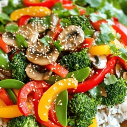 For a great veggie stir fry, fresh vegetables are key. Here’s what you need: - 1 cup broccoli florets - 1 bell pepper (red or yellow), sliced - 1 cup snap peas - 1 medium carrot, julienned - 1 cup mushrooms, sliced These veggies add color, crunch, and flavor. You can mix and match them based on what you have at home. Using the right oils and seasonings boosts the taste. For this stir fry, gather: - 2 tablespoons soy sauce - 1 tablespoon sesame oil - 1 tablespoon ginger, grated - 2 cloves garlic, minced Sesame oil gives a nice nutty flavor. Soy sauce adds umami. Ginger and garlic bring warmth and depth. Garnishes make your dish pop! Here are some fun ideas: - 1 tablespoon sesame seeds (for garnish) - Fresh chopped cilantro These add a great look and extra taste to your meal. Just sprinkle them on top before serving. For the full recipe, check out the details above. First, wash all your veggies. This step is key for fresh taste. Cut the broccoli into small florets. Slice the bell pepper into thin strips. Julienne the carrot into matchstick pieces. Lastly, slice the mushrooms. Keep your vegetables ready in one spot. This way, you can find them easily as you cook. Grab a large skillet or wok. Heat the sesame oil over medium-high heat. Once hot, add minced garlic and grated ginger. Stir them quickly for about 30 seconds. You want them to smell great! Next, toss in the broccoli, bell pepper, snap peas, carrots, and mushrooms. Stir-fry for 5-7 minutes. This helps keep the veggies bright and crunchy. Now, pour the soy sauce over the stir-fry. Toss everything together for 2 more minutes. Taste your mix and add salt and pepper if needed. Take your stir fry off the heat. Sprinkle sesame seeds on top for a nice finish. Serve it over fluffy rice or noodles for a complete meal. Enjoy your colorful dish! For the full recipe, check out the details provided above. To get a great stir fry, use high heat. A hot pan cooks the veggies fast. This keeps them crisp and colorful. Use a wok or a large skillet for even cooking. Stir constantly to avoid burning. Try to cut all veggies to the same size. This helps them cook evenly. Add ginger and garlic for a punch of flavor. They bring warmth and depth. Soy sauce gives a salty taste that blends well with the veggies. For a kick, try red pepper flakes or chili sauce. A splash of citrus juice can brighten up the dish too. Don’t overcrowd the pan. If you add too many veggies at once, they steam instead of fry. This makes them soggy. Always wash and prep your veggies first. This saves time and keeps things organized. Lastly, avoid overcooking. You want the veggies tender but still bright and crisp. For more details on how to make this dish, check out the Full Recipe. {{image_2}} You can add protein to your veggie stir fry for a heartier meal. Some great options are: - Tofu - Chicken - Shrimp - Beef Tofu works well with the soy sauce and sesame oil. It absorbs flavors nicely. Chicken adds a nice texture and taste. Shrimp cooks quickly and adds a sweet flavor. Beef gives depth and a savory taste. You can mix and match your veggies to keep things exciting. Here are some fun ideas: - Zucchini - Cauliflower - Green beans - Spinach Zucchini adds a soft crunch. Cauliflower gives a unique taste and texture. Green beans are crisp and bright. Spinach wilts nicely and adds a fresh flavor. Feel free to use what you have on hand! You can change up the sauce for new flavors. Some tasty options include: - Teriyaki sauce - Hoisin sauce - Peanut sauce Teriyaki sauce adds sweetness and depth. Hoisin sauce brings a rich flavor and shine. Peanut sauce gives a creamy texture and nutty taste. Mix and match sauces to create your own unique blend. For the full recipe, check out the Easy Veggie Stir Fry documentation. You can store leftover veggie stir fry in the fridge. Place it in a tight container. It stays fresh for up to three days. Keep it cool and avoid leaving it out. Want to freeze your stir fry? It works well! Use a freezer-safe bag or container. Remove as much air as you can. This helps keep the taste. Thaw it in the fridge overnight before using. To reheat, use a skillet or microwave. For the skillet, heat it on medium. Add a splash of water or oil to keep it moist. Stir until it is hot. If using a microwave, heat in short bursts. Stir in between to warm evenly. Enjoy your easy veggie stir fry again! For the full recipe, check out the details above. The best vegetables for stir fry are colorful, fresh, and crunchy. I love using: - Broccoli florets - Bell peppers (red or yellow) - Snap peas - Carrots - Mushrooms You can also add zucchini, bok choy, or green beans. The key is to pick veggies that cook quickly. This keeps them bright and crisp. Mixing different colors makes your dish look great too! Yes, you can make this recipe gluten-free. Simply swap soy sauce for gluten-free tamari. Most stores carry this option. Always check the label for extra ingredients. This way, you avoid unwanted gluten. Cooking stir fry takes about 10 to 15 minutes. First, prepare your veggies, which takes about 10 minutes. Then, stir-fry them for 5 to 7 minutes. You want them to be tender but still crunchy. This quick cooking keeps all the flavors fresh. For the full recipe, check out the details above. This article covered fresh vegetables, oils, and seasonings for a great dish. I shared step-by-step instructions to prepare, cook, and finish your meal. You learned essential tips to improve your cooking and avoid mistakes. We explored fun variations with protein and sauces, plus handy storage info. Remember, you can make this dish your own. Experiment with flavors and ingredients. Enjoy the cooking process, and make it fun!