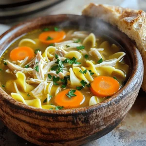 - 2 tablespoons olive oil - 1 medium onion, chopped - 2 carrots, sliced - 2 stalks celery, sliced - 3 cloves garlic, minced - 1 teaspoon dried thyme - 1 teaspoon dried oregano - 1/2 teaspoon black pepper - 4 cups chicken broth - 2 chicken breasts, boneless and skinless - 1 cup egg noodles - 1 cup frozen peas - Salt to taste - Fresh parsley, chopped To make Instant Pot chicken noodle soup, gather the ingredients listed above. Each item plays a key role in building flavor. I love using olive oil to start. It gives a rich base. Chopped onion adds sweetness, and sliced carrots and celery bring crunch. Minced garlic gives a punch of flavor. The dried thyme and oregano are my go-to herbs. They give a warm, earthy taste that blends well. Black pepper adds just the right hint of spice. Chicken broth is the heart of the soup. It adds depth and comfort. I prefer boneless, skinless chicken breasts. They cook quickly and shred easily. Egg noodles bring homey goodness and fill the soup. Frozen peas add a pop of color and sweetness. I always taste and add salt as needed. Finally, fresh parsley brightens the dish. For the full recipe, check the instructions section. It's a simple way to create a warm meal your family will love! To start, set your Instant Pot to sauté mode. Add 2 tablespoons of olive oil. Heat the oil until it shimmers. Next, add the chopped onion, sliced carrots, and sliced celery. Sauté the mix for about 4-5 minutes. You want these veggies to soften a bit. After that, stir in 3 cloves of minced garlic, 1 teaspoon of dried thyme, 1 teaspoon of dried oregano, and 1/2 teaspoon of black pepper. Cook this for 1-2 minutes. The smell will be amazing! Now it’s time to make the soup. Pour in 4 cups of chicken broth and add 2 boneless, skinless chicken breasts to the pot. Close the lid and make sure the valve is set to sealing. Select the manual (or pressure cook) setting. Set the timer for 10 minutes. Once the cooking time is done, let the pot sit for 5 minutes. This is called natural pressure release. After 5 minutes, carefully switch the valve to venting to let out the rest of the steam. Open the lid and take out the chicken breasts. Use two forks to shred the chicken. Then, return the shredded chicken to the pot. Next, add 1 cup of egg noodles and 1 cup of frozen peas. Gently mix everything together. Set the pot back to sauté mode. Cook for another 5 minutes or until the noodles are tender. Now, taste the soup. Add salt if you need to. To serve, ladle the soup into bowls. Garnish with chopped fresh parsley for a nice touch. Enjoy this comforting meal with some crusty bread on the side! For the full recipe, check out the details above. To make your Instant Pot Chicken Noodle Soup shine, you need the right spices. I love using thyme and oregano. They add a warm, herby taste. Black pepper gives a nice kick too. You can also add a bay leaf for extra depth. Just remember to take it out before serving. When it comes to pressure release, I recommend a natural release for this soup. Letting the pot sit for a few minutes lets flavors blend well. After five minutes, you can switch to quick release to finish it up. This method keeps the chicken juicy and tender. Noodles can become mushy if cooked too long. To avoid this, I add them last. After shredding the chicken, mix in the egg noodles and frozen peas. Set the pot to sauté mode and let them cook for about five minutes. Keep an eye on them. Taste at the four-minute mark to see if they are tender. Different noodle types may need different cook times. If you use whole wheat or gluten-free noodles, check the package for timing. Adjust the sauté time if needed to ensure perfect texture. You want them just right, not too soft! {{image_2}} You can easily change the main protein in your soup. - Using Rotisserie Chicken Rotisserie chicken is a great shortcut. It saves time and adds flavor. Just shred the chicken and add it to the soup after cooking. This way, you cut the cooking time in half. - Substituting with Tofu For a plant-based option, use firm tofu. Cut it into cubes and add it before pressure cooking. Tofu soaks up all the lovely flavors in the broth. Adding more veggies boosts nutrition and flavor. - Common Vegetables to Include Carrots and celery are classic choices. You can also add bell peppers, green beans, or corn. They all add a nice crunch and color to your soup. - Seasonal Variations Use seasonal vegetables for fresh flavors. In spring, try peas and asparagus. In fall, add pumpkin or butternut squash for a cozy touch. You can make this soup fit your dietary needs. - Zucchini Noodles Zucchini noodles are a fun substitute for traditional egg noodles. They cook quickly and add a nice texture. Just spiralize the zucchini and add it after pressure cooking. - Cauliflower Rice For a low-carb option, use cauliflower rice. Add it to the soup during the last few minutes of cooking. It gives a hearty feel while keeping the carbs low. Feel free to mix and match these ideas. You can create a new favorite each time! For the full recipe, check the link above. To keep your chicken noodle soup fresh, follow these tips: - Refrigeration Tips: Let the soup cool to room temperature. Then, place it in an airtight container. It can stay in the fridge for up to 3 days. Make sure to label it with the date. - Freezing Chicken Noodle Soup: For longer storage, freeze the soup. Use freezer-safe containers or bags. Leave some space at the top, as the soup will expand. It can last up to 3 months in the freezer. Thaw it in the fridge before reheating. To enjoy your soup again, here are some methods: - Best Methods for Maintaining Flavor: The stovetop works best. Put the soup in a pot and heat it over medium heat. Stir it often to avoid sticking. If using the microwave, heat it in short bursts, stirring in between. - Avoiding Noodle Overcook: If you freeze the soup, add fresh noodles when you reheat. Cook them separately and mix them in just before serving. This keeps the noodles from getting mushy. For more details on making this comforting dish, check the Full Recipe. Yes, you can use frozen chicken! Just add a few minutes to the cooking time. If you use frozen chicken, cook it for about 12 to 15 minutes instead of 10. The Instant Pot will cook it through and keep it moist. This makes meal prep super easy, especially when you forgot to thaw your chicken. Cooking egg noodles in the Instant Pot takes about 5 minutes. After you add them, set the pot to sauté mode. Stir the noodles gently and let them cook until tender. This method ensures you avoid mushy noodles, giving you the perfect texture in your soup. If you don’t have chicken broth, use vegetable broth or water with seasonings. Both options work well and keep the soup tasty. You can also add a bit of soy sauce for extra flavor. This way, you can still enjoy a delicious soup even if you're out of chicken broth. Yes, you can make this soup ahead of time! Just follow the Full Recipe and store it in the fridge. The flavors will deepen as it sits. You can also freeze portions for later. When you're ready to eat, simply reheat and enjoy your comforting soup! This blog post walked you through making a delicious chicken noodle soup. We covered every step, from prepping ingredients to cooking the soup. You learned tips for perfect flavor and noodle cooking. I shared ways to customize your dish with different proteins and vegetables. Remember, making soup is easy and fun. You can store leftovers with simple tips and reheat without losing flavor. I hope you feel ready to enjoy this warm, nourishing meal anytime you wish.