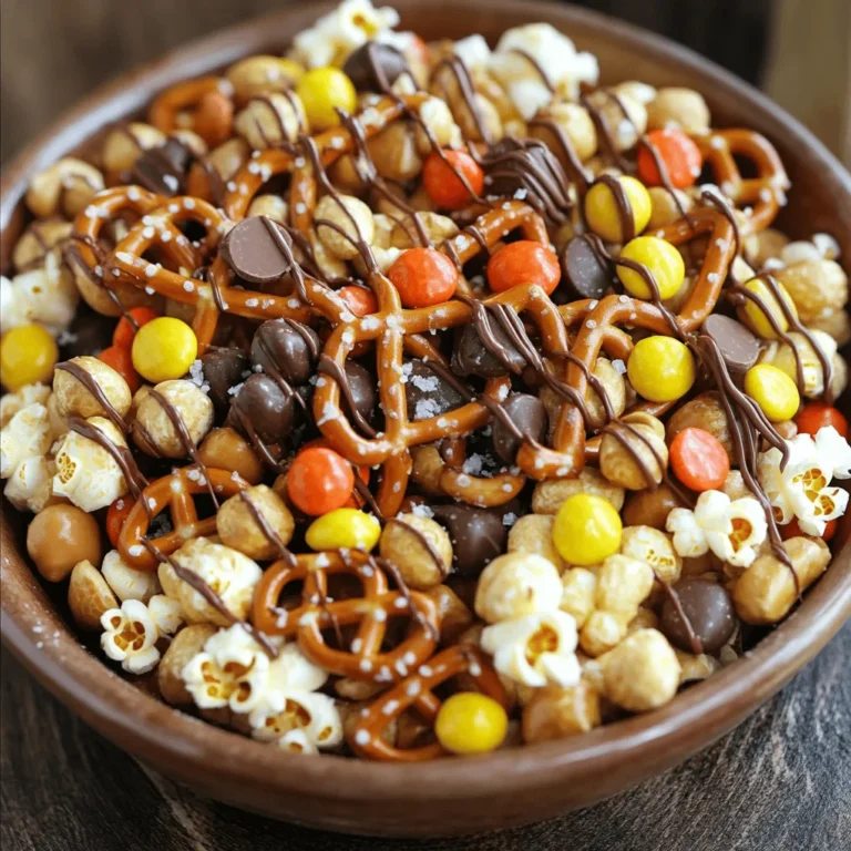 To make Minute Reese’s Snack Mix, you need a few simple items. Here’s what you'll need: - 1 cup mini pretzels - 1 cup Reese’s Pieces - 1 cup honey-roasted peanuts - 1 cup popcorn (popped) - 1 cup chocolate chips (milk or dark) - 2 tablespoons melted coconut oil (or butter) - 1/2 teaspoon sea salt (optional) - 1/4 teaspoon cinnamon (optional) Each ingredient brings its own fun flavor and texture. The mini pretzels add a nice crunch, while the Reese’s Pieces give a sweet touch. Honey-roasted peanuts bring a rich taste. The popcorn is light and airy, making the mix easy to munch on. Chocolate chips bind it all together, offering a delicious layer of sweetness. Coconut oil or butter helps the chocolate melt and stick to everything. If you want a little extra kick, sea salt and cinnamon are great options. Make sure to gather everything before you start cooking. Having all the ingredients ready makes the process smooth. You can find the full recipe and instructions to create this delightful mix. To make Minute Reese’s Snack Mix, start with the dry ingredients. In a large mixing bowl, combine: - 1 cup mini pretzels - 1 cup Reese’s Pieces - 1 cup honey-roasted peanuts - 1 cup popcorn (popped) Gently toss these ingredients together. This mix gives a great crunch and sweet taste. Next, prepare the chocolate mixture. In a small bowl, mix 2 tablespoons of melted coconut oil (or butter) with 1 cup of chocolate chips. Stir until the chocolate is smooth and melted. This step is key for a rich flavor. For added flavor, sprinkle in 1/2 teaspoon of sea salt and 1/4 teaspoon of cinnamon if you like. These spices enhance the chocolate and make the snack even tastier. Now it’s time to coat the snack mix. Drizzle the melted chocolate mixture over the dry ingredients in your large bowl. This is where the magic happens! Gently stir everything together to coat the ingredients evenly. You want every piece to have that delicious chocolate touch. After coating, spread the mix on a parchment-lined baking sheet. This helps with easy cleanup. Let it cool for about 15-20 minutes. This cooling time allows the chocolate to harden and bind everything together. Once set, break up any clumps if needed. Store your Minute Reese’s Snack Mix in an airtight container. It makes a perfect treat for movie nights or parties. Enjoy it as a sweet snack whenever you need a pick-me-up! To make the best Minute Reese’s Snack Mix, start with your chocolate choice. I recommend using milk chocolate chips for a creamy taste. Dark chocolate offers a richer flavor, which many love. You can even mix both types for a fun twist! When mixing your ingredients, do it gently. You want to keep the pretzels and popcorn whole. Toss them lightly in a large bowl. This way, every bite gets a little bit of everything. Feel free to add your favorite nuts or candies. Almonds or cashews work great for a crunchy touch. M&Ms can add a burst of color and sweetness. For a fun twist, try adding spices. A pinch of cayenne can bring some heat. Or use pumpkin spice for a cozy fall flavor. Just a little change can make your snack mix exciting! For the full recipe, check out the details above. {{image_2}} To keep your Minute Reese’s Snack Mix fresh, use airtight containers. Glass jars or plastic bins work great. Store it in a cool, dry place away from sunlight. This helps keep the flavors intact and the mix crunchy. For longer freshness, consider placing a piece of bread in the container. The bread can absorb moisture, keeping your snack mix from getting stale. Just remember to replace the bread every few days. For best taste, enjoy your snack mix within two weeks. After that, the flavors may fade. Keep an eye (and nose) out for signs of spoilage. If you see any unusual smells or the mix feels soft, it’s best to toss it. Overall, proper storage can make your Minute Reese’s Snack Mix last longer. Enjoy this tasty treat whenever you want! You can find Minute Reese’s Snack Mix at many places. Online retailers like Amazon, Walmart, and Target often stock it. Just search for the mix on their websites. You can order it for delivery or pick-up. For local options, check your grocery store. Big chains often have it in the snack aisle. If you do not see it, ask a store employee. They can help you locate it or suggest a similar snack. The average price for Minute Reese’s Snack Mix is around $5 to $8 for a standard bag. Pricing may change based on the store and location. If you love this snack, consider buying it in bulk. Many online retailers offer deals on larger packages. This can save you money in the long run. Plus, you’ll always have a tasty treat on hand! You can find the full recipe for this mix if you want to make it at home. To make Minute Reese’s Snack Mix at home, gather your ingredients. You will need mini pretzels, Reese’s Pieces, honey-roasted peanuts, popcorn, chocolate chips, melted coconut oil, and optional sea salt and cinnamon. Start by combining the dry ingredients in a large bowl. Next, melt the chocolate with coconut oil. Drizzle this over the dry mix and stir gently. Spread it out on a baking sheet and let it cool. Check out the Full Recipe for detailed steps. Yes, you can customize this mix! Swap out the peanuts for almonds or cashews. You can also replace Reese’s Pieces with other candies like M&M’s or chocolate-covered pretzels. Each change offers a fresh twist to the mix. Feel free to add dried fruit or different popcorn flavors too. The nutritional values may vary based on ingredient choices. On average, one serving has around 200 calories. It includes healthy fats from nuts and energy from sugars. Always check the packaging for exact values. The recipe can be gluten-free if you use gluten-free pretzels. Most other ingredients, like peanuts and chocolate, are gluten-free. Always verify that the brands you choose are certified gluten-free. It takes about 10 minutes to prepare the ingredients and 20 minutes to let it set. In total, you can enjoy this tasty snack in about 30 minutes. Perfect for a quick treat! In this blog post, we explored how to make Minute Reese’s Snack Mix. You learned about the key ingredients, step-by-step instructions, and handy tips for perfecting your mix. Remember, you can customize the mix to suit your taste. Storing your snack properly helps keep it fresh longer. Try different flavors to find your favorite. With simple steps and fun variations, you can enjoy this tasty treat anytime! Dive into making your own snack mix now, and enjoy every bite.
