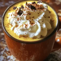 - 2 cups milk (or dairy-free alternative) - 1/2 cup pumpkin puree - 1/4 cup unsweetened cocoa powder - 1/4 cup sugar (adjust to taste) - 1/2 teaspoon pumpkin pie spice (plus extra for garnish) - 1 teaspoon vanilla extract - A pinch of salt - Whipped cream (for topping) - Dark chocolate shavings (for garnish) You can swap milk for almond, oat, or coconut milk. Each gives a unique taste. For pumpkin puree, homemade or canned works well. If you want to cut sugar, try honey or maple syrup. Use a sugar substitute for a low-calorie option. You can even use white chocolate instead of cocoa for a different flavor. - Milk: Offers calcium and vitamin D. Good for bones and teeth. - Pumpkin puree: Full of fiber and beta-carotene. It helps vision and digestion. - Cocoa powder: Rich in antioxidants. It may improve heart health. - Sugar: Gives energy. Just remember to use it in moderation. - Pumpkin pie spice: Contains cinnamon and ginger. These can aid digestion. - Vanilla extract: Adds flavor and may boost mood. - Salt: Enhances taste and helps balance flavors. - Whipped cream: Adds creaminess and fun. Use it sparingly for a treat. - Dark chocolate shavings: Provide a rich taste and extra antioxidants. Pumpkin spice hot chocolate is not just tasty but also packs some health perks. This drink warms you up and brings comfort on chilly days. For the full recipe, check the details above. Making pumpkin spice hot chocolate is easy and quick. You will need simple tools like a medium saucepan and a whisk. Gather your ingredients before you start. This helps the process flow smoothly. You can follow the full recipe for detailed steps. 1. Begin by heating 2 cups of milk and 1/2 cup of pumpkin puree in a medium saucepan. Stir well until it warms up. Be careful not to let it boil. 2. Next, add 1/4 cup of cocoa powder, 1/4 cup of sugar, 1/2 teaspoon of pumpkin pie spice, 1 teaspoon of vanilla extract, and a pinch of salt. Whisk continuously until it blends smoothly. 3. Now, let the mixture simmer for about 5 minutes. Stir it from time to time to stop it from sticking. This helps the flavors mix well. 4. Taste your hot chocolate. If you want it sweeter or spicier, add more sugar or spice. Adjust it to your liking. 5. After that, remove the saucepan from heat. Pour the hot chocolate into your favorite mugs. 6. Finally, top each mug with whipped cream. Sprinkle a bit more pumpkin pie spice and some dark chocolate shavings on top for a lovely finish. To get a creamy texture, use whole milk or a rich dairy-free option. Whisk your mixture well to avoid lumps. Keep it warm but not boiling. Simmering gently helps all the flavors mix perfectly. If you want it thicker, add a bit more pumpkin puree or cocoa powder. Enjoy your cozy drink! You can change the flavor of your pumpkin spice hot chocolate to fit your taste. Add more pumpkin pie spice for a stronger spice kick. Use flavored syrups like caramel or hazelnut to add sweetness. If you want a richer taste, use dark chocolate instead of cocoa powder. For a coffee twist, mix in a shot of espresso. Don’t be afraid to experiment and find what you love best! To make your hot chocolate look great, use clear mugs. This way, you can show off the beautiful layers of color. Top it with fluffy whipped cream and sprinkle some extra pumpkin pie spice on top. Dark chocolate shavings add a nice touch, too. You can also add a cinnamon stick for stirring and a festive look. Serve with a small cookie or a piece of chocolate for a fun treat. If you have leftovers, store them in an airtight container in the fridge. It will stay fresh for up to three days. When ready to enjoy again, gently reheat it on the stove over low heat. Stir it often to keep it smooth. You can also use the microwave, but heat it in short bursts to avoid boiling. If it thickens, add a splash of milk to bring it back to life. {{image_2}} You can easily make a dairy-free version of pumpkin spice hot chocolate. Use almond milk, coconut milk, or oat milk instead of regular milk. These options keep it creamy and rich. You can also swap the whipped cream for coconut whipped cream. This change adds a nice touch and keeps it vegan. Want to kick it up a notch? Add extra spices! Try a dash of nutmeg or a hint of cayenne. This adds warmth and depth to the drink. You can also mix in a bit of cinnamon for that cozy fall flavor. Adjust the spice levels to fit your taste. For an adult twist, add a splash of your favorite liqueur. Bourbon or rum works great. Both add a warm, rich flavor that pairs well with pumpkin spice. Be sure to mix it in after you heat the drink, so the alcohol stays flavorful. Enjoy responsibly! For the full recipe, check out the complete guide to making this delicious drink. Store any leftover pumpkin spice hot chocolate in an airtight container. This helps keep it fresh. Make sure to let it cool to room temperature first. Then, place it in the fridge for up to three days. You can freeze pumpkin spice hot chocolate for later. Pour it into freezer-safe containers, leaving some space at the top. It will expand when frozen. Seal the containers well and label them. You can freeze it for up to two months. To reheat, take the hot chocolate out of the fridge or freezer. If frozen, let it thaw in the fridge overnight. Pour it into a saucepan and heat it gently over low heat. Stir often to avoid burning. You can also use the microwave. Heat it in short bursts, stirring in between. Always check the temperature before serving. Enjoy your cozy drink again! For the full recipe, check out the section above. To boost pumpkin spice flavor, add more pumpkin pie spice. Start with an extra 1/4 teaspoon. Mix it in while whisking your hot chocolate. You can also add more pumpkin puree. This will deepen the flavor and make it richer. Yes, you can make this pumpkin spice hot chocolate ahead of time. Just follow the full recipe and let it cool. Store it in the fridge in an airtight container. When you are ready to enjoy it, heat it on the stove or in the microwave. Stir well before serving to combine the flavors again. The best toppings include whipped cream, dark chocolate shavings, and a sprinkle of cinnamon. If you want something extra, try adding crushed graham crackers or caramel drizzle. You can mix and match toppings to find your favorite combination. Enjoy the cozy feel of fall in every sip! You now have all the tools to make pumpkin spice hot chocolate. From the full list of ingredients to tips for perfect texture, every step counts. Remember, you can customize it to fit your taste preferences. Try variations like dairy-free or with a twist of alcohol. Store it properly to enjoy later. With these insights, you’ll impress friends and family. Embrace your creativity in the kitchen. Get ready to enjoy a cozy cup that warms your soul.