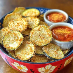 To make crispy air fryer zucchini chips, gather these simple ingredients: - 2 medium zucchinis, thinly sliced - 1 cup breadcrumbs (panko for extra crunch) - ½ cup grated Parmesan cheese - 1 teaspoon garlic powder - 1 teaspoon onion powder - ½ teaspoon paprika - Salt and pepper to taste - 1 large egg - Cooking spray These ingredients create a tasty and satisfying snack. You can easily change the flavor of your zucchini chips. Here are some fun ideas: - Add cayenne pepper for heat. - Use Italian seasoning for a herby twist. - Swap Parmesan for cheddar cheese. - Try nutritional yeast for a vegan option. - Mix in lemon zest for a fresh taste. Feel free to get creative and find your favorite blend! These ingredients not only taste great but also offer health benefits: - Zucchini: Low in calories and high in fiber. - Parmesan: Adds protein and calcium. - Panko breadcrumbs: Provide a satisfying crunch with less oil. - Garlic and onion powder: Boost flavor and may aid digestion. These chips are a smart choice for a healthy snack. They are light and packed with flavor! Start by washing your zucchinis well. This step is key to keep them clean. Next, slice them into thin rounds, about 1/8 inch thick. Thin slices cook better and crisp up nicely. After slicing, pat them dry with a paper towel. Removing moisture helps achieve that perfect crunch. In a shallow bowl, mix the dry ingredients. Combine breadcrumbs, grated Parmesan cheese, garlic powder, onion powder, paprika, salt, and pepper. This mix adds great flavor. In another bowl, beat one large egg until it looks frothy. Dip each zucchini slice in the egg first. Let any extra egg drip off. Then, coat the slice in the breadcrumb mix. Press lightly to make sure the coating sticks well. Preheat your air fryer to 380°F (193°C). This temperature helps the chips cook quickly and evenly. Lightly spray the air fryer basket with cooking spray to avoid sticking. Arrange the coated zucchini chips in a single layer. Be careful not to overcrowd the basket. Cook them for 10-12 minutes. Flip them halfway through for even crispiness. When they turn golden brown, they are ready! Let the chips cool slightly before you enjoy them. For the full recipe, check out the detailed steps above. To get your zucchini chips crispy, follow a few simple tips. First, slice your zucchinis thinly. Aim for about 1/8 inch thick. This helps them cook evenly. Next, pat them dry after slicing. Removing excess moisture is key. It prevents sogginess. Use panko breadcrumbs for extra crunch. They add a delightful texture. Finally, don’t overcrowd the air fryer basket. Cook in batches if needed. This allows air to circulate, ensuring even cooking. Watch out for a few common mistakes. One mistake is using wet zucchini. Moisture leads to chips that are not crispy. Another mistake is not seasoning properly. Salt and pepper enhance flavor. Don’t skip the spices like garlic and onion powder. They add depth to your chips. Also, avoid cooking at too low a temperature. The ideal temperature is 380°F (193°C). Cooking at the right temperature ensures a perfect crunch. Cooking time can change based on zucchini size. If your slices are thicker, they need more time. For thinner slices, reduce cooking time slightly. Start with 10 minutes and check for doneness. Flip them halfway through for even browning. If they are not golden brown yet, add a few more minutes. Always keep an eye on them to avoid burning. Adjusting time helps achieve that perfect crispiness. {{image_2}} You can switch up the coating to suit your diet. For a gluten-free option, use gluten-free breadcrumbs. You can also try almond flour or crushed cornflakes. These will still give you that crunchy bite. If you want a lighter version, skip the egg and use just the breadcrumbs. This reduces calories while keeping a tasty crunch. Add a twist to your zucchini chips with flavor changes. For a spicy kick, mix in cayenne pepper or chili powder. You might enjoy herbed options, too. Try adding dried oregano or basil to the breadcrumb mix. You can even experiment with a lemon zest sprinkle after air frying. This will brighten the flavor and make your chips pop! Presentation can elevate your snack. Serve the zucchini chips in a fun bowl. Pair them with dips like marinara, ranch, or tzatziki. You can also add a sprinkle of fresh herbs on top for color. For a more substantial snack, serve with a side of hummus or guacamole. These dips will give extra flavor and make your chips even more enjoyable. For the full recipe, check out the complete guide to making these crispy air fryer zucchini chips. To keep your crispy air fryer zucchini chips fresh, store them in an airtight container. Make sure they are completely cool before sealing. If you have leftover chips, layer them between paper towels. This helps absorb any moisture. Keep them in the fridge for up to three days. They taste best when eaten fresh, so try to enjoy them quickly! When it's time to enjoy your leftover chips, use the air fryer again. Preheat it to 350°F (175°C). Place the zucchini chips in the basket in a single layer. Air fry for about 3-5 minutes. This helps restore their crunch. If you use the microwave, they may become soggy. You can freeze your zucchini chips for later use. First, make sure they are completely cool. Arrange them in a single layer on a baking sheet. Freeze until firm, then transfer to a freezer bag. Remove as much air as possible. When ready to eat, cook directly from frozen. Just add a few extra minutes to your cooking time. This keeps them tasty and crispy! Air fryer zucchini chips stay fresh for about 2-3 days. Store them in an airtight container. Keep them in the fridge for the best taste. However, they are best when eaten right away. After a day, they may lose some crunch. Yes! You can use other veggies like eggplant, sweet potatoes, or carrots. Just slice them thinly, like zucchini. Each vegetable will have a different cooking time, so check for doneness. Sweet potatoes may take longer, while eggplant cooks faster. If your chips lack crispiness, try a few fixes. First, ensure your zucchini is dry before coating. Excess moisture makes them soggy. Also, don’t overcrowd the air fryer basket. Cook in batches for even air circulation. Lastly, adjust cooking time; a few more minutes can make a big difference. In this guide, we explored how to make crispy air fryer zucchini chips. We covered the ingredients needed, preparation steps, and methods for achieving perfect crispiness. You learned tips to avoid mistakes and variations to try. Storage information helps keep your snacks fresh. Now you're ready to enjoy healthy snacks. Experiment with flavors, share with friends, and make the most of fresh zucchini! Enjoy every bite.