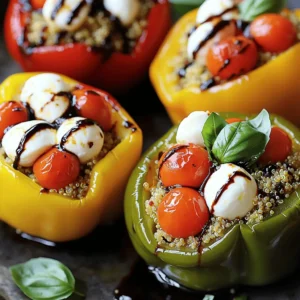 Stuffed bell peppers are a fun and colorful dish. They are easy to make and taste great. This recipe uses fresh ingredients to create a tasty meal. You will find a mix of quinoa, tomatoes, and cheese stuffed into crunchy peppers. The full recipe is easy to follow, even for beginners. To make stuffed bell peppers, you need key ingredients: - 4 large bell peppers (any color) - 1 cup cooked quinoa - 1 cup cherry tomatoes, halved - 1 cup fresh mozzarella balls, halved - 1/4 cup fresh basil, chopped - 2 tablespoons olive oil - 1 tablespoon balsamic vinegar - Salt and pepper to taste - 1/2 teaspoon garlic powder These ingredients work together to create a delicious filling. The quinoa adds protein, while tomatoes and cheese bring flavor. You can switch out some ingredients if you need to. Here are a few ideas: - Instead of quinoa, try rice or couscous. - If you don’t have mozzarella, use feta or cheddar cheese. - You can use any herbs you like in place of basil. - Swap balsamic vinegar with lemon juice for a zestier taste. These substitutions keep the dish fresh while allowing you to use what you have on hand. Enjoy experimenting and finding your favorite mix! 1. Preheat your oven to 375°F (190°C). Grease your baking dish with olive oil. 2. Cut the tops off the bell peppers and remove the seeds. Place them cut-side up in your dish. 3. In a bowl, mix the cooked quinoa, halved cherry tomatoes, and mozzarella balls. Add chopped basil, olive oil, balsamic vinegar, garlic powder, salt, and pepper. Stir until well combined. 4. Fill each bell pepper with the quinoa mix. Press down lightly to fit as much as you can. 5. Cover the dish with aluminum foil. Bake for 25 minutes in your preheated oven. 6. After 25 minutes, take off the foil. Bake for another 10 to 15 minutes until the peppers are tender. 7. Remove from the oven and let them cool for a few minutes before serving. - Oven: Bake at 375°F (190°C) for a total of 35 to 40 minutes. - Stove: Cook on medium heat for about 15 minutes in a skillet. - Slow Cooker: Cook on low for 4 hours or high for 2 hours. For a step-by-step visual guide, check out our video tutorial linked to the Full Recipe. Watching the process can help you perfect your stuffed bell peppers. To make great stuffed bell peppers, choose fresh, firm peppers. Look for ones with bright colors. The size of the pepper matters too. Large peppers make filling easier. When prepping, slice the tops off and remove the seeds carefully. - Use a small spoon to scoop out seeds. - Save the tops; they can add flavor to the filling. - Press the filling down slightly to pack it in. Flavor is key in stuffed bell peppers. Start with a tasty filling. Cooked quinoa gives a nutty taste. Adding fresh herbs like basil adds brightness. - Drizzle olive oil for richness. - Use balsamic vinegar for a tangy kick. - Don’t forget salt and pepper; they enhance all other flavors. Mix all filling ingredients well. Taste the mix before stuffing. Adjust flavors if needed. Avoid overcooking the peppers. They should stay slightly firm. If you bake them too long, they can become mushy. - Don’t skip the foil during the first bake; it helps steam them. - Make sure your filling is not too dry or too wet. - Stuff the peppers too loosely; this can cause them to collapse while baking. Following these tips will help you create a delicious dish that is not only flavorful but also nutritious. For a complete guide, refer to the Full Recipe. {{image_2}} Stuffed bell peppers can be both tasty and plant-based. For a vegetarian option, use cooked quinoa as a base. Add beans, corn, and diced veggies. Top with cheese or leave it off for a vegan choice. You can also use lentils for a hearty meal. For meat lovers, ground beef or turkey fits well inside the peppers. Mix the meat with rice, onions, and spices. You can also try using sausage for a spicier kick. Just remember to cook the meat before stuffing. Global flavors make stuffed peppers exciting. For a Mexican twist, add black beans, corn, and taco seasoning. Top with cheese and serve with salsa. For an Italian flair, use rice, marinara sauce, and Italian herbs. You can also try Mediterranean flavors with couscous, olives, and feta cheese. Each variation brings new tastes to your table. Try the Full Recipe for a delightful take on stuffed bell peppers! To store stuffed bell peppers, let them cool first. Place them in an airtight container. They can stay in the fridge for up to four days. If you won't eat them soon, consider freezing. Wrap each pepper tightly in plastic wrap. Then, place them in a freezer bag. This helps keep them fresh for up to three months. When you reheat stuffed bell peppers, the oven works best. Preheat your oven to 350°F (175°C). Place the peppers in a baking dish. Add a splash of water to keep them moist. Cover the dish with foil. Heat for about 20 minutes or until warm. You can also use a microwave. Just place one pepper on a microwave-safe plate. Heat for about 2-3 minutes, checking often. Freezing stuffed bell peppers is simple. Make sure they are fully cooled. Wrap each pepper well in plastic wrap. Then, place them in a freezer-safe bag. Remember to label the bag with the date. When you're ready to eat, thaw them in the fridge overnight. Then, reheat them using the tips shared above. Enjoy your tasty meal even after a few months! Stuffed bell peppers can last about 3 to 5 days in the fridge. Store them in an airtight container to keep them fresh. If you want them to last longer, consider freezing. Yes, you can make stuffed bell peppers ahead of time. Prepare the filling and stuff the peppers. Then, cover and refrigerate them for up to 24 hours before baking. This saves time and still keeps the flavors fresh. If you don’t want to use quinoa, try brown rice or couscous. Both options work well and add different textures. You can also use lentils for a protein boost. Just make sure to cook them before mixing with other ingredients. Stuffed bell peppers are tasty and easy to make. You learned about the key ingredients, cooking steps, and tips for great results. I hope you feel ready to get creative with your stuffed bell peppers. Whether you choose meat, veggies, or a mix, there’s a recipe for everyone. Remember, small changes can have big effects on flavor. Now, it’s your turn to try these recipes and enjoy the results! Your kitchen adventure starts today.