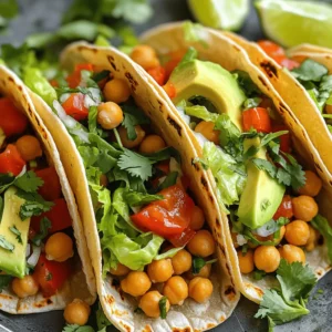 For these tasty tacos, you'll need: - 1 can (15 oz) chickpeas, drained and rinsed - 1 tablespoon olive oil - 1 teaspoon smoked paprika - 1 teaspoon garlic powder - 1 teaspoon cumin - &frac12; teaspoon chili powder - Salt and pepper to taste - 8 small corn or flour tortillas These ingredients create a great base for the dish. The chickpeas give a nice crunch. The spices add flavor that makes these tacos shine. You can customize your tacos with these tasty toppings: - 1 cup shredded lettuce - 1 cup diced tomatoes - &frac12; cup diced red onion - &frac12; avocado, sliced - Fresh cilantro for garnish - Lime wedges for serving These toppings add freshness and color to your tacos. You can mix and match to suit your taste. The lime juice will give a nice zing. You will need a few tools to make these tacos: - Air fryer - Medium bowl - Towel for drying chickpeas - Skillet for warming tortillas Using an air fryer helps achieve that perfect crispy texture. A skillet warms the tortillas quickly, making them soft and easy to fill. First, grab a can of chickpeas. Drain and rinse them well under cold water. This step removes extra salt and makes them taste fresh. Use a towel to pat them dry. This helps them get crispy later. Next, place the chickpeas in a bowl. Drizzle one tablespoon of olive oil over them. Then, add one teaspoon each of smoked paprika, garlic powder, and cumin. Include half a teaspoon of chili powder, plus salt and pepper to your taste. Toss the chickpeas until they are well-coated with the spices. Now, it&rsquo;s time to air fry! Preheat your air fryer to 400&deg;F (200&deg;C). Once it&rsquo;s ready, spread the seasoned chickpeas in a single layer in the basket. Cook them for 15 to 18 minutes. Halfway through, shake the basket. This helps the chickpeas cook evenly. They should turn golden brown and crispy when done. While the chickpeas cook, warm your tortillas. Use a dry skillet over medium heat. Heat each tortilla for about 30 seconds on each side. This makes them soft and easy to fold. Once the chickpeas are crispy, it&rsquo;s time to build your tacos. Place a generous amount of chickpeas on each tortilla. Top with shredded lettuce, diced tomatoes, diced red onion, and slices of avocado. Don&rsquo;t forget to garnish with fresh cilantro. Serve with lime wedges for a zesty kick. Enjoy your tasty, quick meal! To get crispy chickpeas, start by drying them well. Use a towel to pat them until no moisture remains. This step helps them crisp up in the air fryer. Next, coat them evenly with olive oil and spices. Use smoked paprika, garlic powder, cumin, and chili powder for flavor. Mix them well to ensure every chickpea gets seasoning. When you air fry, spread them out in a single layer. This helps them cook evenly. Shake the basket halfway through cooking. This action helps them crisp on all sides. Warming tortillas is key for soft and tasty tacos. Use a dry skillet over medium heat. Place each tortilla in the skillet for about 30 seconds. Flip it over and warm for another 30 seconds. You want them pliable but not crispy. If you have a large batch, wrap warmed tortillas in a clean towel. This keeps them warm until you are ready to serve. You can easily change the spice levels to fit your taste. If you like it hot, add more chili powder or a splash of hot sauce. For a milder flavor, cut back on the chili powder. You can also mix in fresh herbs like cilantro for added flavor without heat. Always taste your chickpeas before serving. This way, you can adjust the seasoning to your liking. {{image_2}} You can swap chickpeas for other beans. Black beans work well in tacos. They add a rich flavor. Pinto beans are another choice. They are soft and creamy. Kidney beans also taste great. Each bean gives a different texture. Feel free to mix and match to find your favorite. These tacos are already vegan. You can make them gluten-free by using corn tortillas. Check the label to ensure no gluten sneaks in. For a protein boost, add some quinoa or lentils. They are both tasty and healthy. This way, everyone can enjoy the meal. To spice things up, add herbs and spices. Try fresh cilantro or parsley for a fresh taste. A squeeze of lime adds zest. You can also use taco seasoning for a quick fix. If you like heat, add some cayenne pepper or jalape&ntilde;os. Mix and match to create your perfect taco flavor! To store leftover chickpeas, first let them cool completely. Place them in an airtight container. Refrigerate them for up to three days. You can also freeze chickpeas for longer storage. They will last for about three months in the freezer. When ready to use, just thaw them overnight in the fridge. Assembled tacos do not store well. The tortillas can get soggy. If you have leftover tacos, separate the chickpeas and toppings from the tortillas. Store the chickpeas and toppings in airtight containers. You can keep them in the fridge for up to three days. To enjoy the tacos again, reheat the chickpeas and fill fresh tortillas. Reheat the chickpeas in an air fryer or skillet. For the air fryer, set it to 350&deg;F (175&deg;C) and heat for 5-7 minutes. If using a skillet, heat them over medium heat for 3-4 minutes. Warm tortillas in a dry skillet for about 30 seconds on each side. This will help them become soft and pliable again. Enjoy your tacos fresh and crispy! Yes, you can use canned chickpeas. They save time and still taste great. Just drain and rinse them well. This removes the extra salt and helps with texture. Canned chickpeas work perfectly in this recipe, making it quick and easy. To get chickpeas extra crispy, start by drying them well. Use a towel to pat them dry after rinsing. The less moisture, the crispier they get. Also, make sure to space them out in the air fryer. This allows hot air to circulate. Cook them at 400&deg;F for 15-18 minutes. Shake the basket halfway through for even cooking. If you need substitutes for tortillas, consider lettuce wraps or cabbage leaves. These keep the meal low-carb. You can also try whole-grain or gluten-free tortillas. They work well and still taste great. Pita bread or naan can also be fun alternatives. These tacos are best eaten fresh. However, if you have leftovers, store them in an airtight container. They can last about 2-3 days in the fridge. Keep the chickpeas and toppings separate. This helps maintain the texture. When ready to eat, reheat the chickpeas in the air fryer for a few minutes. Crispy chickpea tacos are not just fun to make; they're tasty too. You learned about key ingredients, optional toppings, and equipment needed. I shared simple steps to prep, air fry, and assemble your tacos. Tips helped you achieve perfect crispiness and flavor. You can even explore fun variations with beans and spice levels. Lastly, I covered how to store and reheat leftovers. Now, you're ready to enjoy delicious tacos anytime!