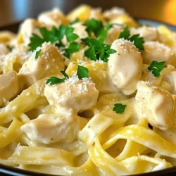 - 1 pound chicken breast, cut into bite-sized pieces - 2 cups fettuccine pasta - 4 cups chicken broth - 1 cup heavy cream - 1 cup grated Parmesan cheese - 3 cloves garlic, minced - 2 tablespoons olive oil - 1 teaspoon Italian seasoning - Salt and pepper to taste - Fresh parsley, chopped Gather these ingredients before you start cooking. Using fresh and quality items makes a big difference in taste. The chicken breast is the star here, providing protein and flavor. Fettuccine pasta gives the dish its classic texture. Chicken broth adds depth and richness, while heavy cream creates that creamy texture we crave. Parmesan cheese brings a salty, savory note, enhancing the dish. For seasonings, garlic offers a bold kick, and olive oil helps to sauté the chicken perfectly. Italian seasoning adds a blend of herbs that elevate the flavor. Don’t forget salt and pepper; they balance everything out. Finally, fresh parsley gives a burst of color and freshness when you serve it. With the right ingredients ready, you set the stage for a delightful meal. - Turn on the Instant Pot. - Add 2 tablespoons of olive oil and 3 cloves of minced garlic. Starting with sautéing is key. The oil and garlic create a great base. You will cook the garlic for about 1 minute until it smells amazing. This step adds flavor to your dish. - Season 1 pound of chicken breast with salt, pepper, and 1 teaspoon of Italian seasoning. - Add the chicken pieces and sauté for 5-7 minutes until they are browned. Browning the chicken seals in its juices. This step is important. After browning, deglaze the pot. Scrape the bottom to remove browned bits. This adds rich flavor to your sauce. - Pour in 4 cups of chicken broth and stir well. - Add 2 cups of fettuccine pasta, making sure it is submerged. The broth is essential for cooking the pasta. It gives flavor while the pasta cooks. Seal the Instant Pot lid, set the valve to sealing, and cook on high pressure for 6 minutes. - Perform a quick release of pressure carefully. - Stir in 1 cup of heavy cream and 1 cup of grated Parmesan cheese until melted. The cream and cheese create a rich and creamy sauce. If the sauce is too thick, add a bit more cream or broth. - Taste and adjust seasoning with salt and pepper if needed. Serving this dish is easy. Spoon the creamy chicken Alfredo into bowls. Garnish with fresh parsley for a pop of color. Enjoy your meal! To get the perfect cream sauce, you may need to adjust the thickness. If your sauce is too thick, add more heavy cream or chicken broth. Start with a little at a time. Stir well to see how it changes. This way, you can control the creaminess just how you like it. One big mistake is overcooking the chicken. If you cook it too long, it can become dry. Aim for a nice golden color and a tender bite. Another common issue is not deglazing the pot. It is important to scrape up the brown bits after cooking the chicken. This adds extra flavor to your Alfredo sauce. You can swap heavy cream for lighter options if you want. Try using half-and-half or even plain Greek yogurt for a twist. These alternatives change the flavor but still taste great. If you want to use different pasta, options like penne or rotini will work too. Just adjust the cooking time based on the pasta type. {{image_2}} You can make your Instant Pot Chicken Alfredo even better by adding vegetables. Here are two great options: - Spinach: Spinach is a tasty and healthy choice. Add it just before serving. It wilts quickly and adds a nice color. - Mushrooms: Mushrooms give a nice earthy taste. Sauté them with the chicken for great flavor. If you want to switch it up, you can change the protein. Here are some ideas: - Shrimp: Shrimp cooks fast and adds a nice touch. Use the same method as chicken but reduce cooking time. - Tofu: For a vegan option, tofu works well. Use firm tofu for the best texture. To elevate your dish, try these flavor enhancers: - Adding lemon zest or nutmeg: A little lemon zest brightens the dish. Nutmeg adds warmth. Just a pinch can make a big difference. - Using different cheeses: While Parmesan is great, you can try asiago or romano. Each cheese brings its own unique flavor. These variations let you enjoy a new twist on the classic Chicken Alfredo. Store your chicken Alfredo in an airtight container. This keeps it fresh and tasty. Make sure to cool it first before sealing. Place it in the fridge if you plan to eat it within three days. Label the container with the date to remember when you made it. To reheat, use a saucepan over low heat. Add a splash of chicken broth or cream. This helps keep the sauce creamy and smooth. Stir often to avoid burning. You can also use the microwave. Heat in short bursts, stirring in between. This way, you keep that delicious texture. You can freeze chicken Alfredo for up to three months. Use a freezer-safe container. Leave some space at the top, as it may expand. When ready to eat, thaw it in the fridge overnight. Reheat slowly, stirring in extra cream or broth for creaminess. Avoid refreezing after thawing. Yes, you can use different pasta types! Here are some great options: - Penne: This shape holds sauce well. - Rigatoni: Great for a hearty bite. - Whole wheat: A healthier choice rich in fiber. - Gluten-free: Look for pasta made from rice or corn. Feel free to switch it up based on your taste! No worries! You can still make Chicken Alfredo without an Instant Pot. Here are some methods: - Stovetop: Cook the chicken in a deep skillet. - Boil pasta separately and add it to the sauce later. - Slow cooker: Use it to cook chicken and sauce slowly. Each method works, just adjust the times for cooking! You can still enjoy a creamy Chicken Alfredo without cream. Here are some ideas: - Use unsweetened almond milk or coconut milk for creaminess. - Blend cashews with water for a rich, creamy texture. - Try Greek yogurt for a tangy flavor. These options will still give you a delicious meal! This blog post covered how to make Chicken Alfredo using an Instant Pot. We discussed the main ingredients, step-by-step cooking instructions, and helpful tips. It’s easy to adjust the recipe with frozen or fresh ingredients. Experiment with flavors and vegetables to create your own twist. Remember to store leftovers properly for later enjoyment. This dish is versatile, so feel free to explore different options. Enjoy your cooking journey, and have fun making your Chicken Alfredo!