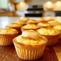 - 1 cup cornmeal - 1 cup all-purpose flour - 1/4 cup granulated sugar - 1 tablespoon baking powder - 1/2 teaspoon salt - 1 cup buttermilk - 2 large eggs - 1/4 cup unsalted butter, melted - 1/4 cup honey - 1/2 cup corn kernels (fresh or frozen) - Optional: 1/2 teaspoon garlic powder, 1/4 teaspoon cayenne pepper When making Honey Butter Cornbread Poppers, start with the main ingredients. Cornmeal gives it that classic cornbread flavor. All-purpose flour adds structure. Granulated sugar adds sweetness to balance the savory notes. Next, you need some additional ingredients. Baking powder helps the poppers rise and become fluffy. Salt enhances the flavor, while buttermilk adds moisture and a slight tang. For flavor enhancements, you can’t skip eggs. They bind the ingredients and make the texture rich. Melted butter adds richness, and honey brings sweetness. Fresh or frozen corn kernels add a pop of texture and flavor. If you like a kick, consider adding garlic powder and cayenne pepper. These ingredients work together to create a delightful snack. They are perfect for parties, game days, or just a cozy night in. Each bite is a warm burst of flavor. Enjoy making these tasty poppers! - Preheat oven to 400°F (200°C). - Grease a mini muffin pan. - Combine cornmeal, flour, sugar, baking powder, and salt in a bowl. - Whisk buttermilk, eggs, melted butter, and honey in another bowl. - Pour wet ingredients into dry. Stir gently and fold in corn kernels. - Spoon batter into the mini muffin pan. Fill each cup about 3/4 full. - Bake for 12-15 minutes. The tops should be golden brown. - Mix equal parts of softened butter and honey in a small bowl. To make the best Honey Butter Cornbread Poppers, avoid overmixing the batter. This helps keep the poppers light and fluffy. When you mix, stir just until the ingredients blend. It is okay if there are a few lumps. Also, ensure your oven is properly preheated to 400°F. A hot oven helps the poppers rise and bake evenly. Serve the poppers warm, drizzled with honey butter. This adds a sweet touch that complements the cornbread flavor. You can also pair them with savory dishes like chili or barbecue. They make a great side dish for any meal. One common mistake is using incorrect measurements. This can change the texture of your poppers. Always measure your ingredients carefully. Another mistake is not greasing the pan. This can cause the poppers to stick, making them hard to remove. Always grease your mini muffin pan well before filling it. {{image_2}} You can make your Honey Butter Cornbread Poppers even better. Try adding diced jalapeños or bell peppers for a fun twist. They give a nice crunch and a bit of heat. You can also incorporate fresh herbs, like chives, to add a burst of flavor. The herbs blend well with the sweet cornbread. Need a gluten-free version? Just swap all-purpose flour for gluten-free flour. It works great, and you’ll still enjoy that cornbread taste. If you want a dairy-free option, use plant-based butter instead of regular butter. This keeps your poppers light and delicious for everyone. Want to make these poppers even sweeter? Add chocolate chips for a decadent treat that kids love. You can also mix in dried fruits like cranberries or raisins for a fruity kick. These sweet options add new flavors and make your poppers a hit at any gathering. You can store your leftover Honey Butter Cornbread Poppers in an airtight container. They will stay fresh at room temperature for up to 2 days. This is perfect for a quick snack or side dish. For longer storage, keep the poppers in the fridge. An airtight container works best here too. They will last up to 5 days. This way, you can enjoy them throughout the week. If you want to save them for later, freezing is a great option. Place the poppers in a freezer-safe container. They can stay good for up to 3 months. When you're ready to eat them, just thaw and reheat in the oven. This keeps their texture nice and fluffy. Add cayenne pepper or diced jalapeños for heat. These additions give a nice kick. I often mix in 1/4 teaspoon of cayenne and enjoy the warmth it brings. For a more intense flavor, try fresh jalapeños. Dice them small and fold them into the batter. Yes, but adding a splash of vinegar can mimic buttermilk acidity. This simple trick makes your cornbread poppers light and fluffy. Just add one tablespoon of vinegar to a cup of regular milk, let it sit for five minutes, and use it in the recipe. Reheat in an oven for a few minutes for best texture. Preheat your oven to 350°F (175°C) and place the poppers on a baking sheet. Heat them for about 5 to 10 minutes. This keeps them warm and crisp. Yes, you can easily multiply the ingredients for larger batches. If you want to serve a crowd, just double or triple the recipe. It’s easy and still maintains great flavor. Be sure to check the section labeled Full Recipe for complete instructions. All the steps and measurements are there to guide you. Enjoy making these tasty snacks! This blog walks you through making cornbread poppers from scratch. You learned about the key ingredients, from cornmeal to eggs, as well as step-by-step directions for baking. I shared tips to ensure your poppers turn out light and fluffy, along with fun variations to spice things up. Remember, you can store leftovers easily, whether at room temperature or in the fridge. Enjoy these poppers warm and share them with friends. Experiment with flavors and make this recipe your own!